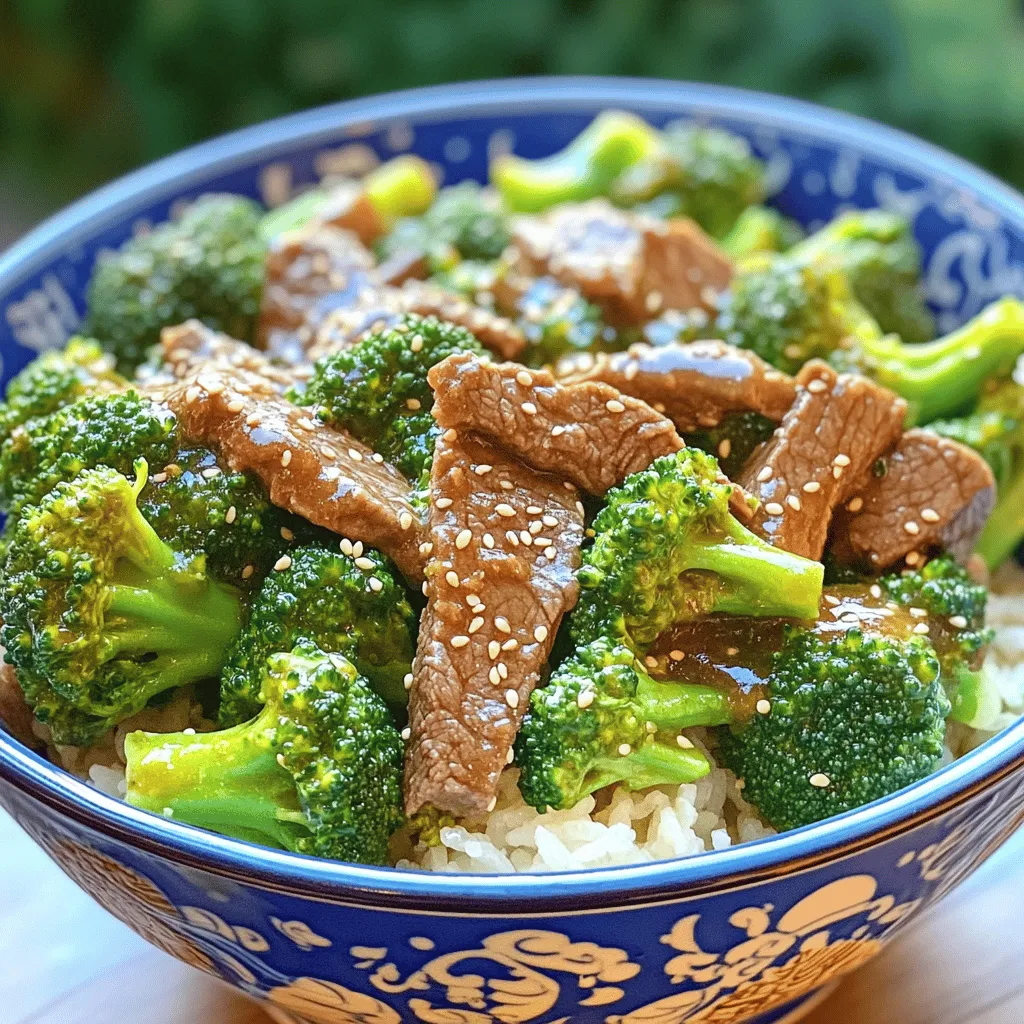 - 1 pound beef sirloin, thinly sliced against the grain - 3 cups broccoli florets - 1/4 cup soy sauce (low sodium if preferred) - 2 tablespoons oyster sauce