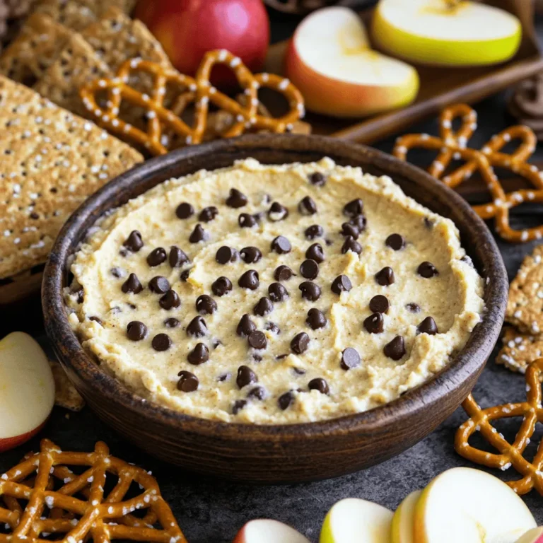 Here are the simple and tasty ingredients you'll need for this chocolate chip cookie dough dip: - 1 cup all-purpose flour, toasted - ½ cup brown sugar, packed - ½ cup granulated sugar - 1 cup cream cheese, softened - ½ cup unsalted butter, softened - 1 teaspoon vanilla extract - ½ cup mini chocolate chips - ¼ cup chopped nuts (optional) - ½ teaspoon salt - Assorted dippers (like graham crackers, pretzels, or apple slices) Each ingredient plays a key role in making this dip rich and creamy. I love using toasted flour. It gives the dip a warm, nutty flavor. Cream cheese and butter make the dip smooth and rich. The sugars add sweetness, while vanilla gives it that classic cookie dough taste. Don't forget the mini chocolate chips! They add delightful bursts of chocolate in every bite. If you like a little crunch, try adding chopped nuts. The dippers are key too! They let you scoop up this delicious dip and enjoy it in fun ways. For the full recipe, you can check out the detailed instructions to whip up this irresistible snack. Enjoy your dipping! - Preheat the oven: Set your oven to 350°F (175°C). This step gets the oven ready for toasting. - Toasting the flour: Spread 1 cup of all-purpose flour on a baking sheet. Toast it for 5-7 minutes. Stir it a couple of times until it turns lightly golden. - Cooling the flour: Once toasted, let the flour cool completely. This keeps our dip safe to eat. - Combining cream cheese and butter: In a bowl, add 1 cup of softened cream cheese and ½ cup of softened unsalted butter. - Beating until creamy: Use an electric mixer on medium speed. Beat until the mixture is smooth and creamy. - Gradually including brown and granulated sugar: Slowly add ½ cup of brown sugar and ½ cup of granulated sugar. - Mixing until fluffy: Keep mixing until the dip is light and fluffy. Then, add 1 teaspoon of vanilla extract. Mix again until smooth. - Adding toasted flour and salt: Now, slowly add the cooled toasted flour and ½ teaspoon of salt. - Mixing thoroughly: Stir well until there are no dry spots left in the mixture. - Distributing mini chocolate chips: Gently fold in ½ cup of mini chocolate chips. - Adding optional chopped nuts: If you like, add ¼ cup of chopped nuts for some crunch. - Transferring to a serving bowl: Spoon the dip into a nice serving bowl. - Refrigerating the dip: Cover the bowl with plastic wrap. Chill it in the fridge for at least 30 minutes. This helps the flavors blend. - Final stir before serving: Right before serving, give the dip a quick stir. Enjoy it with your favorite dippers, like graham crackers or apple slices. To make the best chocolate chip cookie dough dip, toasting the flour is key. Raw flour may contain bacteria, so toasting makes it safe to eat. Preheat your oven to 350°F (175°C). Spread the flour on a baking sheet and toast it for about 5-7 minutes. Stir it once or twice until it turns light golden. Let it cool before adding it to your mix. Another important tip is to ensure all ingredients are at room temperature. This helps them blend smoothly. Softened cream cheese and butter mix better together, giving you a creamy base. Take them out of the fridge about 30 minutes before you start. When it’s time to serve, choose great dippers. Graham crackers are classic and crunchy. Pretzels add a nice salty touch. Fresh apple slices bring a sweet and juicy contrast. You can even use cookies for extra fun! You can pair the dip with other desserts too. Try it with brownies or ice cream for a sweet treat. It also works well as a fun snack at parties or family gatherings. Everyone loves dipping into this delicious cookie dough. Adjusting the sweetness in your dip is easy. If you prefer a less sweet taste, cut back on the sugars. Start with half the amount and taste as you go. You can always add more if needed. If you have dietary needs, substituting ingredients works well. Use gluten-free flour to make it gluten-free. You can swap cream cheese with a dairy-free version for a vegan option. Just ensure the substitutes blend smoothly to keep the dip creamy. For the full recipe, check out the details above. Enjoy making your chocolate chip cookie dough dip! {{image_2}} You can make this dip even more fun! Try adding peanut butter. Just mix in ½ cup of creamy peanut butter when you combine the cream cheese and butter. This adds a rich flavor. It pairs well with the chocolate chips. Another great option is to incorporate crushed cookies. You can crush some of your favorite cookies, like Oreos or chocolate wafers. Add about ½ cup of these crushed cookies when you fold in the chocolate chips. This gives a nice crunch and extra taste. If you want a lighter dip, use low-fat cream cheese. This swap helps reduce calories without losing flavor. Just replace the full-fat cream cheese in the recipe with the low-fat version. You can also adjust the sugars. Use a sugar substitute, like stevia or monk fruit. These options will keep your dip sweet but lower in calories. Make sure to check the conversion ratios on the package for the best results. You can make this dip special for holidays. Add seasonal spices like cinnamon or nutmeg for a warm touch. A splash of peppermint extract works great for winter gatherings. This makes the dip stand out during festive parties. For special occasions, customize the toppings. You can add colorful sprinkles for birthdays or heart-shaped chocolate for Valentine's Day. These little touches make your dip not just tasty but also fun and festive. For the full recipe, check out the main section. Enjoy creating your own unique versions of chocolate chip cookie dough dip! You can store your chocolate chip cookie dough dip in a few ways. Use an airtight container for best results. I recommend glass or plastic containers with tight-fitting lids. This keeps the dip fresh. Your dip will last about 5 days in the fridge. Just make sure to keep it covered. Yes, you can freeze the dip! It will stay good for about 3 months in the freezer. To freeze, place it in a freezer-safe container. Leave some space at the top for expansion. When you want to enjoy it again, you need to thaw it. To thaw the dip, move it to the fridge for several hours or overnight. This helps maintain its creamy texture. Once it is thawed, stir it well before serving. If it seems too thick, add a little milk to loosen it up. Enjoy your treat! Yes, you can eat cookie dough dip raw. However, you must consider safety. Raw flour may contain harmful bacteria. To make it safe, always toast the flour before mixing. This step kills harmful germs. The recipe also uses no raw eggs, so it's safe to eat. Cookie dough dip lasts about 4 to 5 days in the fridge. Store it in an airtight container for freshness. If you see any changes in smell or color, it's best to toss it. This ensures you enjoy the best flavor and quality. You can use many fun dippers! Here are some popular options: - Graham crackers - Pretzels - Apple slices - Vanilla wafers - Fresh strawberries Get creative! You can even use cookies or biscotti for a fun twist. The original recipe is not gluten-free due to the use of all-purpose flour. To make it gluten-free, substitute the flour with a gluten-free blend. You can also find gluten-free cookie dough mixes in stores. This way, everyone can enjoy this tasty dip. Yes, you can make this dip vegan with some easy swaps. Use vegan cream cheese and dairy-free butter. For the sugars, ensure they are vegan-friendly. You can also add nut milk to adjust the texture. This makes it a delightful treat for all. To achieve a smoother texture, make sure all your ingredients are at room temperature. This helps them blend nicely. You can also beat the mixture longer until it's creamy. If it's still thick, add a bit of milk or cream to loosen it up. This blog post covered how to make a delicious cookie dough dip. We discussed the key ingredients, step-by-step instructions, and helpful tips. You learned about adding flavor variations and making nutritious adjustments. Remember that toasting the flour is essential for safety and taste. Whether you serve it at a party or enjoy it yourself, this dip is a fun treat. Experiment with your favorite dippers and enjoy every bite. Making this dip is easy and rewarding, so dive in!