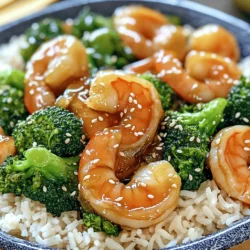 To make this tasty dish, you need a few key items. Here’s what to gather: - 1 pound large shrimp, peeled and deveined - 2 cups fresh broccoli florets - 3 tablespoons honey - 3 tablespoons soy sauce (low sodium) - 4 cloves garlic, minced - 1 tablespoon fresh ginger, grated - 2 tablespoons vegetable oil - 1 teaspoon sesame oil - Salt and pepper, to taste These ingredients come together to create a sweet and savory flavor. The shrimp adds protein, while broccoli brings in nutrients and crunch. Once your dish is cooked, you can make it pop with a few simple garnishes. Grab these extras: - 1 teaspoon sesame seeds, for garnish Adding sesame seeds gives it a nice crunch and enhances the dish's look. This dish pairs well with rice. I suggest using: - Cooked jasmine rice, for serving Jasmine rice is fragrant and fluffy, making it a perfect base for the honey garlic shrimp and broccoli. If you like, you can also try brown rice or cauliflower rice for a twist. For the full recipe, check the detailed instructions. To make the honey garlic sauce, grab a small bowl. Add 3 tablespoons of honey, 3 tablespoons of low-sodium soy sauce, 4 minced garlic cloves, and 1 tablespoon of grated ginger. Whisk everything together until it blends well. This sauce is sweet, salty, and full of flavor. Set it aside for later. Now, let’s cook the broccoli. Heat 1 tablespoon of vegetable oil in a large skillet over medium-high heat. Once the oil is hot, toss in 2 cups of fresh broccoli florets. Stir-fry these for about 2-3 minutes. You want them bright green and just tender. After cooking, take the broccoli out and set it aside. In the same skillet, add 1 more tablespoon of vegetable oil and 1 teaspoon of sesame oil. Heat these oils until they shimmer. Next, add 1 pound of large shrimp in a single layer. Lightly season with salt and pepper. Cook for 2-3 minutes on each side until the shrimp turns pink and opaque. Now, lower the heat to medium. Pour the honey garlic sauce over the shrimp. Add the cooked broccoli back into the skillet. Toss everything together so the shrimp and broccoli get coated in that tasty sauce. Let it cook for an extra 1-2 minutes. This will help the flavors mix nicely. Serve this dish over jasmine rice for a complete meal. Don’t forget to sprinkle some sesame seeds on top for a nice finish. For the full recipe, check the details above. To make sure your shrimp stay tender, avoid overcooking. Cook them for just 2-3 minutes per side. Look for a pink color and opaque look. If they curl tightly, they might be overcooked. Always use fresh shrimp when possible. Fresh shrimp taste better and have a nice texture. You can add more depth to your dish. Try adding red pepper flakes for heat. A squeeze of lime juice will brighten the taste. Chopped green onions add freshness. You can also toss in some bell peppers for color and crunch. Each extra ingredient enhances the honey garlic shrimp and broccoli. Use a hot skillet or wok. This keeps the food from steaming. Stir-fry quickly for great texture. Keep ingredients moving to cook evenly. Always prep your ingredients first to make cooking smooth. This way, your meal comes together fast and stays fresh. For the best results, use high smoke point oils like vegetable oil. For the complete recipe, check the [Full Recipe]. {{image_2}} You can easily swap the shrimp for other proteins. Tofu works great for a plant-based option. Just press the tofu to remove extra water, then cut it into cubes. Cook it until golden brown for a tasty addition. Chicken is another good choice. Use chicken breast or thighs, cut into bite-sized pieces. Cook the chicken until it's no longer pink. Both options absorb the honey garlic sauce well. Feel free to use other vegetables in your stir-fry. Bell peppers add color and crunch. Snap peas provide a sweet flavor. Carrots can also brighten up the dish. Just make sure to cut them into small pieces for even cooking. You can even try using bok choy or green beans. The key is to keep the cooking time similar so everything stays tender and crisp. You can adjust the sauce to fit your taste. For more heat, add red pepper flakes or sriracha. Start with a small amount, then add more if needed. If you like it sweeter, add a bit more honey. This makes the dish even more delicious. You can also try adding a splash of rice vinegar for a tangy twist. Remember to taste as you go, so the balance stays just right. Find the full recipe for honey garlic shrimp and broccoli to make your own delicious dish. To keep your honey garlic shrimp and broccoli fresh, place leftovers in an airtight container. Make sure to cool the dish to room temperature first. Store it in the fridge for up to three days. Layer the shrimp and broccoli neatly to prevent any squishing. This helps retain the shrimp's texture and the broccoli's crunch. When you are ready to eat your leftovers, avoid the microwave if you can. Instead, heat a skillet over medium heat. Add a splash of water or broth to keep the dish moist. Sauté the leftovers for about five minutes, stirring gently. This method warms the dish evenly and keeps the flavors intact. You can freeze honey garlic shrimp and broccoli for later meals. Use a freezer-safe container or bag. Make sure to remove as much air as possible. Label the container with the date. It can last up to three months in the freezer. When you are ready to eat, thaw it overnight in the fridge before reheating. This keeps your meal safe and tasty. For the full recipe, check back to make this dish fresh! You can enjoy this dish with many sides. I suggest serving it over jasmine rice. The rice soaks up the sweet sauce. You can also try it with quinoa or cauliflower rice for a low-carb option. A simple side salad can add freshness. For extra crunch, serve with some toasted sesame seeds. Leftovers can stay fresh for up to three days. Make sure to store them in an airtight container. This keeps the shrimp juicy and the broccoli crisp. Reheat gently in a skillet or microwave. Avoid overcooking to keep the shrimp tender. Yes, frozen shrimp work well in this dish. Just make sure to thaw them first. You can do this by placing them in cold water for about 20 minutes. Pat them dry before cooking. This ensures they cook evenly and absorb the honey garlic sauce well. For the full recipe, refer to the previous sections. In this blog post, I covered how to make Honey Garlic Shrimp and Broccoli. We explored the key ingredients, like shrimp, garlic, and broccoli. I shared step-by-step instructions to create a tasty dish. Tips and tricks helped ensure you cook tender shrimp. You can also try different proteins and veggies, adapting the sauce to your taste. For storage, I provided easy methods for leftovers. Enjoy this meal and make it your own! Cooking can be simple, fun, and full of flavor.