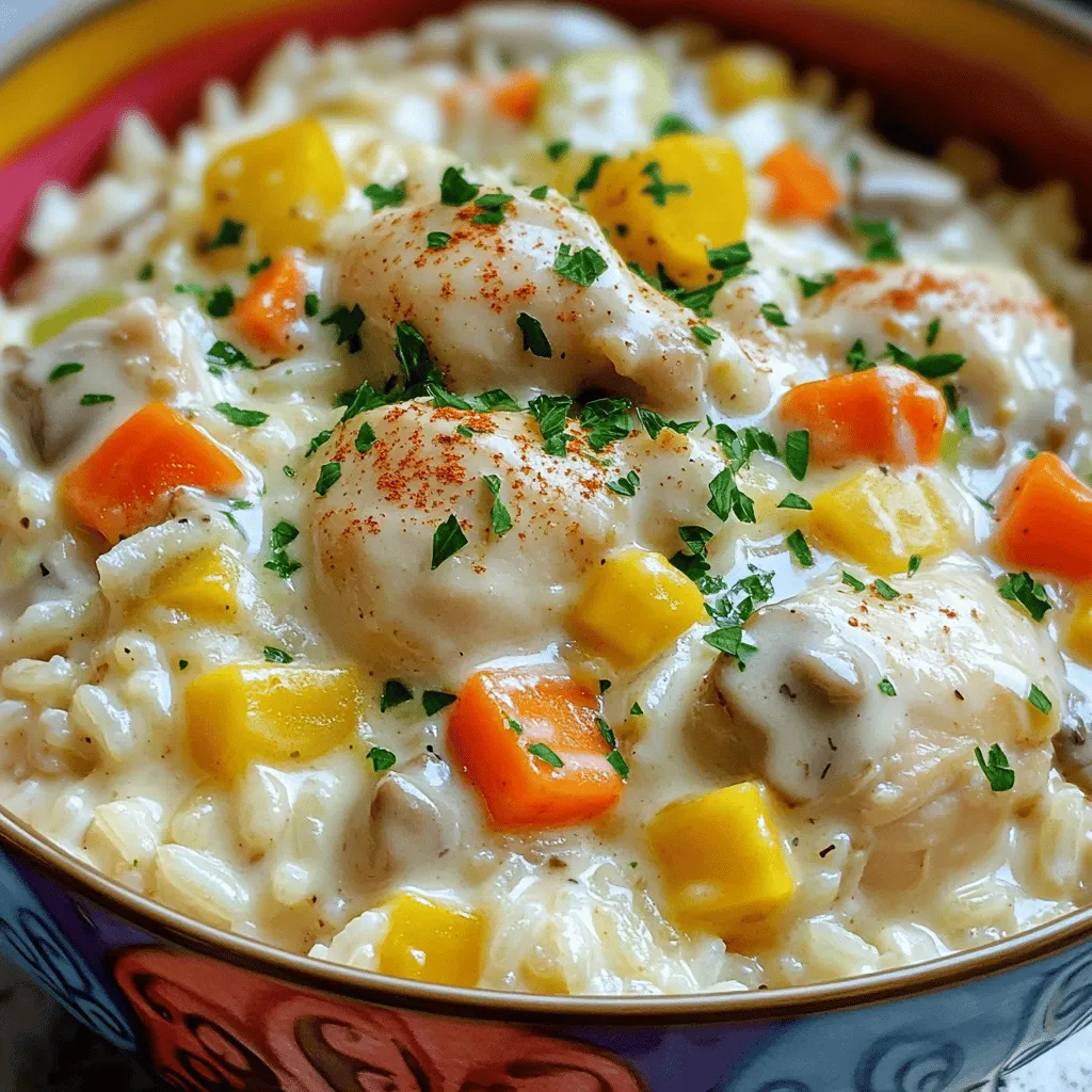 For this tasty Instant Pot Chicken and Rice Casserole, you will need: - 1 pound boneless, skinless chicken thighs, cut into bite-sized pieces - 1 cup long-grain white rice, rinsed and drained - 1 medium onion, finely chopped - 2 cloves garlic, minced - 2 cups low-sodium chicken broth - 1 cup frozen mixed vegetables (peas, carrots, corn) - 1 cup cream of mushroom soup (or homemade equivalent) - 1 teaspoon garlic powder - 1 teaspoon onion powder - 1 teaspoon dried thyme - 1 teaspoon paprika - Salt and pepper, to taste - 2 tablespoons olive oil - Fresh parsley, chopped, for garnish