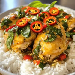- Chicken and vegetables - 1 lb boneless, skinless chicken thighs, thinly sliced - 1 red bell pepper, sliced - 4 cloves garlic, minced - 2 Thai bird's eye chilies, sliced (adjust for heat) Chicken makes this dish hearty and tasty. I love using chicken thighs. They stay juicy and flavorful. The red bell pepper adds a nice crunch and sweetness. Garlic brings depth, while the chilies add that spicy kick. - Sauce ingredients - 2 tablespoons soy sauce - 1 tablespoon fish sauce - 1 tablespoon oyster sauce - 1 teaspoon sugar These sauces create a rich base for the chicken. Soy sauce gives umami. Fish sauce adds saltiness. Oyster sauce brings sweetness, and sugar balances all the flavors. - Serving suggestions - Cooked jasmine rice, for serving - Fresh Thai basil leaves I always serve this dish with jasmine rice. It soaks up the sauce well. Thai basil is a must for garnish. It adds fragrance and a fresh taste. You can also add lime wedges for a zesty touch. For the full recipe, check out the detailed steps to create this delicious meal. 1. Cooking the chicken Start by heating the vegetable oil in a large skillet or wok over medium-high heat. When the oil is hot, add minced garlic and sliced bird's eye chilies. Stir-fry for about 30 seconds. This will release a strong aroma. Next, add the sliced chicken thighs. Cook for about 5 to 7 minutes. You want the chicken to turn golden and be fully cooked. 2. Adding vegetables Now toss in the sliced red bell pepper. Stir-fry for another 2 to 3 minutes. The bell pepper should be tender but still crisp. This keeps the dish colorful and adds crunch. 3. Mixing in sauces In a small bowl, mix the soy sauce, fish sauce, oyster sauce, and sugar. Pour this sauce over the chicken and peppers. Toss everything well until the chicken and vegetables are evenly coated. This step adds a rich and savory flavor to the dish. 4. Final touches with basil Remove the skillet from heat. Fold in the fresh Thai basil leaves until they wilt. This will give the dish its signature aroma and taste. Serve the Spicy Thai Basil Chicken over hot jasmine rice for a fantastic meal. You can find the Full Recipe for more details on preparation and serving. - Choosing the right chicken: I recommend using boneless, skinless chicken thighs. They stay juicy and tender. Thighs hold flavor better than chicken breasts. This makes a big difference in taste. - Adjusting spice levels: You can control the heat. Start with one chili if you prefer mild. Add more chilies as you like. Remember, fresh chilies pack a punch. Always taste as you go to find your perfect spice. - Importance of fresh ingredients: Fresh Thai basil is key to this dish. It adds a unique flavor that dried herbs can't match. Always buy fresh produce for the best taste. Fresh garlic and peppers also enhance your meal's aroma and flavor. - Pairing with rice: Serve your Spicy Thai Basil Chicken over jasmine rice. The rice soaks up the sauce well. It balances the heat and adds a nice texture. - Garnishes to enhance presentation: A few fresh basil leaves on top make it look great. You can also add lime wedges. They add a fresh kick when squeezed on the dish. These small touches make your meal stand out. For a full recipe, check out the [Full Recipe]. {{image_2}} You can easily change up this recipe by using different proteins. Instead of chicken, try shrimp, beef, or tofu. Each protein brings its own flair to the dish. If you want a vegetarian or vegan version, use firm tofu or tempeh. These options soak up the sauce well and still taste great. For alternate vegetables, think about adding snap peas or broccoli. These veggies add nice crunch and color. You can mix and match to find your favorite combo. Don't be afraid to get creative! To add more depth to your dish, consider adding nuts like cashews or peanuts. This adds texture and a rich flavor. You can also try spices like cumin or coriander for a new twist. Just a pinch can make a big difference. Using different sauces can also change the flavor profile. Try adding hoisin sauce for sweetness or chili garlic sauce for extra heat. Each change can create a unique meal. Explore these options to find what you love most. If you want the full recipe, check it out [here](#). To keep Spicy Thai Basil Chicken fresh, store it in the fridge. Place it in an airtight container. It will stay good for about 3 to 4 days. When you reheat it, use a skillet or microwave. Heat until the chicken is warm all the way through. Avoid overcooking, as this can dry it out. If you want to keep it longer, you can freeze it. First, let it cool completely. Then, place it in a freezer-safe bag or container. Make sure to remove as much air as possible. It can last up to 3 months in the freezer. When you are ready to eat, thaw it in the fridge overnight. Reheat it in a skillet for the best taste. Enjoy your Spicy Thai Basil Chicken again with a fresh flavor! For the complete recipe, check the Full Recipe section. What is the origin of Spicy Thai Basil Chicken? Spicy Thai Basil Chicken, or Pad Krapow Gai, comes from Thailand. It is a popular street food. Thai basil gives it a unique flavor. The dish is quick and easy to make, making it a favorite for many. Can I use dried basil instead of fresh? You can use dried basil, but fresh is best. Fresh Thai basil has a strong taste. Dried basil may lack the same depth. If you use dried, add less because it is more potent. How can I make it milder or spicier? To make it milder, use fewer chilies. You can also remove the seeds from the chilies. For more heat, add extra bird's eye chilies. Taste as you go to find your right balance. What sides pair well with Spicy Thai Basil Chicken? This dish goes well with jasmine rice. You can also serve it with a side salad. Stir-fried vegetables are a great choice too. They add color and crunch to your meal. Can I make this dish ahead of time? Yes, you can prepare it ahead. Cook the chicken and store it in the fridge. Reheat it before serving. The flavors will meld and taste great. How to properly stir-fry? To stir-fry, heat your pan until it is very hot. Add oil, then your ingredients quickly. Keep the food moving to cook evenly. This prevents burning and ensures a nice texture. What equipment do I need for this recipe? You need a large skillet or wok. A spatula is great for stirring. A cutting board and knife will help with prep. Having everything ready makes cooking easier. For more detailed cooking instructions, refer to the Full Recipe. This article covered how to make Spicy Thai Basil Chicken. You learned about the key ingredients and step-by-step cooking instructions. We shared tips for authentic flavor and fun variations. You can store this dish safely for later use. Cooking this meal can be a joyful experience. I hope you try it and enjoy every bite!
