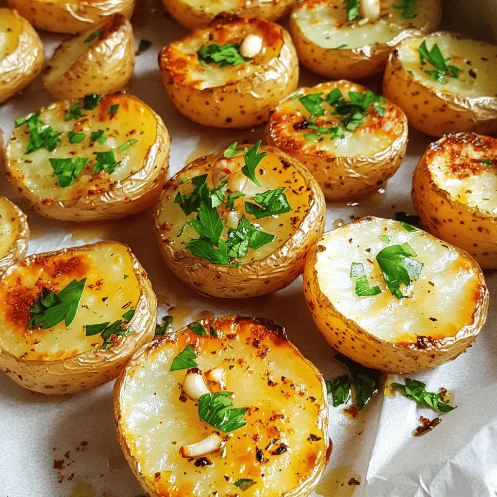 - 1.5 pounds baby potatoes, halved - 4 cloves garlic, minced - 3 tablespoons olive oil - 1 teaspoon dried thyme - 1 teaspoon dried rosemary - 1 teaspoon paprika - Salt and pepper to taste - Fresh parsley, chopped (for garnish) Garlic Herb Roasted Potatoes are simple yet tasty. The baby potatoes form the base of this dish. They cook up tender and creamy inside while being crispy outside. I love using baby potatoes because they cook quickly and require little prep. Next, garlic brings a bold flavor. Freshly minced garlic works best. It adds aroma and depth. Olive oil helps the potatoes crisp up nicely. It also helps the herbs and spices stick, ensuring each bite is packed with flavor. For the herbs and spices, I use dried thyme and rosemary. They give a warm, earthy note. Paprika adds a subtle smokiness. Adjust salt and pepper to your taste. Finally, I sprinkle fresh parsley on top. It adds color and a burst of freshness. These ingredients come together to create a delicious side dish. You can find the full recipe above to make your own Garlic Herb Roasted Potatoes! - Preheat the oven to 425°F (220°C). - In a large mixing bowl, combine the halved baby potatoes, minced garlic, olive oil, dried thyme, dried rosemary, paprika, salt, and pepper. - Toss to coat the potatoes well in the bowl. - Spread the seasoned potatoes in a single layer on a baking sheet lined with parchment paper. - Roast in the preheated oven for 25-30 minutes, flipping halfway through to ensure even cooking. - Once done, remove the baking sheet from the oven and let the potatoes cool slightly. - Transfer the roasted potatoes to a serving platter and sprinkle with freshly chopped parsley for a touch of color and freshness. For the full recipe, check the earlier section. Enjoy your Garlic Herb Roasted Potatoes! To achieve crispy potatoes, you must start with dry potatoes. After washing them, dry them well with a towel. This step helps them get crispy. Use enough oil to coat them well, but not too much. When you toss the potatoes in the bowl, make sure they are evenly coated. This step ensures every bite is full of flavor. When roasting, the size of your potatoes matters. If you use larger potatoes, cut them into smaller pieces. This change helps them cook faster. For smaller potatoes, like baby potatoes, you can roast them whole. Always check for doneness by poking them with a fork. They should feel soft inside and crisp outside. Choosing the right oil is key for roasting. Olive oil works well because it adds rich flavor. You can also use avocado oil for a higher smoke point. Avoid oils with strong flavors that might overpower the dish. The right oil enhances the garlic and herbs, making your Garlic Herb Roasted Potatoes shine. For the full recipe, refer back to the main section. {{image_2}} You can make Garlic Herb Roasted Potatoes even better. Adding cheese gives a creamy taste. Try using parmesan for a salty kick. A squeeze of lemon adds brightness. The fresh taste balances the rich garlic. You can also mix in other herbs. Basil, oregano, or dill work well. Each herb brings its own flavor. This lets you personalize your dish. Feel free to experiment with what you have. You can easily make this dish vegan. Replace olive oil with avocado oil. This keeps it plant-based and delicious. You can also skip the cheese if you add lemon. For gluten-free needs, this recipe is perfect. All the ingredients are gluten-free. You can enjoy them with no worries. Want a quicker option? Use an air fryer. Cook the potatoes at 400°F for about 15-20 minutes. This gives you crispy potatoes in less time. Shake the basket halfway to cook them evenly. You can also cook them on the stovetop. Heat a pan with oil and add the potatoes. Cook them on medium heat for about 20-25 minutes. Stir often for even browning. For the full recipe, check out the detailed instructions above. To store leftovers in the fridge, let the potatoes cool first. Place them in an airtight container. They can stay fresh for up to three days. Make sure to separate any garnishes like parsley to keep them fresh. When you want to eat them, just take out what you need. Freezing roasted potatoes is easy. Start by cooling them completely. Then, spread them out on a baking sheet. Freeze them for about an hour. After that, transfer the frozen potatoes to a freezer bag. They can last for up to three months in the freezer. When you’re ready to use them, you can simply thaw them overnight in the fridge. For the best taste, reheat the potatoes in the oven. Preheat it to 375°F (190°C). Spread the potatoes on a baking sheet and heat for about 10-15 minutes. This method keeps them crispy. You can also use a microwave, but they may not be as crispy. If you choose the microwave, heat them for 1-2 minutes. Enjoy your Garlic Herb Roasted Potatoes with your favorite dish. For the full recipe, check out the detailed instructions earlier. Can I use other types of potatoes? Yes, you can use other types of potatoes. While baby potatoes are great, you can try red or Yukon Gold potatoes. They will give a different taste and texture. Just cut them into even pieces so they cook well. How do I make them more flavorful? To boost flavor, add more herbs like oregano or basil. You can also mix in some lemon juice or zest for brightness. A dash of red pepper flakes can add a nice kick too. Experiment with your favorite flavors! Are Garlic Herb Roasted Potatoes healthy? Garlic Herb Roasted Potatoes are quite healthy. They are low in calories and high in fiber. Potatoes are also a good source of vitamins like C and B6. Using olive oil adds healthy fats, making this dish a balanced choice. How many servings does this recipe yield? This recipe yields about four servings. It’s perfect for a family meal or a small gathering. If you need more, simply double the recipe. You can also save leftovers for later! This blog post outlined a simple and tasty recipe for Garlic Herb Roasted Potatoes. We covered the main ingredients, important steps, and cooking tips for perfect results. I provided ideas for variations and ways to store leftovers. Remember, crispness is key to this dish, so coat the potatoes well and roast at the right temperature. You can easily personalize it with different flavors and herbs. With this guide, you can enjoy this dish anytime, satisfying both taste and nutrition.