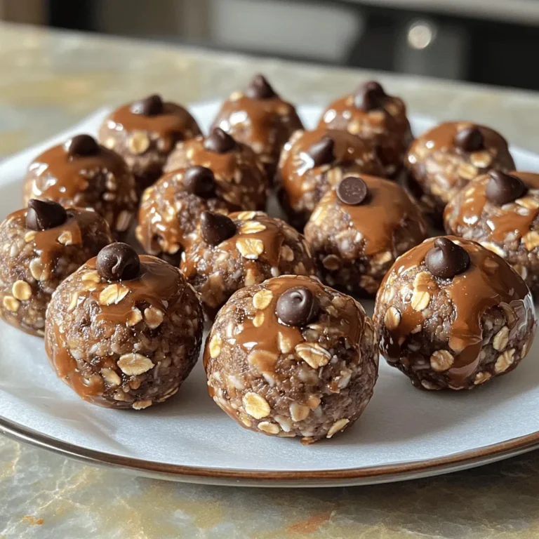 To make the best Chocolate Peanut Butter Protein Balls, you need simple, healthy ingredients. Here is what you will need: - 1 cup rolled oats - 1/2 cup natural peanut butter - 1/4 cup honey or maple syrup - 1/4 cup chocolate protein powder - 1/4 cup mini dark chocolate chips - 1 teaspoon vanilla extract - A pinch of sea salt - Optional: 2 tablespoons chia seeds for added texture These ingredients combine to create a tasty treat. Each one adds flavor and nutrition. Rolled oats give a chewy texture, while peanut butter adds richness. Honey or maple syrup brings sweetness. The chocolate protein powder boosts protein content, which is great for energy. Mini dark chocolate chips provide a chocolatey bite, making these balls hard to resist. I often use chia seeds for extra crunch and nutrients. They are a fun addition, but not required. You can adjust the sweetness by choosing honey or maple syrup. Each option works well, so pick what you like best. You’ll enjoy making and eating these protein balls. They are not just easy to make; they are also good for you! Check out the [Full Recipe] for step-by-step guidance. Mixing dry ingredients Start by taking a large mixing bowl. Add 1 cup of rolled oats, 1/4 cup of chocolate protein powder, and a pinch of sea salt. If you want extra crunch, toss in 2 tablespoons of chia seeds. Stir these together until they mix evenly. Combining wet ingredients Next, grab a measuring cup. Add 1/2 cup of natural peanut butter, 1/4 cup of honey or maple syrup, and 1 teaspoon of vanilla extract. Pour this mixture into the dry ingredients. Use a spatula or your hands to combine everything. The mix should feel thick and sticky. Forming the protein balls Once your mixture is well combined, fold in 1/4 cup of mini dark chocolate chips. Now, take small portions of the mixture and roll them into balls about 1 inch in size. Place these on a parchment-lined baking sheet as you form them. Refrigeration process After shaping all the balls, pop them into the fridge. Let them chill for at least 30 minutes. This helps them firm up and makes them easier to eat. You can enjoy these protein balls as a snack or a post-workout treat. For the complete recipe, check out the [Full Recipe]. To make the best chocolate peanut butter protein balls, you need the right texture. The mixture should be thick and sticky but not too dry. If it feels too crumbly, add a bit more peanut butter or honey. This will help it hold together well. You might face some sticking issues when rolling the balls. To solve this, dampen your hands with water before shaping them. This simple trick helps the mixture slide off your hands easily. Chilling your protein balls is key to their texture. I recommend refrigerating them for at least 30 minutes. This allows them to firm up and makes them easier to enjoy. These protein balls taste great on their own, but you can elevate the experience. Serve them with a glass of almond milk or your favorite smoothie. They also pair well with coffee for a quick snack boost. If you want a fun twist, try crumbling them over yogurt or oatmeal. This adds flavor and texture to your breakfast or snack. For the full recipe, check out the details above. {{image_2}} You can change the flavor of your protein balls easily. Try using different nut butters. Almond or cashew butter works great. Each nut butter adds its unique taste. You can also switch the protein powder flavor. Vanilla or peanut butter protein powder will add a new twist. Spices and extracts can enhance your protein balls too. Cinnamon adds warmth and sweetness. A drop of almond extract brings a nice nutty flavor. You can even mix in cocoa powder for extra chocolate richness. If you're vegan, it's simple to make these protein balls plant-based. Just swap honey for maple syrup. This keeps the taste great and meets your diet needs. For gluten-free options, ensure your oats are certified gluten-free. This keeps the recipe safe for those with gluten sensitivity. You can enjoy these treats without worry. To keep your chocolate peanut butter protein balls fresh, use an airtight container. This helps lock in moisture and flavor. Store them in the refrigerator. They stay good for up to one week. If you notice they start to dry out, they might be past their prime. You can freeze these protein balls for longer storage. Place them in a single layer on a baking sheet. Once they are frozen solid, transfer them to a freezer-safe bag or container. They can last for about three months in the freezer. To thaw, simply move them to the fridge for a few hours before eating. You can also leave them at room temperature for about 30 minutes. This way, they stay tasty and ready to eat. For the full recipe, check out the main section of this article. How long do they last in the refrigerator? These protein balls last about one week in the fridge. Just store them in an airtight container to keep them fresh. Can I substitute the peanut butter? Yes, you can use other nut butters. Almond butter or cashew butter work great too. Just make sure it's a natural type without added sugars. What are the nutritional benefits? These protein balls offer protein, healthy fats, and fiber. The oats and peanut butter give you energy, while the protein powder helps with muscle recovery. Can I make them without protein powder? Yes, you can skip the protein powder. Just add more oats or nut butter for a good texture. Keep in mind, the protein content will be lower. Are these protein balls a good pre-workout snack? Absolutely! They provide energy and protein. The carbs from oats fuel your workout, while protein helps with muscle building. How can I increase the protein content? You can add more protein powder or nuts. Chia seeds also help boost protein while adding fiber and texture. These chocolate peanut butter protein balls are easy to make and fun to eat. You learned about the key ingredients, steps, and useful tips for getting it right. The variations allow you to switch things up, and storage info helps keep them fresh. Remember, you can enjoy them as a snack or a post-workout treat. With a bit of creativity, you can customize these protein balls to fit your taste. Now, go ahead and make your own delicious batch!