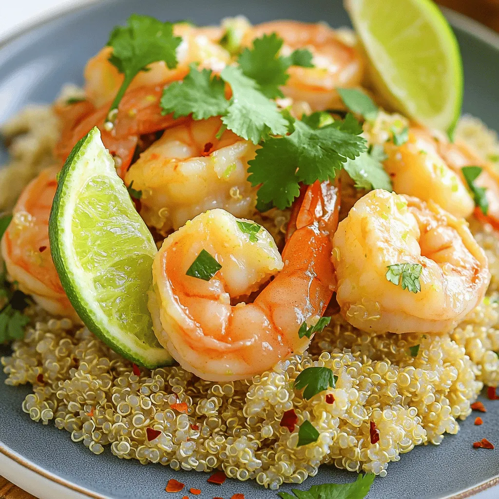 To make Coconut Lime Shrimp, you need a few key ingredients. Here’s what you’ll need: - 1 lb large shrimp, peeled and deveined - 1 cup coconut milk - 1 tablespoon lime zest - 2 tablespoons lime juice - 2 garlic cloves, minced - 1 tablespoon fresh ginger, grated - 1 tablespoon honey - 1 teaspoon red pepper flakes (adjust for spice preference) - 2 tablespoons olive oil - Salt and pepper to taste - Fresh cilantro for garnish - Cooked rice or quinoa, for serving These ingredients blend to create a tasty dish that sings with tropical flavors. You can swap some ingredients for a twist. Try using lime juice from a bottle if you don't have fresh limes. You can also use different sweeteners like maple syrup instead of honey. If you want more heat, add more red pepper flakes or a dash of hot sauce. For a creamier base, you might mix in a bit of sour cream or yogurt. These changes let you customize the dish to fit your taste. Using fresh shrimp can enhance your dish. Fresh shrimp have a better texture and taste. They are often more tender and flavorful. However, frozen shrimp are a great option too. They are convenient and can be just as tasty if thawed correctly. If you choose frozen shrimp, make sure to thaw them overnight in the fridge. This keeps them from getting mushy. Whichever you pick, always check for quality. Fresh or frozen, shrimp make this dish a delight. To start, gather your ingredients for the marinade. In a medium bowl, mix together: - 1 cup coconut milk - 1 tablespoon lime zest - 2 tablespoons lime juice - 2 garlic cloves, minced - 1 tablespoon fresh ginger, grated - 1 tablespoon honey - 1 teaspoon red pepper flakes (adjust for spice) Whisk these until well combined. Next, add the shrimp. Make sure they are peeled and deveined. Let the shrimp sit in the marinade for 20 to 30 minutes in the fridge. This step enhances the flavor and makes the shrimp tender. Now, it’s time to cook the shrimp. Heat 2 tablespoons of olive oil in a large skillet over medium-high heat. Once the oil is hot, carefully add the marinated shrimp. Discard the marinade; we don’t need it now. Cook the shrimp for 2 to 3 minutes on each side. They should turn pink and opaque. Be careful not to overcook them. Overcooked shrimp can become tough and rubbery. Once cooked, season with salt and pepper to taste, then remove from heat. For serving, I recommend plating the shrimp over a bed of cooked rice or quinoa. Drizzle any remaining juices from the skillet over the shrimp for extra flavor. To make the dish pop, garnish with fresh cilantro. A wedge of lime on the side adds a nice touch too. For more details, check the Full Recipe. When picking shrimp, look for a few key signs. First, choose shrimp that are firm and shiny. Fresh shrimp should smell like the ocean, not fishy. If you see black spots, skip them. I prefer large shrimp for this recipe. They hold the marinade better and cook nicely. If you use frozen shrimp, thaw them in the fridge overnight for best results. Cooking shrimp just right is important. Cook them too long, and they get tough. I recommend cooking shrimp for only 2-3 minutes on each side. Watch for the color change. When they turn pink and opaque, they are done. If you have a lot of shrimp, cook in batches. This helps keep the heat even. Always remove them from heat once cooked to prevent further cooking. You can make this dish even better with fun extras. Consider adding diced bell peppers for crunch. They add color and flavor too. If you like heat, try adding more red pepper flakes or some chopped jalapeños. Fresh herbs, like basil or mint, can bring a unique twist. For a sweeter touch, a splash of pineapple juice works well. These little changes can create a fun new dish. For the full recipe, check out the detailed instructions above. {{image_2}} You can make Coconut Lime Shrimp healthier by using light coconut milk. This reduces fat while keeping the creamy taste. You can also swap honey for agave syrup or maple syrup. Both options provide sweetness with fewer calories. For a low-carb meal, serve the shrimp with cauliflower rice instead of regular rice. To make a vegan version of this dish, replace shrimp with firm tofu or tempeh. Cube the tofu and marinate it just like the shrimp. You can also use jackfruit for a meaty texture. Keep the coconut milk and spices to maintain that tropical flavor. Serve with quinoa or a fresh salad for a complete meal. If you want more heat, add more red pepper flakes or some chopped jalapeños. You could also mix in a bit of sriracha for a different kick. For sweetness, try adding diced mango or pineapple to the dish. This will give it a fruity twist. Each variation allows you to customize the dish based on your taste. Try different combinations to find your favorite! For the full recipe, check out the Coconut Lime Shrimp recipe above. After you enjoy your Coconut Lime Shrimp, store leftovers in an airtight container. This keeps the shrimp fresh and tasty. Make sure to cool them down first. Place them in the fridge within two hours of cooking. Leftovers can last for up to three days. If you want to keep them longer, freezing is a good option. To freeze your Coconut Lime Shrimp, start by placing them in a single layer on a baking sheet. This prevents them from sticking together. Once frozen, transfer the shrimp to a freezer bag. Remove as much air as possible to avoid freezer burn. They can stay in the freezer for up to three months. When you're ready, thaw them in the fridge overnight. When reheating, aim for low heat to avoid overcooking. You can use a skillet or microwave. If using a skillet, add a splash of water or broth to keep the shrimp moist. Heat just until warm, around two to three minutes. In the microwave, use short intervals and check often. This way, your shrimp will stay tender and juicy. Enjoy your meal! Cooking shrimp is quick! It takes about 4 to 6 minutes in total. Shrimp cooks fast, so watch closely. You want them pink and opaque. Overcooking makes them tough and chewy. Yes, you can! Chicken or tofu works well in this recipe. For chicken, cut it into small pieces. Cook it longer, about 8 to 10 minutes. Tofu needs firm tofu, cut into cubes. Cook it until golden brown. I love serving Coconut Lime Shrimp with rice or quinoa. They soak up the sauce nicely. You can also add a fresh salad or grilled vegetables. These sides balance the rich coconut flavor. Absolutely! Add more red pepper flakes for heat. You can also use fresh chopped chili peppers. Start with a small amount, then taste it. Adjust to your spice level for the best flavor. Store any leftovers in an airtight container. They stay fresh in the fridge for 2 to 3 days. Reheat gently on the stove or microwave. This keeps the shrimp tender and juicy. Yes, you can prep the marinade early. Just add the shrimp right before cooking. This keeps the shrimp fresh and flavorful. You can also make it a few hours ahead, then reheat for serving. Fresh cilantro adds a bright touch! You can also sprinkle some extra lime zest. This adds color and enhances the lime flavor. Try to add a lime wedge on the side for a nice touch too. You can find the full recipe for Coconut Lime Shrimp in the earlier sections. Enjoy cooking this tropical delight! Coconut lime shrimp is a simple and tasty dish. We covered essential ingredients, step-by-step cooking, and clever tips. Using fresh shrimp improves flavor, while alternative ingredients add fun twists. Storing your leftovers and knowing cooking times keeps your meal great. Remember, there are variations for health needs and flavor loves. Enjoy making this dish your own and impressing anyone at the table. Happy cooking!