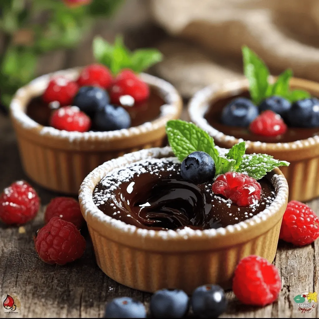 - 1/2 cup unsalted butter - 1 cup dark chocolate (60-70% cocoa), chopped - 2 large eggs - 2 large egg yolks The main ingredients give the lava cake its rich flavor and texture. Unsalted butter adds creaminess, while dark chocolate creates that molten center. Eggs and egg yolks help the cake rise and stay soft inside. - 1/2 cup granulated sugar - 1/4 cup all-purpose flour - 1/2 teaspoon vanilla extract - 1/4 teaspoon salt Granulated sugar sweetens the cake. All-purpose flour helps bind the ingredients. Vanilla extract adds a lovely aroma, and salt balances the sweetness. Together, they create the perfect cake base. - Powdered sugar - Fresh berries - Mint leaves Garnishes make your dessert look beautiful. Dusting with powdered sugar gives a snowy effect. Fresh berries add a pop of color and tartness. Mint leaves bring a fresh touch. These details elevate your lava cake presentation. For the complete recipe, check out the Full Recipe. 1. Preheat your oven to 425°F (220°C). This temperature helps create the perfect lava center. 2. Grease four ramekins with unsalted butter. Make sure to cover every inch. 3. Dust the greased ramekins lightly with flour. Tap out any extra flour for an even bake. 1. In a microwave-safe bowl, combine chopped dark chocolate and butter. Heat in 30-second bursts until melted. Stir after each interval until smooth. 2. In a large mixing bowl, whisk together the eggs, egg yolks, and granulated sugar. Whisk until the mix is pale and thick, about 3-4 minutes. 1. Pour the melted chocolate mixture into the egg mixture. Stir until fully combined, adding vanilla extract and salt. 2. Gently fold in the all-purpose flour. Mix just until combined; do not overmix. 3. Divide the batter evenly among the prepared ramekins. Fill each about 3/4 full for the best results. 4. Place the ramekins on a baking sheet. Bake for 12-14 minutes. Check for firm edges and a soft center. 5. Remove from the oven and let them sit for 1 minute. Run a knife around the edges to loosen the cakes. 6. Invert each ramekin onto a plate. Tap gently to release the cakes. Dust with powdered sugar before serving. This method creates a rich, gooey center that will impress anyone. Enjoy the magic of chocolate lava cake with the full recipe in hand! To get that gooey center, you need to watch the baking time closely. Start with 12 minutes. If you see the edges set but the center still jiggles, you’re on the right track. The key is to pull them out before the center cooks fully. If you bake too long, the center will firm up. Aim for a soft, flowing center when you cut into it. Greasing the ramekins is very important. Use unsalted butter and coat them well. After greasing, dust them with flour. This helps the cakes release easily. If you don’t have ramekins, you can use muffin tins. Just make sure to adjust the baking time. The cakes may need less time in a larger pan. Pairing your lava cake with ice cream is a must. The cold ice cream makes a great contrast to the warm cake. Vanilla is classic, but chocolate or raspberry sorbet can also work well. For added flair, top with fresh berries or a sprinkle of sea salt. A drizzle of caramel or chocolate sauce can elevate your dessert to gourmet status. Enjoy the mix of textures and flavors! {{image_2}} For a vegan twist, you can swap out the butter and eggs. Use coconut oil instead of butter. For the eggs, mix 1 tablespoon of ground flaxseed with 2.5 tablespoons of water. Let it sit for a few minutes to thicken. This mix works well for binding. You may need to bake these cakes a little longer, about 15-18 minutes, to ensure they set properly. If you need a gluten-free version, use almond flour or coconut flour. Almond flour gives a rich, nutty flavor. Coconut flour absorbs more moisture, so use less, about 1/8 cup. The texture may change slightly, so keep an eye on the baking time. Start checking for doneness at 10 minutes. The cakes should be firm at the edges but soft in the middle. You can make your lava cake even more exciting! Add a hint of espresso for a coffee flavor. Just mix in 1 teaspoon of espresso powder when you combine the chocolate and butter. For a fruity twist, infuse the batter with orange zest or a sprinkle of cinnamon. These flavors brighten up the rich chocolate. Feel free to explore these variations, which add unique touches to your chocolate lava cake. You can find the full recipe to get started! Chocolate lava cakes taste best fresh, but you can store them at room temperature. They last for about one day. To store them, keep them in a cool, dry place. Cover them lightly with plastic wrap or place them in an airtight container. This helps to keep them moist and tasty. You can freeze chocolate lava cakes to enjoy later. First, let them cool completely. Then, wrap each cake tightly in plastic wrap to avoid freezer burn. Place them in a freezer-safe bag or container. They can last for up to three months in the freezer. To thaw, take them out and leave them in the fridge overnight. For reheating, preheat your oven to 350°F (175°C). Place the cakes on a baking sheet and heat for about 10-15 minutes. This restores their rich, gooey center. To keep the lava cakes soft, the oven is your best friend. After reheating, serve them warm. You can dust them with powdered sugar for a sweet touch. Fresh berries and mint leaves make lovely garnishes, too. If you want a special treat, add a scoop of vanilla ice cream on the side. This way, you can enjoy your delicious chocolate lava cake even after storage. For the full recipe, check out the [Full Recipe]. You can use semi-sweet chocolate or milk chocolate as substitutes. Semi-sweet chocolate gives a rich flavor, while milk chocolate adds sweetness. Keep in mind, these choices will change the taste. For a deeper flavor, you might add cocoa powder. This will give your cake a strong chocolate taste. Yes, you can prepare the batter ahead of time. Mix all ingredients and fill the ramekins. Cover them and store in the fridge for up to 24 hours. When ready, bake them straight from the fridge. Just add a couple more minutes to the baking time. You can tell they are done by checking the edges. The edges should be firm, while the center looks soft. A toothpick inserted in the center should come out with some moist batter. This means your lava cake is ready to ooze chocolate. Yes, you can use various sizes of ramekins. Just remember to adjust the baking time. Smaller ramekins may need less time, while larger ones will need more. Keep an eye on them as they bake. Check for doneness by looking at the edges and the center. You now know how to make a delicious chocolate lava cake. We reviewed key ingredients, preparation steps, and baking tips. Don't forget about storage and reheating for later enjoyment. Remember, you can make variations, like vegan or gluten-free options. With practice, you can achieve the perfect lava center. Enjoy your baking journey and impress your friends with this delightful treat!