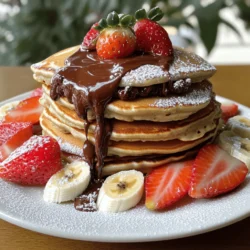- 1 cup all-purpose flour - 2 tablespoons sugar - 1 tablespoon baking powder - 1/2 teaspoon salt - 1 cup milk (or plant-based alternative) - 1 large egg - 2 tablespoons melted butter (or coconut oil) - 1 teaspoon vanilla extract - 1/2 cup Nutella - Butter or oil for cooking - Optional toppings: sliced bananas, fresh strawberries, whipped cream, powdered sugar To make Nutella stuffed pancakes, you need simple ingredients. First, gather all-purpose flour, sugar, baking powder, and salt. These dry ingredients will create the pancake base. Next, for the wet ingredients, grab milk, a large egg, melted butter, and vanilla extract. These will help bind everything together. The star of the show is Nutella. You will need about half a cup. This sweet, chocolatey hazelnut spread makes every bite special. For cooking, use butter or oil to prevent sticking. Finally, you can add toppings like sliced bananas, fresh strawberries, whipped cream, or powdered sugar to make your pancakes even better. For the detailed steps to create this tasty dish, check out the Full Recipe. Enjoy the process and have fun experimenting with flavors and toppings! - In a bowl, whisk together: - 1 cup all-purpose flour - 2 tablespoons sugar - 1 tablespoon baking powder - 1/2 teaspoon salt This mix is the base for your pancakes. Make sure the dry ingredients blend well. This step is key for fluffy pancakes. - In a separate bowl, combine: - 1 cup milk (or plant-based alternative) - 1 large egg - 2 tablespoons melted butter (or coconut oil) - 1 teaspoon vanilla extract Mix these well. This will add moisture and flavor to your pancakes. Stir gently to avoid lumps. A few lumps are okay. - Heat a non-stick skillet over medium heat. Lightly grease it with butter or oil. - Pour 1/4 cup of the batter onto the skillet. Cook until bubbles form on the surface, about 2-3 minutes. - Spoon 1 tablespoon of Nutella onto the pancake. Then, pour another 1/4 cup of batter over Nutella. - Carefully flip the pancake. Cook for another 2-3 minutes until golden brown. Repeat this with the rest of the batter and Nutella. Serve warm. Use the Full Recipe for more details! To make the best pancakes, start by frying at the right temperature. Heat your skillet over medium heat. Test it by splashing a drop of water; if it sizzles, you’re ready. This will help your pancakes cook evenly. To prevent sticking, use a non-stick skillet or a well-seasoned pan. Lightly grease it with butter or oil. This small step makes a big difference in getting those perfect pancakes. One mistake to watch out for is overmixing the batter. Stir just until the dry and wet ingredients combine. A few lumps are okay. Overmixing makes the pancakes tough, not fluffy. Another common error is not letting the pancake cook long enough before flipping. Wait until bubbles form on the surface. This shows that the pancake is ready to turn. Flip it carefully to keep the Nutella inside. For a beautiful presentation, stack the pancakes high on a plate. Drizzle with chocolate sauce for extra sweetness. Add fresh fruit like sliced bananas or strawberries for color and taste. A sprinkle of powdered sugar can give it an elegant touch. Enjoy your Nutella stuffed pancakes! {{image_2}} You can make Nutella stuffed pancakes even better with add-ins. Think about adding seasonal fruits like berries or bananas. They bring a fresh taste and bright color. You can also mix in nuts for crunch. Almonds or walnuts work great. Want more chocolate? Toss in some chocolate chips. These options make your pancakes unique and delicious. If you need gluten-free pancakes, you can use almond flour or a gluten-free blend. This ensures everyone can enjoy them. For those avoiding dairy, try plant-based milk like almond or oat. You can also swap melted butter for coconut oil. These swaps keep your pancakes tasty while meeting dietary needs. These pancakes shine at breakfast or brunch. Stack them high and drizzle with syrup. For a sweet touch, add whipped cream or powdered sugar. They also make a great dessert. Serve with a scoop of ice cream and fresh fruit. Your family and friends will love this treat! You can find the Full Recipe in this article for more details. To store leftover pancakes, first let them cool. Place them in an airtight container. You can also stack them with a piece of parchment paper in between each pancake. This helps keep them from sticking together. Store them in the fridge for up to three days. When you're ready to eat, just take them out and reheat. To freeze pancakes, first cool them completely. Then, place a sheet of parchment paper between each pancake. This prevents them from freezing together. Put the stacked pancakes in a freezer-safe bag. Squeeze out as much air as you can. You can store them in the freezer for up to two months. When you want to enjoy them, just take what you need. To reheat pancakes, you have a few options. You can use a microwave, oven, or skillet. For the microwave, place the pancake on a plate. Heat for about 20-30 seconds. If you want to use the oven, preheat it to 350°F (175°C). Place pancakes on a baking sheet and heat for about 10 minutes. For a skillet, warm it over low heat and cook each pancake for about 1-2 minutes on each side. This keeps them soft and tasty. You can replace eggs with a few options. Use 1/4 cup of unsweetened applesauce. This adds moisture and sweetness. Another choice is a flax egg. Mix 1 tablespoon of ground flaxseed with 2.5 tablespoons of water. Let it sit for a few minutes until it thickens. You can also try 1/4 cup of yogurt or silken tofu. These options help make your pancakes fluffy and tasty. Yes, you have many choices! You can use chocolate chips for a gooey center. Peanut butter adds a rich and nutty flavor. If you like fruit, try sliced strawberries or bananas. You can even mix Nutella with almond butter for a twist. Each filling gives a unique taste, so feel free to get creative! To keep pancakes warm, use your oven. Preheat it to 200°F (93°C). While you cook each pancake, place them on a baking sheet in the oven. This keeps them warm without overcooking. You can also cover them loosely with foil. This way, they stay soft and delicious until you serve them. Making Nutella stuffed pancakes is easy! Start with the Full Recipe. Here is a quick overview: - Ingredients: - 1 cup all-purpose flour - 2 tablespoons sugar - 1 tablespoon baking powder - 1/2 teaspoon salt - 1 cup milk (or plant-based alternative) - 1 large egg - 2 tablespoons melted butter (or coconut oil) - 1 teaspoon vanilla extract - 1/2 cup Nutella - Butter or oil for cooking - Optional toppings: sliced bananas, fresh strawberries, whipped cream, powdered sugar - Steps: 1. Mix the dry ingredients in one bowl. 2. In another bowl, combine the wet ingredients. 3. Pour the wet mix into the dry mix until just combined. 4. Cook the pancakes in a skillet, adding Nutella in the middle. 5. Flip and finish cooking until golden brown. Serve these pancakes warm and enjoy every bite! You can now create delicious Nutella stuffed pancakes easily. We covered key ingredients, step-by-step cooking, and tips to avoid common mistakes. Don't forget the many ways to customize and serve these pancakes. Whether for breakfast, brunch, or dessert, you can impress anyone. Store and reheat leftovers to enjoy them again. With this knowledge, you can make pancakes that please everyone. Enjoy your cooking and have fun experimenting with flavors!