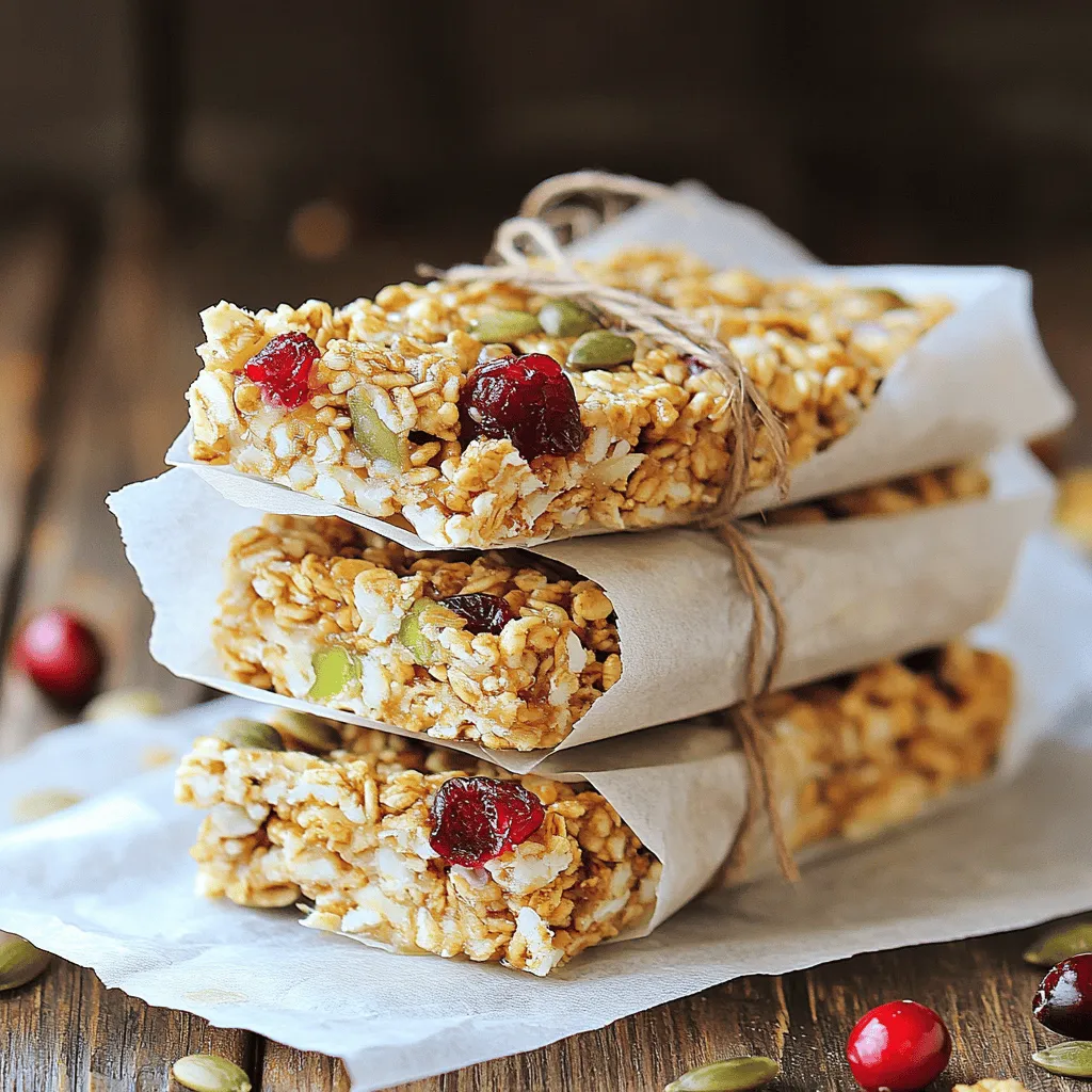 To make nut-free granola bars, you need simple, healthy ingredients. Here’s what you will need: - 2 cups rolled oats - 1 cup puffed rice cereal - 1/2 cup sunflower seeds - 1/2 cup pumpkin seeds - 1/2 cup dried cranberries (or other dried fruits) - 1/2 cup honey or maple syrup - 1/4 cup coconut oil, melted - 1 teaspoon vanilla extract - 1/2 teaspoon cinnamon - 1/4 teaspoon salt These ingredients combine to create a chewy, sweet, and satisfying snack. You can customize your bars for more flavor and nutrition. Consider adding: - Dark chocolate chips for sweetness - Chia seeds for fiber - Flaxseeds for omega-3 fatty acids - Coconut flakes for a tropical twist - Other dried fruits, like raisins or apricots These add-ins can make your bars even more delicious and healthy! Each ingredient in your granola bars offers health benefits: - Rolled oats provide fiber, which helps digestion. - Puffed rice cereal adds crunch without extra calories. - Sunflower seeds are rich in vitamin E and magnesium. - Pumpkin seeds boost protein and iron levels. - Dried cranberries add antioxidants and natural sweetness. - Honey or maple syrup offer quick energy and flavor. - Coconut oil provides healthy fats for energy. - Vanilla extract enhances flavor without extra sugar. - Cinnamon can help regulate blood sugar levels. - Salt balances flavors and enhances taste. By using these ingredients, you not only create a tasty treat but also a snack that supports your health. For the full recipe, check the detailed instructions to guide you through this fun cooking adventure! Start by preheating your oven to 350°F (175°C). Take an 8x8 inch baking pan and line it with parchment paper. Let some paper hang over the sides. This helps you lift the bars out later. In a large mixing bowl, add 2 cups of rolled oats, 1 cup of puffed rice cereal, 1/2 cup of sunflower seeds, and 1/2 cup of pumpkin seeds. Toss in 1/2 cup of dried cranberries, 1/2 teaspoon of cinnamon, and 1/4 teaspoon of salt. Mix everything well. You want a good blend for the best flavor. In another bowl, whisk together 1/4 cup of melted coconut oil, 1/2 cup of honey (or maple syrup), and 1 teaspoon of vanilla extract. Make sure they are fully mixed. This blend adds moisture and sweetness to the bars. Pour the wet mix over the dry ingredients. Stir until every piece is coated. Transfer this mixture into your lined pan. Press it down firmly with a spatula or your hands. Bake for 20-25 minutes until the edges turn golden. Once baked, let it cool in the pan for about 10 minutes. Then, move it to the fridge and let it set for 1 hour. After it's firm, lift the granola out using the parchment. Cut it into bars or squares. Enjoy your tasty snack! For the complete recipe, check the [Full Recipe]. When picking oats, go for rolled oats. They work best in granola bars. Rolled oats are thicker than quick oats. They give your bars a nice chewy texture. Check the label for whole oats. Whole oats have more nutrients and taste. Avoid instant oats as they can turn mushy when baked. To keep your bars from falling apart, use the right mixture. The wet ingredients are key here. Honey or maple syrup acts like glue. It helps everything stick together. Make sure to press the mixture firmly into the pan. Use your hands or a spatula for even pressure. This step helps bond the ingredients when baking. One common mistake is not measuring ingredients correctly. Precision is key for great texture. Another mistake is baking too long. Keep an eye on the color; you want golden edges. If they cool too fast, they can become crumbly. Let them cool in the pan for a bit before cutting. For the full recipe, check out Nut-Free Power Granola Bars. Enjoy your healthy snacks! {{image_2}} You can make your nut-free granola bars fun with different flavors. Try adding chocolate chips or mini marshmallows for a sweet twist. You can also mix in spices like nutmeg or ginger for warmth. If you love fruits, consider using dried mango, apricots, or raisins. Each flavor brings a new taste to your bars. This way, you can enjoy a new snack each time. Pumpkin and sunflower seeds are great, but there are many other seeds to try. Chia seeds add a nice crunch and boost of fiber. Flax seeds are rich in omega-3s and can make your bars even healthier. Hemp seeds have a nutty taste and are packed with protein. Each seed gives a unique flavor and texture to your granola bars. You can change the sweetener in your granola bars. If you want a lighter option, use agave syrup. Brown rice syrup is another great choice for a milder taste. For a sugar-free option, you could use mashed bananas or unsweetened applesauce. Each sweetener will alter the taste, so experiment to find your favorite. Remember, the right sweetener can make your bars even tastier. For the full recipe and more tips, check out the recipe section. To keep your nut-free granola bars fresh, store them in an airtight container. This helps prevent moisture from ruining their texture. You can also wrap each bar in parchment paper. This method adds a nice touch when you grab a snack on the go. These granola bars stay fresh for about one week at room temperature. If you keep them in the fridge, they can last for two weeks. Always check for any signs of spoilage, like a strange smell or dry texture. If you want to save your granola bars for later, freezing is a great option. Wrap each bar tightly in plastic wrap and then place them in a freezer bag. They can last up to three months in the freezer. When you’re ready to eat, just let them thaw in the fridge overnight or at room temperature for a few hours. For the full recipe, check out the Nut-Free Power Granola Bars. Yes, nut-free granola bars can be gluten-free. Use certified gluten-free oats. Many oats may contain gluten due to cross-contamination. Look for brands that clearly label their products as gluten-free. Always check the ingredient list for any hidden gluten sources. This ensures you enjoy a safe and tasty snack. You can definitely customize this recipe! Swap in your favorite seeds or dried fruits. Try chia seeds for added nutrition or coconut flakes for a tropical twist. You can also use agave syrup instead of honey. Remember to keep the ratios similar to ensure the bars hold together well. Check local grocery stores for nut-free granola bars. Many health food stores offer a good variety. Online retailers also have options. Look for brands that clearly state “nut-free” on the packaging. This helps you find safe choices easily. Nut-free snacks are great for many reasons. They are safe for people with nut allergies. They usually contain healthy ingredients like seeds and oats. These snacks can provide energy without allergens. Nut-free options often have lower calories than nut-based snacks. This makes them a good choice for kids and adults alike. In this post, we explored how to make nut-free granola bars. We covered essential and optional ingredients and their health benefits. Next, I shared easy step-by-step baking instructions. We discussed tips to choose the best oats and common mistakes to avoid. You can also try different flavor variations and learn proper storage methods. Nut-free snacks offer tasty safety for many diets. You can enjoy healthy treats made at home. Remember, you have options when it comes to flavors and ingredients. Happy baking!