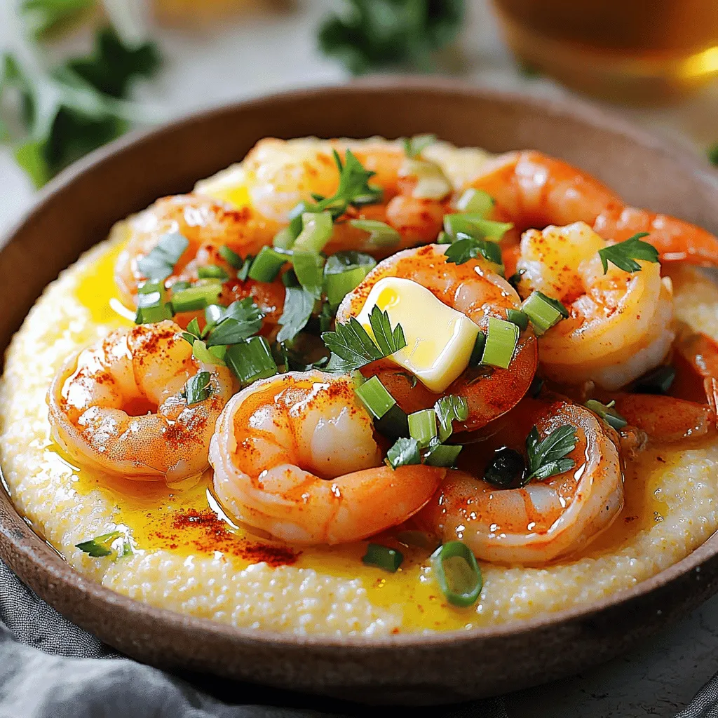 - 1 pound shrimp, peeled and deveined - 1 cup grits (stone-ground preferred) - 4 cups water or low-sodium chicken broth - 1 cup shredded sharp cheddar cheese - 1/4 cup cream (heavy or half-and-half) - 2 tablespoons olive oil - 2 tablespoons butter - 1 clove garlic, minced - 1/2 teaspoon smoked paprika - 1/2 teaspoon cayenne pepper (adjust to spice preference) - Salt and pepper to taste - 2 green onions, sliced (for garnish) - Fresh parsley, chopped (for garnish) The main ingredients for my zesty shrimp and grits include fresh shrimp and stone-ground grits. The shrimp bring a sweet and juicy flavor, while the grits offer a creamy base. I prefer using low-sodium chicken broth to give the dish extra flavor without too much salt. For additional taste, I add sharp cheddar cheese and cream. This makes the grits rich and adds depth. Olive oil helps cook the shrimp and keeps them moist. I also use simple seasonings like garlic, smoked paprika, and cayenne pepper. The spices give the shrimp a nice kick. I finish the dish with sliced green onions and fresh parsley for color and a fresh taste. You can find the full recipe for zesty shrimp and grits to explore all the steps, tips, and cooking secrets that make this dish a true southern delight. 1. Bring 4 cups of water or chicken broth to a boil. 2. Slowly whisk in 1 cup of grits. 3. Reduce the heat to low and stir often. 4. Let them simmer for 20-25 minutes until creamy. 5. Stir in 1 cup of shredded cheddar cheese, 1/4 cup of cream, salt, and pepper. Keep warm while you cook the shrimp. 1. In a large skillet, heat 2 tablespoons of olive oil and 2 tablespoons of butter over medium-high heat. 2. Once hot, add 1 clove of minced garlic and sauté for 30 seconds. 3. Add 1 pound of shrimp to the skillet. 4. Sprinkle with 1/2 teaspoon of smoked paprika, 1/2 teaspoon of cayenne pepper, salt, and pepper. 5. Cook for 2-3 minutes until shrimp turn pink. Flip and cook for 1-2 more minutes until cooked through. 1. Spoon the creamy grits onto a plate or bowl. 2. Top with the zesty shrimp mixture. 3. Garnish with sliced green onions and chopped parsley for a fresh touch. For the full recipe and more details, check out the link provided. For the best flavor, use stone-ground grits. They have a richer taste and texture. Instant grits cook fast, but they lack depth. Stone-ground grits need about 20-25 minutes to cook. This slow cooking gives them a creamy texture. Stir them often to prevent lumps. To amp up the flavor, add spices like thyme or oregano. Fresh herbs truly shine in this dish. They add brightness and depth. Using fresh garlic also makes a big difference. It adds a punch that dried garlic can't match. When possible, choose fresh ingredients for the best taste. Avoid overcooking shrimp; they become rubbery. Cook shrimp until they turn pink and opaque. This usually takes about 2-3 minutes per side. Look for a slight curl in the shrimp's shape. That means they are done. Don’t walk away while they cook; stay focused for best results. For the complete recipe, check out the [Full Recipe]. {{image_2}} You can easily make a vegetarian version of shrimp and grits. Swap shrimp for hearty mushrooms, like portobello or shiitake. Tofu is also a great choice. It absorbs flavors well and adds protein. Add vibrant vegetables like spinach or bell peppers for extra texture and taste. These can be sautéed with garlic to give them a rich flavor. If you love heat, try adding more spices. Increase the cayenne pepper to your taste. You can also use hot sauce for more zing. Try adding a few dashes of your favorite hot sauce right before serving. For extra flavor, consider using chili powder or crushed red pepper flakes. These will bring a nice kick to your dish. For a true Southern comfort dish, add sausage or bacon. Cook these in the skillet before the shrimp for a smoky flavor. You might also try andouille sausage for a spicy touch. When it comes to cheese, feel free to switch it up. Gruyère or pepper jack cheese can bring a unique taste. Don’t be afraid to experiment with flavors in this classic dish! To keep your shrimp and grits fresh, store them in separate containers. Use airtight containers to prevent moisture loss. Make sure to cool both the shrimp and grits to room temperature before sealing. Store them in the fridge for up to three days. Reheat shrimp and grits gently to keep them tasty. For grits, add a splash of water or cream in a pot. Heat over low flame while stirring until warm. For shrimp, use a skillet over medium heat. This method keeps the shrimp juicy and the grits creamy. If your grits seem dry, add a bit more liquid to refresh them. You can freeze shrimp and grits, but it’s best to freeze them separately. Place shrimp in a freezer-safe bag and remove air before sealing. Freeze grits in a different container. Thaw overnight in the fridge before reheating. This keeps the texture nice when you are ready to enjoy them again. Yes, you can use frozen shrimp. Just remember to thaw them first. Place them in cold water for about 15-20 minutes. This method helps keep the shrimp firm. Fresh shrimp has a nice texture, but frozen works well too. You may want to reduce cooking time by one minute if using thawed shrimp. This way, they cook evenly and stay juicy. Cooked grits last about three to five days in the fridge. Store them in an airtight container. Make sure they cool down before sealing. If they dry out, add a little water when reheating. This helps restore the creamy texture. A crisp white wine works best with shrimp and grits. Look for Sauvignon Blanc or Chardonnay. These wines enhance the dish's flavors without overpowering them. If you prefer red, choose a light Pinot Noir. Both options will complement the zesty shrimp. For the complete Zesty Shrimp and Grits recipe, check out the [Full Recipe]. Shrimp and grits blend creamy comfort with zesty flavors. We've covered the main ingredients, cooking steps, and tips for perfect texture. You now know how to make this dish shine. Adaptations and variations can keep it fresh and exciting every time. Don't forget about storage and reheating to enjoy leftovers later. With a few simple tweaks, you'll elevate your cooking game. Now, get ready to impress your family and friends with this delicious Southern classic!