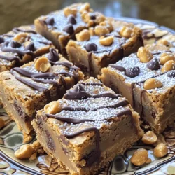 To make Peanut Butter Chocolate Chip Blondies, gather these simple ingredients: - 1 cup creamy peanut butter - 1 cup brown sugar, packed - 1/2 cup granulated sugar - 2 large eggs - 1 teaspoon vanilla extract - 1 cup all-purpose flour - 1/2 teaspoon baking powder - 1/4 teaspoon salt - 1 cup semi-sweet chocolate chips - 1/2 cup chopped peanuts (optional) Each ingredient plays a key role. The creamy peanut butter gives the blondies their rich texture. The brown sugar adds depth and moisture, while granulated sugar balances the sweetness. Eggs help bind everything together. Vanilla extract enhances the flavor, making each bite delicious. Flour provides the structure. The baking powder makes them rise. Salt brings out the sweetness, making the flavors pop. Chocolate chips add joy and richness. If you like a crunch, add chopped peanuts for extra fun. This list of ingredients is all you need for a sweet treat. For the complete process, check out the Full Recipe. 1. Preheat the oven to 350°F (175°C). 2. Grease a 9x9 inch baking pan or line it with parchment paper. 1. In a large mixing bowl, combine the creamy peanut butter, brown sugar, and granulated sugar. Mix until smooth and creamy. 2. Add the eggs, one at a time, mixing well after each. Then, stir in the vanilla extract. 3. In another bowl, whisk together the flour, baking powder, and salt. Gradually fold this into the peanut butter mix until just combined. 1. Gently fold in the chocolate chips and chopped peanuts if you want extra crunch. 2. Pour the batter into the prepared baking pan and spread it evenly. 3. Bake in the preheated oven for 25-30 minutes. The edges should be golden brown. A toothpick inserted in the center should come out mostly clean. 4. Let the blondies cool in the pan for about 10 minutes. After that, transfer them to a wire rack to cool completely. 5. Once cooled, cut them into squares and enjoy! For the full recipe, check the section above. - Ensure all ingredients are at room temperature. This helps them mix well. - Use a toothpick to check doneness. Insert it into the center. If it comes out mostly clean, your blondies are ready. - Serve with a drizzle of melted chocolate. It adds a rich touch. - Dust with powdered sugar for extra flair. This makes the blondies look fancy. - Overmixing the batter can make the blondies tough. Mix just until combined. - Not cooling completely before cutting can lead to messy squares. Let them cool first. For more details, check the Full Recipe. {{image_2}} You can switch up the flavor of your blondies easily. Try using crunchy peanut butter for a different texture. It adds a nice crunch in every bite. You can also experiment with different types of chocolate. Dark, milk, or white chocolate can change the taste completely. Each type brings its unique sweetness. Want to make your blondies even more special? Incorporate dried fruits like raisins or cranberries. They add a chewy texture and extra sweetness. You can also consider adding a swirl of caramel for added flavor. The caramel will melt into the blondies, making them even richer. Are you looking for healthier options? You can make these blondies gluten-free by using almond flour instead of all-purpose flour. This change keeps them delicious and suitable for those with gluten sensitivities. You can also substitute sugar with a natural sweetener like honey or maple syrup. This swap can make your blondies a bit healthier while still tasting great. For the full recipe, check the instructions above! Store your peanut butter chocolate chip blondies in an airtight container at room temperature. They will stay fresh for up to 3 days. This keeps them soft and delicious. For longer storage, you can refrigerate the blondies. They will last up to a week this way. If you need to keep them even longer, freeze them. Wrap the blondies tightly in plastic wrap and place them in a freezer bag. They will stay good for up to 3 months. This makes it easy to enjoy them later! When you want to enjoy your blondies again, warm them in the microwave for a few seconds. This makes the chocolate gooey and the flavors pop. Just be careful not to overheat them! Yes, these blondies can be made in advance and stored as instructed. Just let them cool completely before you store them. You can wrap them in plastic wrap or put them in an airtight container. They stay fresh for a few days, but they taste best within the first few days. A toothpick should come out with a few moist crumbs for the best texture. If the toothpick is clean, you might overbake them. The edges should look golden brown, while the center stays soft. Keep an eye on them during the last few minutes. Yes, almond butter or cashew butter can be used for a different flavor. Each nut butter gives a unique taste. Almond butter has a light, nutty flavor, while cashew butter is creamier. They work well in this recipe. Use a sharp knife, and run it under hot water for cleaner cuts. This trick helps prevent sticking and gives you nice, even pieces. Wipe the knife with a towel between cuts for the best results. This blog post shared a great recipe for Peanut Butter Chocolate Chip Blondies. We covered all the essential ingredients, step-by-step instructions, helpful tips, tasty variations, and storage options. Each part helps you bake these delicious treats perfectly. Remember, baking can be fun and rewarding! Whether you stick with the classic or try new flavors, these blondies will impress. Enjoy every bite, share with friends, and make sweet memories!
