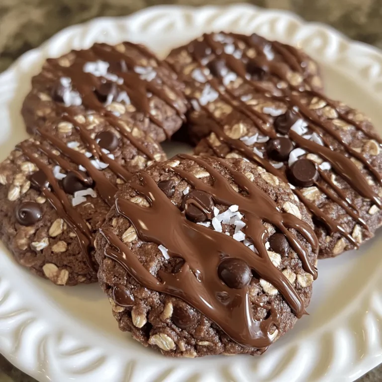 - 1 cup rolled oats - 1/2 cup natural peanut butter (or almond butter) - 1/2 cup honey (or maple syrup) - 1/3 cup unsweetened cocoa powder - 1/4 cup milk (dairy or plant-based) - 1 teaspoon vanilla extract - Pinch of salt These main ingredients make a great base for our no-bake cookies. Rolled oats give the cookies a chewy texture. Natural peanut butter adds creaminess and protein. Honey or maple syrup acts as a sweetener and binder. Unsweetened cocoa powder provides that rich chocolate flavor. Milk adds moisture, while vanilla and salt enhance all the tastes. - 1/4 cup chocolate chips - 1/4 cup shredded coconut - 1/4 cup chopped nuts You can add extras to make your cookies even better. Chocolate chips bring extra sweetness and texture. Shredded coconut adds a tropical touch, while chopped nuts give a nice crunch. Feel free to mix and match these add-ins based on what you love. For the complete list of ingredients and steps, check out the Full Recipe. Start by taking a medium saucepan. Place it on low heat. - Combine the following ingredients: - 1/2 cup natural peanut butter (or almond butter) - 1/2 cup honey (or maple syrup) - 1/3 cup unsweetened cocoa powder - 1/4 cup milk (dairy or plant-based) - A pinch of salt Stir these together until smooth. This should take about 2 or 3 minutes. You want it well mixed and creamy. Once the mixture is smooth, take it off the heat. Now, add 1 teaspoon of vanilla extract. Stir it in well. Next, grab a large mixing bowl. Add 1 cup of rolled oats to the bowl. If you want extra flavor, now is the time to include any optional add-ins, like: - 1/4 cup chocolate chips - 1/4 cup shredded coconut - 1/4 cup chopped nuts Pour the warm chocolate mixture over the oats. Mix it all together until every oat is coated. Now, it’s time to shape your cookies. Using a spoon or a cookie scoop, drop spoonfuls of the mixture onto a lined baking sheet. Be sure to flatten each scoop slightly. This helps the cookies form a uniform shape. Once you finish this step, place the cookies in the fridge. Let them set for at least 30 minutes until firm. You can find the full recipe for more details. To get the right texture in your no-bake cookies, keep the mixture warm when you mix in the oats. If it cools too much, you may end up with a dry cookie. Stir the mixture on low heat until it is smooth. Cooking time can change based on your stovetop heat, so keep an eye on it. You want it hot enough to mix well but not boiling. Let your taste buds explore! Try different nut butters like almond or cashew. Each will change the flavor a bit. You can also add a pinch of sea salt to bring out the sweetness. This contrast makes each bite even better. Make your cookies look as good as they taste. Serve them on a nice plate to impress your guests. You can drizzle melted chocolate over the top or sprinkle cocoa powder for a fancy touch. These little details make your no-bake chocolate oatmeal cookies shine. For the full recipe, check out the detailed instructions provided earlier. {{image_2}} You can switch up the flavor of your cookies easily. Try different nut butters, like cashew or hazelnut. Each nut butter brings its own taste. You can also add spices like cinnamon or nutmeg. These spices add warmth and depth to your cookies. Making these cookies vegan is simple. Use maple syrup instead of honey and plant-based milk. This way, everyone can enjoy them. For gluten-free options, choose certified oats. They keep the recipe safe for those with gluten issues. Let’s make these cookies even more fun! You can mix in dried fruits like raisins or cranberries. They add a chewy texture and sweetness. If you want a protein boost, try adding protein powders. This helps make your cookies a bit more nutritious. With these variations, you can tailor your No-Bake Chocolate Oatmeal Cookies to fit your taste and dietary needs. Check out the Full Recipe for more details on how to make these delightful treats! To keep your no-bake chocolate oatmeal cookies fresh, use an airtight container. This step helps prevent them from drying out. You can store them at room temperature for a few days. If you want to keep them longer, refrigerate them. This simple trick can extend their life by a week or more. You can freeze these cookies for later enjoyment. Place them in a single layer on a baking sheet. After they freeze, transfer them to a freezer-safe bag. Make sure to remove as much air as possible before sealing. To defrost, take out the cookies and leave them in the fridge overnight. They’ll be ready to eat the next day. These cookies last up to a week in the fridge. If you freeze them, they can last up to three months. Always check for any signs of spoilage before eating. The cookies will taste great, but the texture may change after freezing. Enjoy the convenience of having these sweet treats ready whenever you want! For the full recipe, check out the No-Bake Chocolate Oatmeal Cookies. These cookies usually take about 30 minutes to set in the fridge. Factors like room temperature and how warm the mixture is can affect the time. If your kitchen is hot, consider chilling them for a bit longer. You want them firm enough to hold together but still tasty to eat. Yes, you can! If you have nut allergies, use sunflower seed butter instead of peanut butter. You can also swap honey for maple syrup if you're vegan. For a dairy-free option, stick to plant-based milk. This recipe is flexible, so feel free to make it your own! If your cookies turn out too soft, check a few things. First, ensure the mixture is warm when you add the oats. If it cools too much, it won't set well. You might also want to add a bit more cocoa powder or oats to thicken the mixture. If all else fails, extra time in the fridge can help! Absolutely! You can make these cookies a day or two in advance. Store them in an airtight container in the fridge. This way, they stay fresh and ready to enjoy anytime. Just remember to let them set properly before storing. In this post, we explored a simple recipe for No-Bake Chocolate Oatmeal Cookies. We covered the key ingredients, step-by-step instructions, and helpful tips for texture and flavor. You learned about variations and storage methods to keep cookies fresh. These cookies are easy to make and fun to customize. Whether you want sweet or a bit salty, there’s a version for you. Enjoy creating your own treats!