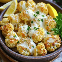 - Cauliflower florets - Garlic - Olive oil The star of this dish is the cauliflower. You need one large head of cauliflower, cut into bite-sized florets. The garlic brings bold flavor. I use four cloves, minced finely. Olive oil is essential for roasting. It helps the cauliflower become golden and crispy. - Parmesan cheese - Italian seasoning - Red pepper flakes Now for the seasoning! I like to add a 1/4 cup of grated Parmesan cheese. It adds a rich, salty taste. For herbs, I use 1 teaspoon of Italian seasoning. It blends well with the garlic. If you want a little heat, sprinkle in 1/2 teaspoon of red pepper flakes. This is optional but makes it fun! - Fresh parsley - Lemon wedges To finish, I garnish with fresh parsley. It adds a nice green color. I also serve lemon wedges on the side. Squeezing lemon over the cauliflower brightens the flavor. For the full recipe, check out Garlic Parmesan Roasted Cauliflower! 1. Preheat the oven: Start by setting your oven to 425°F (220°C). This high heat helps the cauliflower get nice and crispy. 2. Prepare the cauliflower: Take one large head of cauliflower and cut it into florets. Make sure they are all about the same size. This helps them cook evenly. 1. Combine cauliflower and garlic: In a large mixing bowl, add the cauliflower florets and four cloves of minced garlic. This mix gives the dish a strong flavor. 2. Prepare the olive oil mixture: In a small bowl, whisk together 1/4 cup of olive oil, 1 teaspoon of Italian seasoning, and 1/2 teaspoon of red pepper flakes if you want some heat. Add salt and pepper to taste. This mix adds depth to your cauliflower. 1. Roast the cauliflower: Pour the olive oil mixture over the cauliflower and garlic. Toss until the florets are well coated. Spread them out on a baking sheet lined with parchment paper. Roast in the oven for 25-30 minutes. Stir them halfway through for even cooking. 2. Add Parmesan cheese: When the cauliflower is tender and golden, take it out. Sprinkle 1/4 cup of grated Parmesan cheese on top. Return it to the oven for an extra 5 minutes. The cheese will melt and bubble, creating a yummy topping. This simple process brings out the best flavors in your Garlic Parmesan Roasted Cauliflower. Trust me, it’s a flavorful delight! You can find the full recipe to follow along easily. To get the best flavor and texture from your Garlic Parmesan Roasted Cauliflower, start by setting your oven to 425°F (220°C). This temperature helps the cauliflower get crispy and brown. Roast it for about 25 to 30 minutes. Halfway through, stir the florets to ensure even cooking. Even coating is key to great taste. When you mix the olive oil and spices with the cauliflower, make sure every piece gets some love. Use your hands to toss it all together. This way, every bite will have flavor. Spices and herbs can truly elevate your dish. I like to add a bit of Italian seasoning to complement the garlic. Feel free to experiment! You can add paprika for a smoky flavor or a pinch of cumin for warmth. If you want to switch things up, try adding lemon zest or fresh herbs like thyme or rosemary. You can also add a splash of balsamic vinegar for tanginess. Serving is just as important as cooking. I love to place the roasted cauliflower in a rustic bowl. Drizzle some extra olive oil on top for shine. A sprinkle of Parmesan cheese makes it look extra tasty. For garnish, chopped fresh parsley adds color and freshness. Place lemon wedges around the dish for a nice pop. It not only looks great but also adds a zesty kick when served. For the full recipe, check out the complete guide above! {{image_2}} You can mix things up by swapping out the Parmesan cheese. For a creamier taste, try mozzarella. This cheese melts well and adds a lovely stringy texture. Another great option is aged cheddar, which offers a sharp and tangy flavor. If you want a dairy-free option, use vegan cheese. Look for brands that melt well. Nutritional yeast is also a good choice. It adds a cheesy flavor without dairy. Don’t be afraid to experiment with different herbs. Fresh thyme or rosemary pairs nicely with the garlic. You can also add some paprika for a smoky flavor. Mix in some chopped spinach or bell peppers for added color and nutrition. Consider adding other vegetables too. Broccoli or Brussels sprouts roast well alongside cauliflower. Just chop them into similar sizes for even cooking. For an Italian twist, add some sun-dried tomatoes and basil. This gives the dish a fresh and vibrant taste. You can even drizzle balsamic glaze on top after roasting for extra flavor. If you crave spice, try an Asian-inspired variation. Toss in soy sauce and sesame oil. Add some sliced green onions and sesame seeds for crunch. This creates a unique and tasty side dish. You can find the full recipe [here](#). After you enjoy Garlic Parmesan Roasted Cauliflower, store leftovers in the fridge. Place the cooled cauliflower in an airtight container. This helps keep the flavors fresh. You can also use a glass jar with a tight lid. Make sure to eat it within 3-4 days for the best taste. To reheat the cauliflower, use an oven or a skillet. If using an oven, set it to 350°F (175°C). Place the cauliflower on a baking sheet and heat for about 10 minutes. If you prefer a skillet, add a little olive oil and heat over low. Stir gently to keep the texture nice. Use these methods to keep the flavors and crunch intact. Yes, you can freeze roasted cauliflower! To do this, first let the cauliflower cool completely. Then, place it in a freezer-safe bag or container. Squeeze out as much air as you can. For the best taste, use it within 2-3 months. When you're ready to enjoy it, thaw it in the fridge overnight before reheating. This will help maintain its great flavor and texture. For the full recipe, check out the Garlic Parmesan Roasted Cauliflower recipe. How to make Garlic Parmesan Roasted Cauliflower crispy? To make your cauliflower crispy, follow these tips: - Use high heat. Roasting at 425°F (220°C) helps. - Spread the florets in a single layer. This helps them cook evenly. - Toss them halfway through cooking. This keeps them from steaming. - Use enough olive oil. A good coating helps create crispiness. Can I use frozen cauliflower? Yes, you can use frozen cauliflower. However, it may not get as crispy. Thaw it first, then pat it dry. This removes excess moisture. Follow the same steps in the full recipe for flavor. Nutritional information of cauliflower Cauliflower is low in calories and high in fiber. One cup has about 25 calories. It is rich in vitamins C and K. These vitamins support your immune system and help bones. Health benefits of garlic and Parmesan cheese Garlic has many health perks. It may boost your immune system and lower blood pressure. It also adds flavor without extra calories. Parmesan cheese is high in protein and calcium. It helps build strong bones and muscles. What to serve with Garlic Parmesan Roasted Cauliflower? This dish pairs well with many meals. Try serving it with grilled chicken or fish. It also works great with pasta or as part of a veggie platter. Is it a good side dish for specific meals? Absolutely! Garlic Parmesan Roasted Cauliflower is perfect for holiday dinners. It adds a tasty twist to weeknight meals too. Serve it as a side for steak or as a light snack. In this post, we explored Garlic Parmesan Roasted Cauliflower, from its key ingredients to cooking tips. You learned how to prepare, season, and serve this dish. We covered various flavors and storage methods. Experiment with ingredients and make it your own. Remember, cooking should be fun and creative! Enjoy trying out these tips, and share your delicious results with others. Your kitchen can be a place of tasty discoveries.