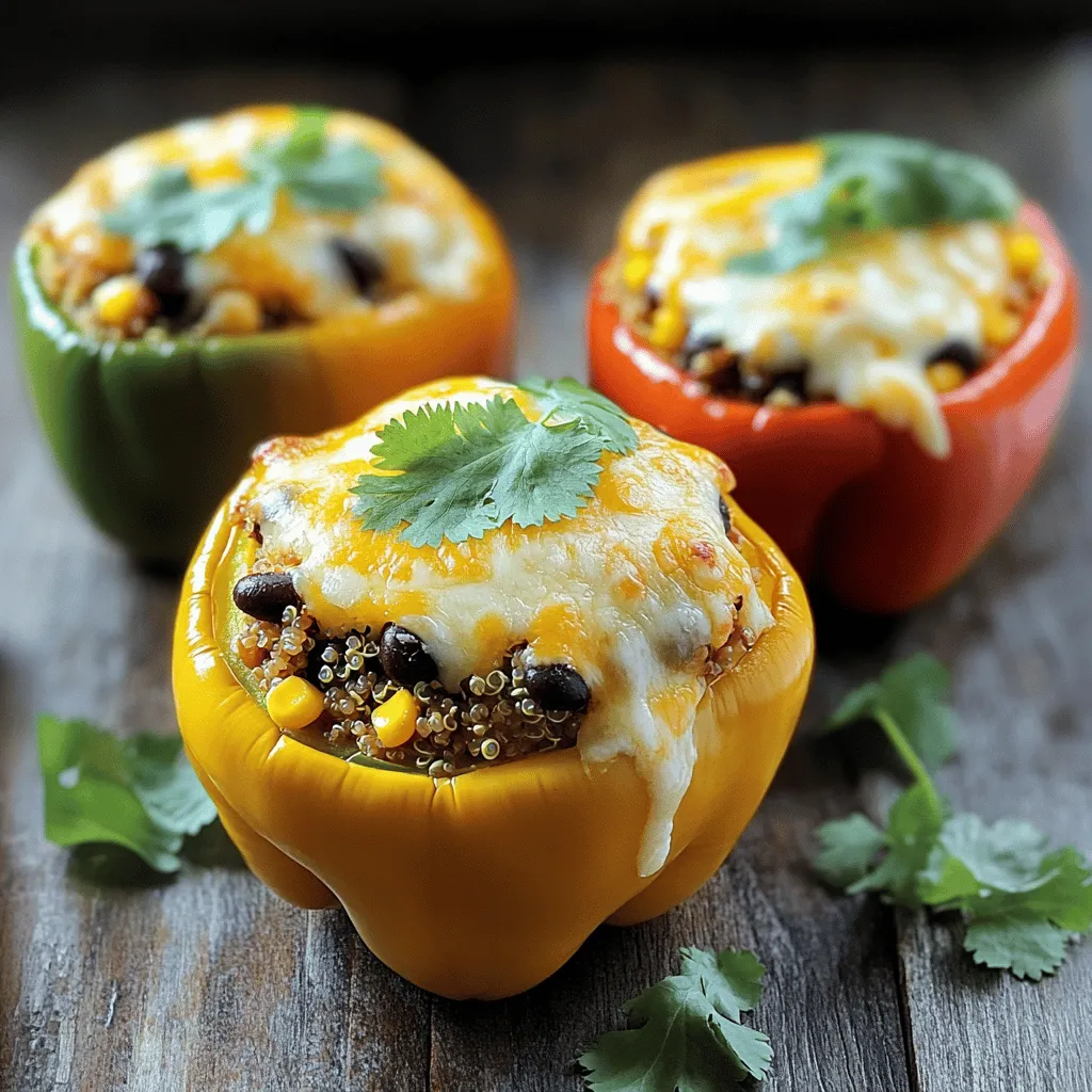 To make classic stuffed peppers, gather these ingredients: - 4 large bell peppers (any color) - 1 cup quinoa (or rice) - 1 can (15 oz) black beans, rinsed and drained - 1 cup corn (fresh or frozen) - 1 cup diced tomatoes (canned or fresh) - 1 small onion, finely chopped - 2 cloves garlic, minced - 1 teaspoon cumin - 1 teaspoon chili powder - 1 cup shredded cheese (cheddar or pepper jack) - Salt and pepper to taste - Fresh cilantro or parsley for garnish You can switch some ingredients if you need to. For grains, use rice instead of quinoa. If you want a meat option, ground turkey or beef can work well. Use kidney beans instead of black beans for a different flavor. If you can’t find fresh corn, frozen corn is a great substitute. For cheese, try mozzarella or feta for a unique twist. When picking bell peppers, look for ones that are firm and shiny. The skin should not have any soft spots or wrinkles. Choose peppers with bright colors, as they tend to be sweeter. Check the stem too; it should be green and fresh. If you can, smell the pepper! A sweet aroma means it is fresh and ready to enjoy. Start by washing the bell peppers. Choose any color you like. Cut off the tops and remove the seeds. Make sure not to cut too deep. You want a nice bowl to hold the filling. Place the peppers upright in a baking dish. This will keep them stable while baking. Next, cook the quinoa. Use one cup of quinoa and follow the package instructions. While it cooks, heat a splash of olive oil in a skillet. Add the chopped onion and minced garlic. Cook them for 3 to 4 minutes until soft. Then, mix in the cooked quinoa, black beans, corn, and diced tomatoes. Add the cumin, chili powder, salt, and pepper. Stir well and cook for another 3 to 4 minutes. This will help blend all the flavors together. Now comes the fun part: stuffing the peppers! Take your quinoa mixture and pack it into each pepper. Press down gently to fill them well. Top each pepper with some shredded cheese. Cover the dish with aluminum foil and bake in the preheated oven at 375°F for 25 to 30 minutes. After that, remove the foil and bake for another 10 to 15 minutes. This will make the peppers tender and the cheese bubbly. Once they are done, let them cool for a bit. Garnish with fresh cilantro or parsley. Enjoy your classic stuffed peppers! For the full recipe, check out the details above. To get the best texture, make sure your quinoa is fluffy. Cook it well, following the package directions. Overcooked quinoa turns mushy, so watch it closely. When you mix the filling, don’t mash the beans too much. You want some chunks for good texture. The peppers should be tender but not too soft. Bake them until they have a little bite left. One big mistake is not pre-cooking the quinoa. This step helps the stuffing stay moist. Also, don’t skip seasoning the filling. Salt and spices bring out all the flavors. Another pitfall is overstuffing the peppers. You want them full but not bursting. Lastly, don’t forget to cover the dish while baking. This helps cook the peppers evenly. For this recipe, a sharp knife is key for cutting the peppers. A large skillet helps cook the filling evenly. Use a measuring cup for the quinoa and beans to keep your ratios right. A baking dish is necessary to hold the stuffed peppers. Lastly, keep a spatula handy for mixing the filling. These tools make cooking easy and fun! For more details, check the Full Recipe. {{image_2}} You can make stuffed peppers even more colorful and tasty. Try adding extra veggies. Use chopped zucchini, mushrooms, or spinach. These veggies blend well with the filling. You can even add some chopped carrots for a bit of sweetness. This way, you boost the nutrition while keeping the flavor high. If you love meat, this version is for you. Substitute the beans with ground beef or turkey. Brown the meat in the skillet before adding the other ingredients. This will give your peppers a hearty twist. Use spices like cumin and chili powder to enhance the flavor. You can also mix in some cooked sausage for a more robust taste. Adjust the heat to fit your taste. For mild flavors, skip the chili powder. Instead, use sweet paprika for a gentle kick. If you like it spicy, add jalapeños or crushed red pepper flakes. Mixing in hot sauce is another great way to spice things up. Just be careful; you can always add more heat, but it’s hard to take it away! For the complete recipe and more ideas, check out the [Full Recipe]. After enjoying your stuffed peppers, store leftovers in an airtight container. Make sure they cool down first. This helps keep them fresh. Place the container in the fridge. Your stuffed peppers will last for 3 to 4 days. If you want to keep them longer, freezing is a great option. To freeze stuffed peppers, wrap each one in plastic wrap. Then place them in a freezer-safe bag. Remove as much air as you can to prevent freezer burn. You can freeze them for up to 3 months. When you're ready to enjoy them, just thaw them in the fridge overnight. Reheat stuffed peppers in the oven for the best texture. Preheat your oven to 350°F (175°C). Place the peppers in a baking dish and cover with foil. Bake for about 20-25 minutes until heated through. You can also use a microwave for a quicker option. Just place a pepper on a microwave-safe plate and heat for 2-3 minutes. Enjoy your meal again! For the full recipe, check out the Classic Stuffed Peppers Delight. Yes, you can use many types of peppers. Bell peppers are common, but you can try poblano or Anaheim peppers too. These peppers have a different taste. They can add a nice kick to your dish. Just make sure they are big enough to hold the filling. Stuffed peppers take about 35 to 45 minutes to cook. First, bake them covered for 25 to 30 minutes. This softens the peppers. Then, remove the foil and bake for 10 to 15 more minutes. This part makes the cheese bubbly and golden. Stuffed peppers pair well with many sides. You can serve a simple salad for freshness. Rice or quinoa makes a great side too. If you want something warm, try garlic bread. Each of these options complements the flavors in the peppers. You can find the Full Recipe for more ideas. You now know how to make stuffed peppers from start to finish. We covered ingredients, cooking steps, and tips to avoid mistakes. I shared variations for different tastes and how to store leftovers. Remember, you can use any pepper you like and customize the filling. Stuffed peppers can be a fun and healthy meal. Enjoy experimenting with flavors and have fun in the kitchen!
