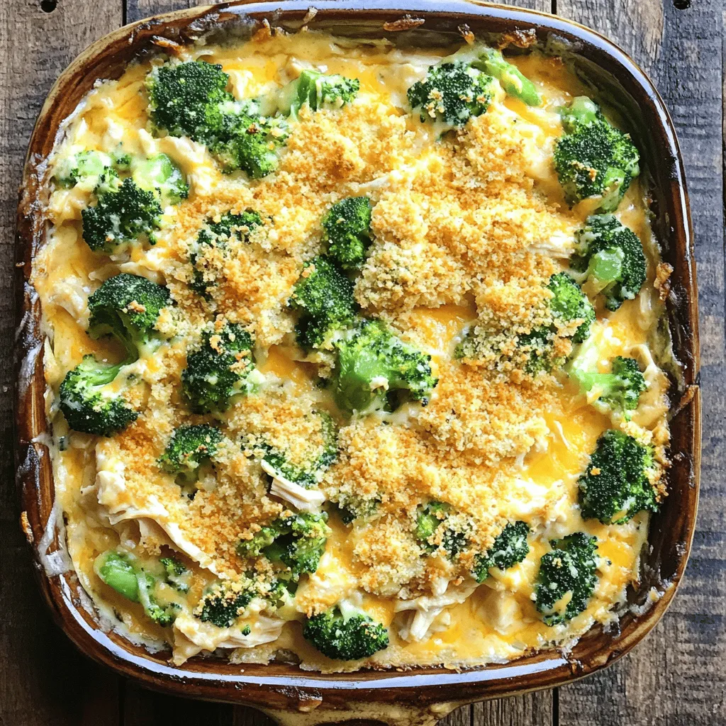 - Shredded chicken - Broccoli florets - Creamy sauce components: - 1 cup mayonnaise - 1 cup sour cream - Seasoning essentials: - 1 tablespoon Dijon mustard - 1 teaspoon garlic powder - 1 teaspoon onion powder - ½ teaspoon black pepper - Topping ingredients: - 1 cup shredded cheddar cheese - 1 cup breadcrumbs (panko preferred) - 2 tablespoons olive oil - ½ teaspoon paprika (for garnish) To make Easy Chicken Divan, you need some key ingredients. Start with shredded chicken. You can use leftover chicken or rotisserie chicken for ease. Broccoli florets add a bright color and nutrition. The creamy sauce is made from mayonnaise and sour cream. This combination gives the dish richness and flavor. Next, seasoning is vital. Dijon mustard adds a tangy note, while garlic powder and onion powder bring depth. Black pepper adds just the right kick. Finally, for that crunchy topping, use shredded cheddar cheese and breadcrumbs. Panko breadcrumbs are best for a crunchy texture. Drizzle them with olive oil to help them brown nicely. A touch of paprika on top adds a pop of color. When you gather these ingredients, you set the stage for a simple yet flavorful dish. Follow the Full Recipe to create your own delicious Chicken Divan. First, take your cooked chicken and shred it into bite-sized pieces. You can use leftover chicken or rotisserie chicken for ease. Next, steam the broccoli florets until they are bright green and tender but still crisp. This usually takes about 3–5 minutes. Make sure not to overcook them; we want them to keep their shape and flavor. In a large bowl, combine the mayonnaise, sour cream, Dijon mustard, garlic powder, onion powder, and black pepper. Stir until the mixture is smooth and well-blended. This creamy sauce adds richness to the dish. You can taste it and adjust the seasoning if needed. If you like it tangier, add a bit more mustard. Gently fold the shredded chicken and steamed broccoli into the creamy mixture. Make sure each piece is well coated. Once combined, transfer the mixture into a greased 9x13-inch baking dish. Spread it evenly across the dish. This ensures every bite will be tasty and creamy. In a small bowl, mix the breadcrumbs with olive oil until they are well coated. This step helps achieve a golden, crunchy topping. Evenly sprinkle the breadcrumb mixture over the chicken and broccoli. The breadcrumbs will add a nice texture contrast to the creamy filling. Now it’s time to bake! Preheat your oven to 350°F (175°C). Place your baking dish in the oven and bake for 25-30 minutes. Look for a golden, bubbly top. If you want a little extra color, add a sprinkle of paprika before serving. Once done, let it cool for a few minutes. Enjoy your creamy Chicken Divan! For the full recipe, you can refer to the earlier sections. 1. Overcooking the broccoli Broccoli should stay bright green and crisp. If you cook it too long, it will turn mushy. Aim to steam it just until tender. This will keep the flavor fresh and vibrant. 2. Skipping the breadcrumb coating Breadcrumbs add a nice crunch. If you skip this step, your dish may feel flat. Mix the breadcrumbs with olive oil to enhance their flavor and texture. 3. Using unseasoned chicken Chicken needs flavor to shine. Use seasoned chicken or add spices to the mixture. This way, every bite is full of taste. - Substitutions for ingredients You can change up the ingredients based on what you have. Try Greek yogurt instead of sour cream for a tangy twist. You can swap chicken for turkey or even a plant-based option. - Adding more vegetables or spices Feel free to toss in other veggies like bell peppers or carrots. Adding different spices can also elevate your dish. A pinch of cayenne pepper will add a nice kick. {{image_2}} You can make Chicken Divan in fun ways. One classic way is to serve it with rice. This adds a nice base to soak up the creamy sauce. Just cook your rice as the Chicken Divan bakes. The flavors mix well together. Another idea is to add different cheeses. You can try mozzarella for a stretchy texture. Or use Swiss cheese for a nutty taste. Mixing cheeses can make your dish even more special. If you need a gluten-free option, you can use gluten-free breadcrumbs. These will give you that same crunchy topping. Just check the label to ensure they are certified gluten-free. You can also use other thickening agents for the sauce. Cornstarch or arrowroot powder can work well. Mix them with a little water before adding to your sauce. This will help it thicken nicely without any flour. For the full recipe, check out the Creamy Chicken Divan Delight. To keep your Easy Chicken Divan fresh, you should refrigerate it right away. Place it in an airtight container. This helps prevent it from drying out. It’s best to eat it within three days for the best taste. For freezing, let the dish cool first. Then, wrap it tightly in plastic wrap or foil. You can also use a freezer-safe container. Properly stored, it can last up to three months in the freezer. When reheating, I recommend using the oven for the best results. Preheat it to 350°F (175°C). Place your Chicken Divan in a baking dish. Cover it with aluminum foil to keep it moist. Heat for about 20-25 minutes, or until warm. If you use the microwave, place a single portion on a microwave-safe plate. Cover it with a damp paper towel to keep it from drying out. Heat in intervals, checking every minute to ensure even heating. This way, you enjoy a warm, tasty meal every time! If you don't have mayonnaise, you can use Greek yogurt or cottage cheese. Both options give a creamy texture. They also add a nice tang to your dish. You might want to adjust the seasoning a bit. If you like a lighter taste, sour cream is another good choice. You can store Chicken Divan in the fridge for about three to four days. Make sure to put it in an airtight container. This helps keep it fresh and tasty. To enjoy it later, simply reheat it in the oven or microwave. Yes, you can prepare Chicken Divan ahead of time. Just follow these tips for the best results: - Prepare in advance: Assemble the dish but don’t bake it. Cover it tightly and keep it in the fridge. Bake it later when you're ready to eat. - Freezing instructions: To freeze, wrap the dish tightly in plastic wrap and then in foil. It can stay in the freezer for about two months. When ready to eat, thaw it in the fridge overnight before baking. This way, you will have a quick and tasty meal ready to go! For the full recipe, check out the Creamy Chicken Divan Delight. This blog post covered all you need for a tasty Chicken Divan. We went over essential ingredients like chicken, broccoli, and creamy sauce components. I shared step-by-step instructions to guide you in the kitchen. You learned tips to avoid common mistakes and ways to customize your dish. Don’t forget about variations, storage, and reheating methods to enjoy later. In summary, you can make this meal your own. Enjoy experimenting with flavors and sharing it with others!