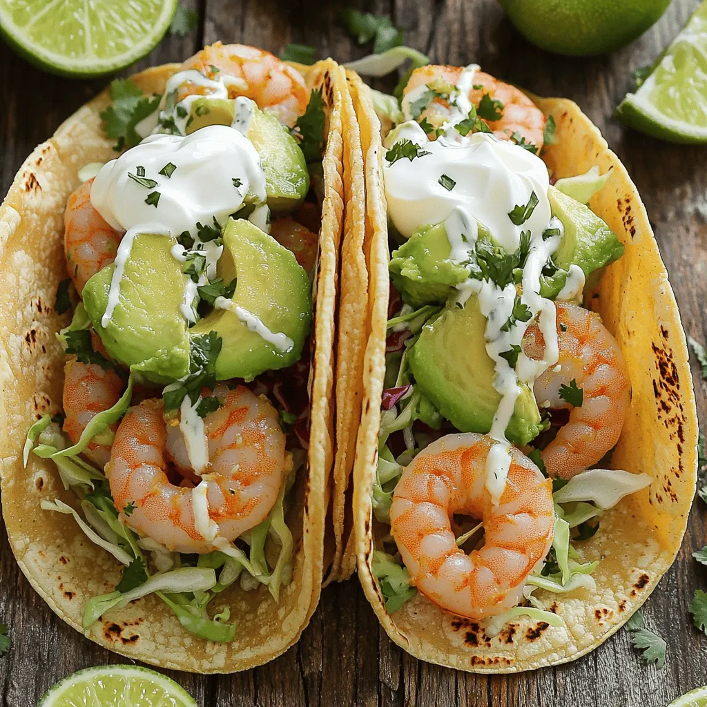 - 1 lb shrimp, peeled and deveined - 2 tablespoons olive oil - 3 tablespoons fresh lime juice - Zest of 1 lime - 1/4 cup fresh cilantro, chopped When making cilantro lime shrimp tacos, fresh shrimp is key. I always choose shrimp that is peeled and deveined. This makes cooking easy and quick. The olive oil adds richness and helps the flavors blend. Fresh lime juice and zest give a bright kick. Cilantro brings in that fresh, herbal note. - 1 teaspoon ground cumin - 1 teaspoon chili powder - Salt and pepper to taste - 1 cup cabbage, shredded - 1 avocado, sliced - 1/2 cup sour cream or Greek yogurt Seasoning is where you can get creative. Ground cumin and chili powder add warmth and depth. Salt and pepper enhance all the flavors. Shredded cabbage adds a nice crunch. Sliced avocado brings creaminess to the dish. Finally, sour cream or Greek yogurt adds a tangy finish. - 8 corn tortillas - Alternative options: flour tortillas or lettuce wraps I prefer corn tortillas for their flavor and texture. They hold up well with the shrimp and toppings. If you want, you can use flour tortillas for a softer bite. For a low-carb option, lettuce wraps work great too. Each choice gives you a different taste and feel. To start, gather your shrimp and other ingredients. In a bowl, mix the shrimp, olive oil, lime juice, lime zest, cilantro, cumin, chili powder, salt, and pepper. Make sure the shrimp get a good coat from all the flavors. This step is key for tasty shrimp. Cover the bowl with plastic wrap and let it marinate in the fridge for 15 to 20 minutes. This short wait allows the flavors to soak into the shrimp. Next, heat a skillet over medium-high heat. When the pan is hot, carefully add the marinated shrimp. Cook the shrimp for 2 to 3 minutes on each side. You know they are done when they turn pink and look firm. Avoid overcooking, as that can make them rubbery. Perfectly cooked shrimp should be tender and juicy. Now, it’s time to build your tacos! First, warm the corn tortillas in a separate pan for about 30 seconds on each side. This makes them soft and easy to fold. Once warm, take a tortilla and place a few shrimp in the center. Next, add some shredded cabbage and a slice of avocado on top. Finally, drizzle a bit of sour cream or Greek yogurt over everything. Serve with lime wedges on the side for that extra zing. For the full recipe, be sure to check out the complete instructions. To make your shrimp burst with flavor, start with the marinade. Use olive oil, lime juice, and lime zest. Add chopped cilantro, ground cumin, chili powder, salt, and pepper. Mix well to coat the shrimp evenly. Marinate for 15-20 minutes in the fridge. This helps the shrimp soak up all the flavors. Don't skip this step; it makes a huge difference. When you prepare your tacos, think about layers. Start with a warm corn tortilla. Add a few shrimp from the marinated mix. Next, pile on some shredded cabbage for crunch. Then, add a slice of creamy avocado. Finish with a drizzle of sour cream or Greek yogurt. Each layer should be visible for a beautiful presentation. This makes each bite a delight. To cook shrimp perfectly, use a non-stick skillet. Heat it over medium-high heat. This helps the shrimp cook evenly. For warming tortillas, a cast-iron skillet works great. It gives tortillas a nice char. Keep all your tools ready. A spatula and tongs will help you flip shrimp and serve tacos easily. For the full recipe, check out the details above. {{image_2}} You can swap shrimp for chicken if you prefer. Just cut chicken into small pieces. Marinate it just like the shrimp. Cook it until it is fully done. Tofu is a great choice for a plant-based meal. Use firm tofu and press it to remove water. Cut it into cubes and marinate. Beef is another option. Use flank steak or sirloin. Slice it thin and cook quickly for great flavor. Add your twist by changing the spices. Try smoked paprika for a deeper taste. Or, add fresh herbs like basil or mint for a fresh kick. A pinch of cayenne pepper can bring heat. You could also mix in some lime zest into your marinade for more citrus flavor. Explore different peppers, like jalapeños or serranos, for added spice. Pair your tacos with fresh salsa. A mango salsa adds sweetness and zest. A corn salsa brings crunch and color. You could also serve a simple salad on the side. A mix of greens works great. For a creamy touch, add a drizzle of chipotle sauce. This will give a smoky depth to your meal. For the full recipe, check out the details above. To keep your cilantro lime shrimp tacos fresh, store leftovers properly. First, separate the shrimp from the tortillas and toppings. Place the shrimp in an airtight container. Add some lime juice on top to maintain flavor. For the tortillas, wrap them in foil or plastic wrap. This helps prevent them from drying out. Store cabbage, avocado, and sour cream in separate containers. Use them within two days for best taste. When you're ready to enjoy leftovers, reheat the shrimp gently. Place them in a skillet over medium heat. Cook until they're warmed through, about 3-4 minutes. Avoid high heat, as it can make the shrimp tough. For tortillas, warm them in a dry pan for about 30 seconds on each side. This keeps them soft and pliable. If you have any toppings left, add them fresh for the best flavor. You can freeze shrimp or taco components for later use. To freeze shrimp, place them in a freezer-safe bag. Be sure to remove as much air as possible. You can freeze the shrimp for up to three months. For tortillas, stack them with parchment paper between each one. Wrap the stack in plastic wrap and foil. When you're ready to use them, thaw in the fridge overnight. This way, you can enjoy a quick meal anytime! For the full recipe, check out the details above. Yes, you can use frozen shrimp. Just be sure to thaw them first. Run them under cold water for a few minutes. Fresh shrimp taste great, but frozen works well too. They are often just as good if cooked right. Just remember to drain and dry them before marinating. This helps the shrimp soak up the flavors better. If you want heat, try adding diced jalapeños to the shrimp. You can also sprinkle in some cayenne pepper or hot sauce. For more depth, use chipotle in adobo sauce in the marinade. Each of these options gives the tacos a nice kick. Adjust the amount based on your taste. Start with a little, then add more if you want it spicier! If you want a dairy-free option, use coconut yogurt. It adds creaminess with a hint of sweetness. You could also use cashew cream for a rich texture. Greek yogurt works as a healthy swap if you want dairy. It still gives that tangy flavor. Choose what fits your diet best! Check the [Full Recipe] for more details. These shrimp tacos are packed with flavor and easy to make. We covered key ingredients like shrimp, spices, and tortillas. You learned how to marinate and cook the shrimp perfectly. We also shared tips for assembling your tacos for a great look and taste. Don't forget the variations, and check how to store leftovers. Enjoy experimenting with flavors, whether you stick with shrimp or try something new. Enjoy your taco journey!