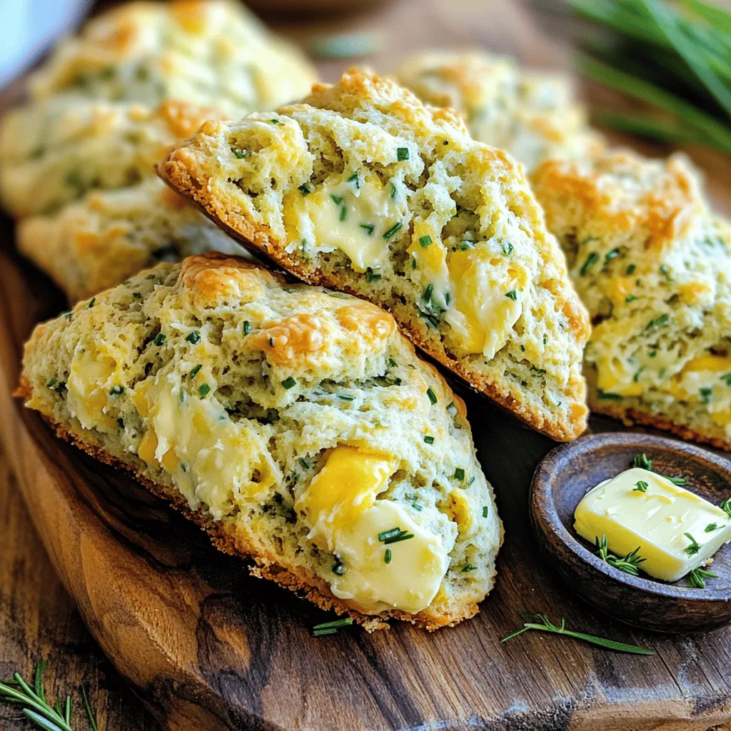To make savory herb scones, gather these simple items: - 2 cups all-purpose flour - 1 tablespoon baking powder - 1 teaspoon salt - 1 teaspoon sugar - 6 tablespoons cold unsalted butter, cubed - ½ cup shredded sharp cheddar cheese - ¼ cup fresh chives, chopped - ¼ cup fresh rosemary, chopped - ¾ cup whole milk Fresh herbs change everything in cooking. They add bright flavors and aromas. In these scones, chives and rosemary shine. They give a fresh taste that dried herbs can't match. When you chop fresh herbs, their oils release. This makes your scones burst with flavor. Use herbs from your garden if you can. They taste the best and make cooking fun. You can customize your scones by adding more goodies. Consider adding: - Crumbled bacon for a smoky flavor - Sun-dried tomatoes for a touch of sweetness - Olives for a briny kick These add-ins make your scones unique. Mix and match to find your favorite flavors. The Full Recipe shows you how to combine these ingredients for tasty results. First, preheat your oven to 400°F (200°C). This step is key for good baking. While it heats, line a baking sheet with parchment paper. This keeps the scones from sticking. In a large mixing bowl, combine the dry ingredients. Whisk together 2 cups of all-purpose flour, 1 tablespoon of baking powder, 1 teaspoon of salt, and 1 teaspoon of sugar. Make sure everything mixes well. This mix forms the base for your scones. Now, add 6 tablespoons of cold, cubed unsalted butter into the flour mix. Use a pastry cutter or your fingers. Work the butter into the flour until it looks like coarse crumbs. This step adds richness and flakiness. Next, fold in ½ cup of shredded sharp cheddar cheese, ¼ cup of chopped fresh chives, and ¼ cup of chopped fresh rosemary. Mix gently to ensure even distribution. The cheese and herbs bring flavor to every bite. Pour in ¾ cup of whole milk gradually. Mix gently until the dough forms. Be careful not to overmix. The dough should feel slightly shaggy. This texture helps the scones rise nicely in the oven. Turn the dough onto a lightly floured surface. Shape it into a 1-inch thick disc. Cut the disc into 8 wedges. Place them on your prepared baking sheet. Bake for 15-20 minutes or until golden brown. Let them cool slightly on a wire rack before serving. Enjoy these warm, flavorful scones straight from the oven. Don't forget to check out the Full Recipe for more details! To get the perfect texture, keep your butter cold. Cold butter helps create flaky layers. When mixing, stop as soon as the dough comes together. A shaggy dough is what you want. Avoid overmixing; it makes the scones tough. Serve these scones warm for the best flavor. They pair well with herb-infused butter. You can also enjoy them with plain Greek yogurt. Add fresh herbs on top for a colorful touch. These scones work great as a side for soups or salads too. Store leftover scones in an airtight container. They stay fresh at room temperature for about two days. For longer storage, freeze them. Wrap each scone in plastic wrap before placing them in a freezer bag. To enjoy, reheat them in the oven for a few minutes. Check the full recipe for more tips on perfect scones! {{image_2}} You can change the cheese in your scones for more flavor. Sharp cheddar gives a nice tang, but you can try other options. Parmesan adds a salty kick. Feta cheese brings a crumbly texture and a mild taste. Swiss cheese melts beautifully and offers a nutty flavor. Experiment with what you like best. Fresh herbs are key in savory herb scones. Chives and rosemary are great choices, but don't stop there. You can use thyme for a warm, earthy taste. Basil adds a sweet, aromatic touch. If you want a bit of spice, try cilantro or dill. Mix and match herbs to find your favorite blend. While these scones are savory, you can easily make them sweet. Just swap some herbs for sugar. Adding dried fruit, like cranberries or raisins, can also work well. Try mixing in a hint of vanilla extract for a unique flavor. This way, you can enjoy scones for breakfast or a sweet treat any time. For a detailed guide on baking, check the Full Recipe. To keep your savory herb scones fresh, store them in an airtight container. This helps maintain their soft texture. If you plan to eat them in a day or two, leave them at room temperature. For longer storage, you should refrigerate them. Wrap each scone in plastic wrap to avoid drying out. If you want to save scones for later, freezing is a great option. First, let the scones cool completely. Then, place them in a single layer on a baking sheet. Freeze them for about one hour until firm. After that, transfer the scones to a freezer bag. They can stay in the freezer for up to three months. When you're ready to enjoy them, simply take out the number you need. To reheat your scones, preheat the oven to 350°F (175°C). Place the scones on a baking sheet. Heat them for about 10-15 minutes. This will restore their warmth and crispiness. You can also microwave them for about 20-30 seconds if you're in a hurry. However, the oven method gives better results. Enjoy your freshly warmed scones! For the full recipe, check out the earlier sections. Savory herb scones are a delicious baked good. They blend flour, cheese, and fresh herbs. These scones are perfect for breakfast or snacks. They have a light, flaky texture and a rich taste. Each bite offers a burst of flavor from the herbs. You can enjoy them warm or at room temperature. Yes, you can prepare the dough in advance. After mixing, wrap the dough tightly and refrigerate it. This keeps the dough fresh for up to two days. When ready to bake, just slice and bake as usual. You can also bake the scones ahead of time. Store them in an airtight container for up to three days. To boost flavor, try adding different cheeses. Goat cheese or feta can add a tangy twist. You can also mix in sun-dried tomatoes or olives. Adding spices like garlic powder or onion powder works well, too. Fresh herbs like basil or thyme can deepen the taste. Be creative and tailor the scones to your taste! Yes, these scones freeze very well. After baking, let them cool completely. Then, place them in a freezer bag. They can last for up to three months. To enjoy, simply reheat them in the oven. This brings back their flaky texture and fresh taste. For the full recipe, check out the details above! You learned how to make delicious savory herb scones. We discussed key ingredients and the importance of fresh herbs. I shared step-by-step baking instructions and tips for texture and serving. We explored fun variations, storage practices, and answered common questions. In conclusion, these savory scones are easy to make and perfect for any meal. Enjoy experimenting with flavors and sharing your creations! You’ll impress everyone with these tasty bites.