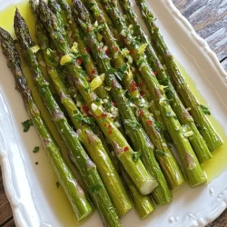 Lemon Garlic Roasted Asparagus is a simple and tasty dish. It takes just 25 minutes to make and serves four people. This dish shines with fresh flavors and pairs well with many meals. You can find the full recipe later. Here’s what you need for this dish: - 1 pound fresh asparagus, trimmed - 3 tablespoons olive oil - 2 tablespoons lemon juice - Zest of 1 lemon - 4 cloves garlic, minced - 1 teaspoon sea salt - ½ teaspoon black pepper - ½ teaspoon red pepper flakes (optional) - Fresh parsley, chopped (for garnish) These ingredients blend to create a bright and zesty flavor. You can get creative with this dish. Consider adding: - Cherry tomatoes for sweetness - Pine nuts for crunch - Parmesan cheese for a savory twist These add-ins can elevate your dish even more. Feel free to mix and match based on what you enjoy! First, gather your ingredients for lemon garlic roasted asparagus. You will need: - 1 pound fresh asparagus, trimmed - 3 tablespoons olive oil - 2 tablespoons lemon juice - Zest of 1 lemon - 4 cloves garlic, minced - 1 teaspoon sea salt - ½ teaspoon black pepper - ½ teaspoon red pepper flakes (optional) - Fresh parsley, chopped (for garnish) Next, preheat your oven to 425°F (220°C). Line a baking sheet with parchment paper. This helps the asparagus not stick. In a large bowl, mix the olive oil, lemon juice, lemon zest, minced garlic, sea salt, black pepper, and red pepper flakes. Whisk these ingredients together until well combined. The smell will be amazing! Now, add the trimmed asparagus to the bowl. Toss it gently to coat each piece with the lemon-garlic mixture. Make sure every spear gets that tasty flavor. Spread the coated asparagus in a single layer on your prepared baking sheet. This helps them cook evenly. Roast them in the preheated oven for about 12 to 15 minutes. Keep an eye on them. You want the asparagus to be tender and have a slight crisp on the edges. When they're ready, take them out of the oven. Transfer the asparagus to a serving platter. Garnish with chopped fresh parsley for a pop of color and flavor. Now, your dish looks and smells fantastic! Lemon garlic roasted asparagus makes a great side dish. Serve it with grilled chicken or fish for a balanced meal. You can also pair it with a fresh salad. If you want to impress guests, try serving it alongside a creamy risotto. This dish is not just healthy; it’s also very colorful. You can enjoy it warm or at room temperature. For the full recipe, visit the recipe section above. When you pick asparagus, look for bright green stalks. The tips should be closed and firm. Fresh asparagus feels crisp when you snap it. Avoid stalks that are limp or have brown spots. If you can, buy them from a local farm. This way, you get the best flavor. Roasting time can change based on the thickness of the stalks. Thin asparagus takes about 10-12 minutes. For thicker stalks, aim for 15-18 minutes. Always check for tenderness. You want them to be bright green and slightly crispy. If unsure, taste a piece. Use a large baking sheet to spread the asparagus out evenly. This helps them cook well. Make sure not to crowd the pan. If they overlap, they may steam instead of roast. Toss them halfway through cooking for even browning. If you want extra flavor, sprinkle some lemon zest on top before serving. You can find the full recipe above for all the steps. {{image_2}} You can switch up the lemon for other citrus fruits. Try lime or orange juice. Each adds a fun twist. Lime gives a sharp taste, while orange adds a sweet touch. You can also mix citrus juices for a bright flavor. Just keep the same amount of juice as in the Full Recipe. To make this dish more filling, add protein. Grilled chicken or shrimp pairs well with asparagus. For a vegetarian option, try chickpeas or tofu. Toss them in the lemon-garlic mix before roasting. This adds taste and texture to your meal. Want more flavor? Add spices or herbs. Thyme or rosemary brings a lovely aroma. A sprinkle of Parmesan cheese adds creaminess. You can also use balsamic glaze for a sweet touch. Experiment with these options to find your favorite flavor combo. After you make Lemon Garlic Roasted Asparagus, let it cool down. Place leftovers in an airtight container. This helps keep the flavors fresh. Store it in the fridge for up to three days. For the best taste, eat it soon. To reheat, I suggest using the oven. Preheat the oven to 350°F (175°C). Spread the asparagus on a baking sheet. Heat for about 5-10 minutes until warm. This keeps it crispy. You can also use a microwave. Heat on medium power for 1-2 minutes. Check to avoid overcooking. If you want to freeze it, first blanch the asparagus. Boil it for 2 minutes, then cool it in ice water. Pat it dry and place it in a freezer bag. Remove as much air as you can. Store in the freezer for up to three months. When you’re ready to eat, thaw it in the fridge overnight. Then roast or sauté it for a fresh taste. Enjoy your Lemon Garlic Roasted Asparagus from the [Full Recipe]! To roast asparagus, you need about 12 to 15 minutes. Set your oven to 425°F. Check for tenderness. The edges should be slightly crispy. This timing works well for medium-sized spears. If your asparagus is thinner, start checking at 10 minutes. For thicker spears, you might need 15 to 18 minutes. Yes, you can use frozen asparagus. However, fresh asparagus gives the best texture. If using frozen, do not thaw it first. Simply roast it straight from the freezer. Increase the roasting time by about 5 minutes. This helps cook off excess moisture. You still want it tender and tasty. Lemon Garlic Roasted Asparagus pairs well with many dishes. It goes great with grilled chicken or fish. You can also serve it with pasta for a hearty meal. This side dish adds a fresh touch to any plate. Consider serving it with rice or quinoa, too. It works well as a light snack or a part of a larger spread. For more details, check the Full Recipe. We covered everything you need to know about roasting asparagus. The key steps include selecting fresh asparagus, using simple ingredients, and following the cooking methods. I shared tips and tricks to make the process easy and fun. Plus, you learned how to store leftovers and heat them up later. Don't forget about variations to keep your meals exciting. Enjoy your time in the kitchen, and happy cooking!