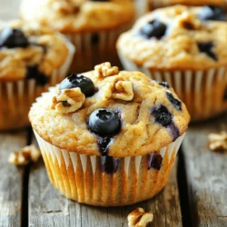 For these muffins, you need simple, healthy items. Gather these ingredients: - 2 ripe bananas, mashed - 1/3 cup melted coconut oil - 1/2 cup honey or maple syrup - 2 large eggs - 1 teaspoon vanilla extract - 1 teaspoon baking soda - 1/2 teaspoon salt - 1 teaspoon cinnamon - 1 1/2 cups whole wheat flour - 1 cup fresh or frozen blueberries These ingredients come together to make a tasty snack. You can add a crunch to your muffins. Try using: - 1/4 cup chopped nuts (walnuts or pecans) Nuts add great texture and flavor. They also boost the muffin's health benefits. Each ingredient plays a role in making these muffins healthy. - Bananas: They add natural sweetness and potassium. - Coconut oil: This oil offers healthy fats. - Honey or maple syrup: Both sweeteners provide energy and taste. - Eggs: They help bind the muffins and add protein. - Whole wheat flour: This flour adds fiber, helping digestion. - Blueberries: They are rich in antioxidants and vitamins. - Cinnamon: It gives flavor and may support blood sugar control. These muffins are not just delicious; they are also full of good nutrients. For the full recipe, check the main section. Start by preheating your oven to 350°F (175°C). This step ensures even baking. While the oven heats, prepare your muffin tin. Use paper liners or grease it with cooking spray. In a large bowl, mash the ripe bananas until smooth. Next, add the melted coconut oil. Mix them well until they blend together. Then, pour in the honey or maple syrup. Stir until the mixture is fully combined. Now, beat in the eggs one at a time. Each egg adds moisture and helps the muffins rise. After that, add the vanilla extract for a sweet aroma. In a separate bowl, combine the baking soda, salt, cinnamon, and whole wheat flour. This mix gives the muffins a nice rise and flavor. Gradually add this dry mix to the wet ingredients. Stir gently until just combined; avoid overmixing to keep them fluffy. Finally, gently fold in the blueberries and chopped nuts if you like. This adds texture and bursts of flavor in every bite. Once your batter is ready, evenly distribute it into your prepared muffin tin. Fill each cup about 3/4 full to allow room for rising. Place the muffin tin in the preheated oven. Bake for 18 to 20 minutes. To check if they are done, insert a toothpick into the center of a muffin. If it comes out clean, your muffins are ready. Let the muffins cool in the tin for about 5 minutes. This helps them firm up a bit before moving. After that, transfer them to a wire rack to cool completely. To ensure even cooking, try to use ripe bananas. They add natural sweetness and moisture. Make sure to mix the batter just enough; overmixing can make muffins dense. If you’re using frozen blueberries, do not thaw them before adding. This helps to keep the batter cool and prevents them from bleeding. Another tip is to rotate your muffin tin halfway through baking. This allows for even browning on all sides. Enjoy your healthy blueberry banana muffins as a nutritious snack! For the full recipe, check out the details above. If you're missing an ingredient, don't worry. You can swap some items easily. For example, if you lack whole wheat flour, use all-purpose flour instead. This will work fine, but it may change the taste a bit. You can also replace honey with agave syrup for a different sweet note. If you want a dairy-free option, use almond milk instead of eggs. Just remember, these swaps might affect texture and taste. To get moist muffins, use ripe bananas. They add natural sweetness and moisture. Be careful not to overmix the batter. Mixing too much can lead to tough muffins. When you fold in the blueberries, do it gently. This keeps the muffins soft and fluffy. Lastly, check the baking time. Overbaking will dry them out. Aim for a toothpick that comes out clean but not dry when checking for doneness. Avoid these common pitfalls for the best muffins. First, don’t skip the preheating step. It helps the muffins rise properly. Second, measure your flour correctly. Too much flour can make muffins dense. Use the spoon-and-level method for accuracy. Third, don’t skip the salt. Salt enhances the flavors and balances sweetness. Lastly, let the muffins cool before eating. They taste better when allowed to set a bit. Follow these tips and enjoy delicious, healthy blueberry banana muffins! For the full recipe, check out the details above. {{image_2}} You can easily make these muffins gluten-free. Use almond flour or a gluten-free flour blend. Both options keep the muffins moist and tasty. Just remember to use a 1:1 gluten-free flour mix for best results. Feel free to mix in other fruits! Chopped strawberries, raspberries, or even apples work great. You can also add spices like nutmeg for an extra kick. This keeps the muffins fresh and exciting each time you bake. To make these muffins vegan, swap the eggs for flax eggs. Mix one tablespoon of ground flaxseed with three tablespoons of water. Let it sit for a few minutes to thicken. You can also replace honey with maple syrup for sweetness. This way, everyone can enjoy these healthy treats! Don’t forget to check the Full Recipe for detailed instructions. To keep your muffins fresh, place them in an airtight container. This helps lock in moisture. You can also wrap them in plastic wrap before storing. Keep them at room temperature for up to three days. If you want to keep them longer, refrigeration is not the best choice. It can make them dry. Freezing is a great option. First, let the muffins cool completely. Then, place them in a freezer-safe bag. Remove as much air as possible to prevent freezer burn. You can freeze them for up to three months. When ready to eat, take one out and let it thaw at room temperature. For a warm treat, microwave it for about 15-20 seconds. These muffins last three days at room temperature. After that, check for signs of spoilage. If you see mold or a dry texture, it’s time to toss them. A stale smell also means they are no longer good. Enjoy your Healthy Blueberry Banana Muffins fresh, and check out the Full Recipe for more tips! You can use any oil you like. Olive oil and vegetable oil work well. Applesauce is another option for a low-fat choice. It keeps the muffins moist and adds flavor. You can even try melted butter if you prefer. Each option gives a different taste, so feel free to experiment. Check your muffins at 18 minutes. Insert a toothpick into the center. If it comes out clean, they are ready. If there is batter on the toothpick, bake for another 1-2 minutes. The tops should be golden brown and spring back when you touch them. Trust your senses; the smell will also tell you! Yes, you can make mini muffins! Just reduce the baking time. Bake them for about 10-12 minutes. Use a mini muffin tin and fill each cup about halfway. They are perfect for snacks or lunchboxes. Enjoy smaller bites of this healthy treat! For the complete recipe, check out the Full Recipe section above. In this post, we explored how to make healthy blueberry banana muffins. We covered key ingredients and their benefits, step-by-step baking instructions, and tips for moist muffins. We also discussed exciting variations like gluten-free and vegan options. Remember to store your muffins properly to keep them fresh. With these tips, you can bake delicious muffins every time. Enjoy trying new flavors and sharing them with friends!