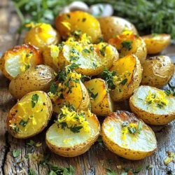 - 2 pounds baby potatoes, halved - 3 tablespoons olive oil - 2 tablespoons fresh lemon juice - Zest of 1 lemon - 1 teaspoon garlic powder - 1 teaspoon onion powder - 1 teaspoon dried oregano - 1 teaspoon dried thyme - Salt and pepper to taste - Fresh parsley, chopped for garnish Using baby potatoes makes this dish easy to prepare. Their small size means they cook quickly. Halve the potatoes for even cooking and better flavor absorption. Measure out the olive oil and lemon juice for the best taste. Fresh lemon juice adds zest, while the zest enhances the aroma. Keep your garlic and onion powders handy; they add depth to the dish. Use dried oregano and thyme to round out the flavors. Don’t forget to add salt and pepper to taste; they are essential for a balanced dish. You can change the flavor profile with some easy swaps. Consider adding fresh herbs like rosemary or basil for a new twist. If you want a kick, try adding a pinch of red pepper flakes. For a smoky flavor, include smoked paprika. You can also mix in some grated Parmesan cheese before roasting for richness. This recipe is flexible, so feel free to experiment! For the full recipe, check out the details above. To start, turn your oven to 400°F (200°C). Preheating is key for crispy potatoes. It helps them cook evenly and develop that nice golden color. Next, get 2 pounds of baby potatoes. Cut them in half and place them in a large mixing bowl. Add 3 tablespoons of olive oil, 2 tablespoons of fresh lemon juice, and the zest of one lemon. Sprinkle in 1 teaspoon each of garlic powder, onion powder, dried oregano, and dried thyme. Don’t forget salt and pepper to taste! Toss everything together. Make sure each potato is coated well. This mix gives your potatoes great flavor. Now, take a baking sheet and line it with parchment paper. Spread the coated potatoes in a single layer. Place them in the oven and roast for 30 to 35 minutes. Halfway through, toss the potatoes for even cooking. They should come out golden and crispy. Once done, let them cool for a couple of minutes. Finish by garnishing with fresh chopped parsley. Enjoy this simple and tasty side! You can find the full recipe for more details. To get crispy potatoes, you must follow a few simple steps. First, cut the baby potatoes into halves. Smaller pieces will crisp up better. After mixing them with oil and spices, spread them out on the baking sheet. Make sure they don’t touch. This allows warm air to circulate and crisp them up. Halfway through baking, toss the potatoes. This helps them brown evenly. Seasoning is key to tasty potatoes. Use fresh lemon juice and zest for a bright flavor. I love adding garlic and onion powder for depth. Dried oregano and thyme bring in an earthy taste. Don't forget salt and pepper! Use these to your liking. You can adjust them based on your taste. Always mix well so every piece is coated. You don’t need fancy tools for this recipe. A large mixing bowl works for mixing. A baking sheet lined with parchment paper helps with easy cleanup. Use a spatula for tossing the potatoes. An oven thermometer can help check the temperature. This ensures your oven is at the right heat. For the full recipe, check out the detailed steps above. {{image_2}} You can switch up the herbs for more flavor. Try using fresh rosemary or dill. Both add a nice twist. You can also mix in fresh basil for a sweet touch. If you want a kick, use fresh cilantro. Each herb brings its unique taste, making the dish fun and exciting. Lemon is great, but other citrus fruits work too. You can use lime for a zesty flavor. Grapefruit juice adds a bold twist. Orange juice gives a sweeter taste that pairs well with the potatoes. Experiment with different citrus to find your favorite! Consider adding extra veggies for more color and nutrients. Bell peppers or red onions roast nicely with potatoes. For a crunchy topping, sprinkle some breadcrumbs or nuts before baking. You can also add grated cheese right after roasting for a melty finish. Let your creativity shine with these fun options. For the complete recipe, check out the Full Recipe. After enjoying your Lemon Herb Roasted Potatoes, let them cool to room temperature. Place the cooled potatoes in an airtight container. This helps keep them fresh and tasty. Store them in the fridge for up to three days. If you want, you can add a piece of parchment paper to keep moisture away. To reheat the potatoes, you can use the oven or microwave. For the oven, preheat it to 350°F (175°C). Spread the potatoes on a baking sheet. Heat for about 15 minutes, until they are hot and crispy. If you use a microwave, place them on a microwave-safe plate. Heat for 1-2 minutes, checking to avoid overheating. You want them warm, not dry. You can freeze these roasted potatoes if you have leftovers. After cooling, place them in a freezer-safe bag. Remove as much air as possible before sealing. The potatoes can stay fresh for up to three months in the freezer. When ready to eat, thaw them overnight in the fridge. Reheat them in the oven for the best texture. For detailed cooking steps, check the Full Recipe. Yes, you can use different types of potatoes. Yukon Gold, red potatoes, or even sweet potatoes work well. Each type brings its own taste and texture. Yukon Gold gives a creamy feel, while red potatoes are waxy and hold their shape. Sweet potatoes add a unique sweetness. Just cut them to a similar size for even cooking. These potatoes pair well with many dishes. You can serve them with grilled chicken, steak, or fish. They also go great with salads or roasted veggies. For a complete meal, try them with a fresh green salad and a tangy dressing. They are a versatile side that fits many meals. Leftovers can last about 3 to 4 days in the fridge. Store them in an airtight container to keep them fresh. When you want to eat them again, just reheat in the oven or microwave. They may lose some crispness, but they will still taste great. For the best flavor, enjoy them within a few days. You can find the full recipe at the beginning of this article. This post covered every step for making delicious Lemon Herb Roasted Potatoes. We explored key ingredients, precise measurements, and variations for taste. I shared tips for achieving crispy potatoes and the best ways to store leftovers. Use these insights to enjoy your cooking and impress your friends. Feel free to experiment with herbs and spices that you love. Happy cooking!