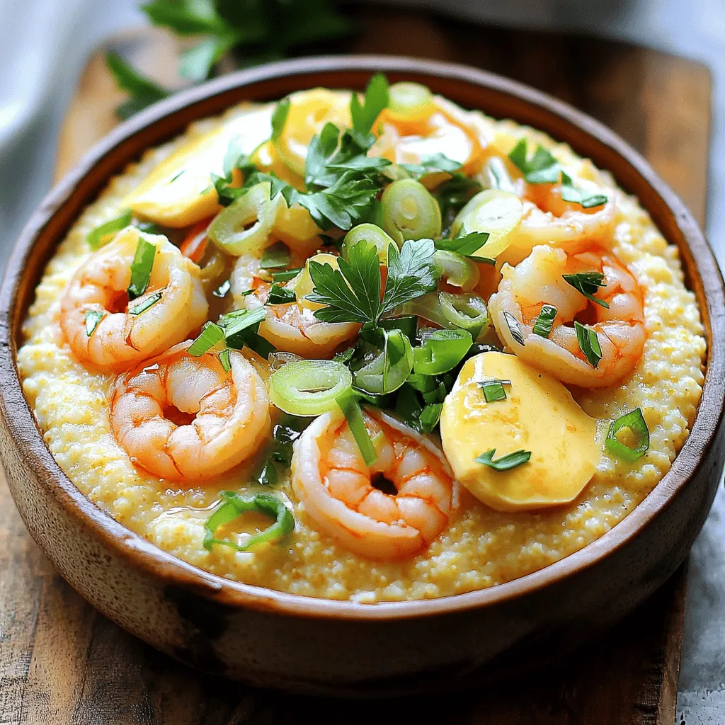 For a tasty shrimp and grits dish, you will need: - 1 cup stone-ground grits - 4 cups chicken broth - 1 lb large shrimp, peeled and deveined - 1 cup shredded sharp cheddar cheese - 1/2 cup milk - 4 slices smoked gouda cheese (for topping) - 3 tablespoons butter - 4 green onions, chopped (white and green parts separated) - 2 cloves garlic, minced - 1 teaspoon paprika - 1/2 teaspoon cayenne pepper (adjust for spice preference) - 1 tablespoon olive oil - Salt and pepper to taste - Fresh parsley for garnish You will need some basic tools to make this dish: - A medium saucepan for the grits - A large skillet for the shrimp - A whisk for mixing the grits - Measuring cups and spoons - A cutting board and knife for chopping Add some flair to your dish with these garnishes: - Extra chopped green onions - A sprinkle of chili flakes for added heat - A squeeze of lemon juice for brightness - Additional fresh parsley for color - Crispy bacon bits for a savory crunch This recipe gives you a rich taste of the South. It’s simple, yet packed with flavor. Enjoy the creamy grits and tender shrimp together for a meal that feels like a warm hug. For the full recipe, check out the details above. To start, grab a medium saucepan. Pour in 4 cups of chicken broth and heat on medium-high. Bring it to a boil. Then, slowly whisk in 1 cup of stone-ground grits. Once added, lower the heat to low. Let the grits simmer while stirring often. This should take about 30 minutes. You'll know they are ready when thickened. After cooking, stir in 1 cup of sharp cheddar cheese and 1/2 cup of milk. Add 2 tablespoons of butter for richness. Mix until creamy, then season with salt and pepper to taste. Keep these grits warm while you cook the shrimp. Next, take a large skillet and add 1 tablespoon of olive oil. Heat this over medium heat. When hot, toss in the white parts of the chopped green onions and 2 cloves of minced garlic. Sauté them for about 1-2 minutes until fragrant. Now, it’s time to add the shrimp. Use 1 pound of large shrimp, peeled and deveined. Sprinkle on 1 teaspoon of paprika, 1/2 teaspoon of cayenne pepper, and some salt and pepper. Cook the shrimp for 2-3 minutes on each side. They should turn pink and be cooked through. To finish, add 1 tablespoon of butter to the skillet, tossing everything to coat. Now, it’s time to put your dish together. Use a spoon to place a generous portion of the creamy cheese grits on each plate. Top the grits with the cooked shrimp and pour any pan juices over them. For a special touch, add a slice of smoked gouda cheese on top. Let it melt slightly for extra flavor. Finally, sprinkle the green parts of the chopped green onions and some fresh parsley for a pop of color. Your shrimp and grits are now ready to enjoy. For the complete recipe, check out the Full Recipe section. To make perfect grits, use stone-ground grits. They have more flavor and texture. Always use chicken broth for richer taste. Bring the broth to a boil first. Slowly whisk in the grits to avoid lumps. Stir often to keep them smooth. Cook them for about 30 minutes on low heat. They should get thick and creamy. After cooking, mix in cheese and milk for extra creaminess. Season with salt and pepper to taste. For tender shrimp, use large shrimp and ensure they are fresh. Peel and devein them before cooking. Heat olive oil in a large skillet over medium heat. Sauté the white parts of green onions and garlic first. This adds great flavor. Cook the shrimp just until they turn pink. This takes about 2-3 minutes per side. Overcooking makes shrimp rubbery. Make sure to season well with paprika and cayenne pepper. Having the right tools helps you cook better. Use a heavy-bottomed saucepan for the grits. It heats evenly and prevents burning. A large skillet works best for the shrimp. Use a whisk to stir the grits smoothly. A wooden spoon is great for mixing in cheese and milk. Don’t forget measuring cups and spoons for accuracy. A sharp knife helps with chopping green onions. Having these tools makes your cooking easier and more fun. For the full recipe, check out the detailed instructions above. {{image_2}} For a kick, add more cayenne pepper. It heats up the dish nicely. You can also toss in diced jalapeños while cooking the shrimp. This adds both heat and flavor. Another option is to use a spicy sausage in place of some shrimp. This gives it a bold twist that many love. If you want a veggie version, use mushrooms instead of shrimp. Cook the mushrooms in olive oil and season them well. Add garlic, salt, and pepper for taste. For the grits, you can use vegetable broth instead of chicken broth. Stir in some sautéed spinach or kale for extra nutrients. This option is hearty and satisfying too. Different areas have their own takes on this dish. In New Orleans, they often add andouille sausage and Cajun spices. In Charleston, they may use a rich gravy with tomatoes and bell peppers. Each region adds its unique flair. You can even try adding local seafood or vegetables for a personal touch. For the full recipe, check out the details above. To keep your shrimp and grits fresh, let them cool first. Place them in an airtight container. Store the dish in the fridge for up to three days. Keep the shrimp separate from the grits if you can. This helps them stay fresh longer. For best results, reheat shrimp and grits in a pan. Add a splash of milk or broth to the grits to keep them creamy. Heat over low to medium heat, stirring gently. Cook the shrimp in the pan for a few minutes until warmed through. You can also use a microwave, but stir every 30 seconds to ensure even heating. You can freeze shrimp and grits for later. Place the cooled dish in a freezer-safe container. It will stay good for up to three months. When ready to eat, thaw it overnight in the fridge. Reheat it gently on the stove. The texture may change slightly, but it will still be tasty. For the full recipe, refer to the detailed instructions earlier in this article. Use stone-ground grits for the best flavor and texture. They are coarser than other types. Instant or quick-cooking grits will not give the same creamy finish. Stone-ground grits take longer to cook but are worth it. They soak up flavors well and create a rich dish. Yes, you can prepare the grits and shrimp ahead of time. Cook the grits and keep them warm. Store shrimp in the fridge after cooking. Reheat both just before serving. Add a splash of milk to grits for creaminess. Cooking the shrimp fresh gives the best taste. Shrimp and grits can easily be gluten-free. Just ensure the chicken broth is gluten-free. Most brands are, but check the label. Use stone-ground corn grits, which are naturally gluten-free. This way, you enjoy a flavorful meal without gluten. Absolutely! You can use chicken, sausage, or even tofu for a vegetarian twist. Each option brings a unique flavor. Adjust cooking times based on the protein you choose. Chicken takes longer, while sausage cooks quickly. Pair your dish with a light salad or a side of sautéed greens. Cornbread or a biscuit complements the meal well. These sides add texture and balance to the creamy grits. You control the spice level. The cayenne pepper is adjustable. Start with less and add more to taste. You can also add hot sauce at the end for extra heat. Yes, frozen shrimp work just fine. Just make sure to thaw them first. Pat them dry before cooking for the best results. This helps them sear nicely. Add cheese, butter, or cream for a richer taste. You can also stir in some herbs or spices. Garlic and onion can boost flavor too. If your grits are too thick, add more broth or water. Stir until you reach the desired consistency. They should be creamy, not dry. You can find the full recipe in the article above. Enjoy cooking this Southern delight! This blog post covered how to make shrimp and grits. I shared key ingredients, cooking steps, and helpful tips. You learned about variations, storage methods, and answers to common questions. Remember, practice makes perfect when cooking shrimp and grits. Enjoy experimenting with flavors and techniques. Start cooking and delight your taste buds!