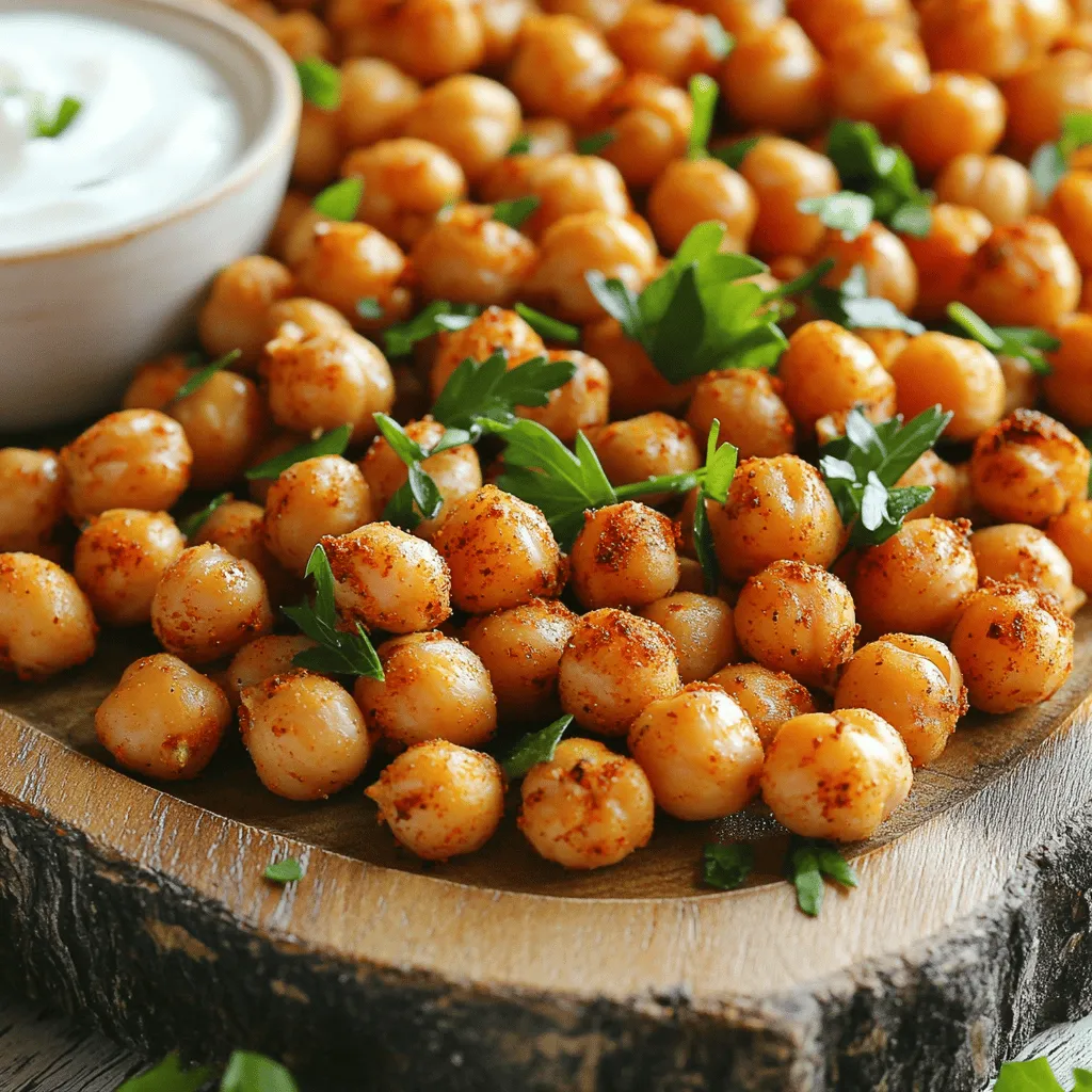 - 1 can (15 oz) chickpeas, rinsed and drained - 2 tablespoons olive oil - 1 teaspoon smoked paprika - 1 teaspoon ground cumin - 1/2 teaspoon cayenne pepper (adjust to taste) - 1/2 teaspoon garlic powder - 1/2 teaspoon onion powder - Salt to taste - Fresh parsley, chopped (for garnish) - Adjust spice levels: add more cayenne or chili powder - Include other seasonings: nutritional yeast or lemon zest I love using chickpeas for snacks! They are rich in protein and fiber. You can turn them crispy and tasty with simple spices. The key to great flavor is in the spices you pick. I often focus on smoked paprika and cumin for a warm flavor. If you like heat, add cayenne or chili powder. You can make it mild or spicy based on your taste. Don’t forget the garlic and onion powder! They add great depth. Fresh parsley gives a bright touch at the end. It's a tasty garnish and looks nice too. You can switch things up by adding nutritional yeast for a cheesy flavor. Zest from a lemon can bring in fresh brightness. For the full recipe, check the section above and see how easy it is to make this flavorful snack! - Preheat the oven to 400°F (200°C). - Pat the chickpeas dry with a kitchen towel. First, you want your oven nice and hot. This helps the chickpeas crisp up well. Next, drying them is key. Moisture will make them soggy, not crispy. Use a clean kitchen towel to soak up all water. - Toss with olive oil and spices until evenly coated. - Adjust seasoning to taste. In a big bowl, add the dry chickpeas. Pour in the olive oil and sprinkle the spices. I like to use smoked paprika and cumin for a nice kick. Mix them well so every chickpea gets coated. Taste a few to see if you want more spice or salt. - Arrange in a single layer on a baking sheet. - Roast for 25-30 minutes, stirring halfway. - Let cool slightly before serving. Spread the seasoned chickpeas on a baking sheet. Make sure they lie flat; this helps them roast evenly. Set your timer for 25 to 30 minutes. Stir them halfway to avoid burning. Once done, take them out and let them cool. This makes them even crispier. You can find the full recipe to guide you through this tasty process. To make your chickpeas super crunchy, dry them well. After rinsing, use a clean kitchen towel to pat them dry. This step is key. Any moisture will stop them from getting crispy. Next, choose your baking sheet wisely. I recommend using parchment paper. It helps prevent sticking and allows even cooking. Metal sheets work too, but parchment gives a better result. Want to kick up the flavor? Try adding more spices! Cayenne and smoked paprika are great choices. They add heat and depth. When mixing your spices, toss them in a bowl with the chickpeas. Coat them evenly for the best flavor. You can also experiment with a bit of lemon zest. It brightens the dish and adds freshness. Presentation matters! Serve your spicy roasted chickpeas in a nice bowl or on a wooden platter. This makes them look appealing. Pair them with a yogurt dip or hummus for a fun touch. This combo is perfect for a snack or an appetizer. You will impress your friends with this simple yet tasty dish. For the full recipe, check back to the beginning! {{image_2}} You can give your spicy roasted chickpeas a twist. Try a Mediterranean flavor. Use olive oil, dried oregano, and a splash of lemon juice. This mix adds a fresh taste. The lemon brightens the dish. It contrasts well with the spices. For something different, go for an Asian-inspired flavor. Use sesame oil instead of olive oil. Add minced garlic and fresh ginger. This combo brings a warm, rich taste. It pairs well with a dip like soy sauce or sweet chili sauce. If you need gluten-free options, check your seasonings. Many spices are naturally gluten-free. Just make sure to read the labels. You can also use gluten-free sauces for dipping, like tamari. This recipe is vegan-friendly too. You can enjoy these tasty chickpeas with plant-based dips. Pair them with hummus or a vegan yogurt dip. These pairings keep your snack healthy and satisfying. You can switch up how you cook your chickpeas. An air fryer is a great option. Set it to 375°F (190°C) and cook for about 20 minutes. Shake the basket halfway to ensure even cooking. If you want a quick method, try the stovetop. Heat a skillet over medium heat. Add your seasoned chickpeas and stir often for about 10 minutes. This gives you a crunch without turning on the oven. For the full recipe, check the earlier section in this article. Enjoy these variations and make them your own! To keep your spicy roasted chickpeas tasty, store them in an airtight container. A glass jar or a plastic container with a tight lid works great. Make sure they cool down before you seal them. This prevents moisture buildup and keeps them crisp. If you have a lot left, you can also use a resealable plastic bag. Just squeeze out the air before sealing. When it’s time to enjoy leftovers, reheating them can be tricky. To keep them crispy, use an oven or an air fryer. Preheat your oven to 350°F (175°C). Spread the chickpeas on a baking sheet and heat for about 10 minutes. If you want a quick option, you can use a microwave, but they may lose some crunch. Place them on a plate and heat for just 30 seconds to 1 minute. You can store roasted chickpeas in the pantry for about 1 week. They last longer when kept in the fridge, about 2 weeks. Watch for signs of spoilage. If you notice a stale smell, or if they look soft or soggy, it’s time to toss them. Always trust your nose and eyes! Roasted chickpeas stay crispy for about 2 to 3 days. Their crispiness depends on moisture. To keep them crunchy, store them in an airtight container. Avoid leaving them out in the open air. Leftover moisture can make them soggy. Always dry the chickpeas well before roasting. This step is key for crispiness. Yes, you can prepare spicy roasted chickpeas in advance. For meal prep, roast them and let them cool. Store the chickpeas in a cool, dry place. For best results, eat them within 2 to 3 days. You can also reheat them in the oven. This will help regain their crunch. You can use leftover chickpeas in many ways. Add them to salads for extra protein. Blend them into hummus for a creamy dip. Toss them into soups or stews for added flavor. You can also mash them and use them in veggie burgers. Their versatility makes them great for many dishes. Absolutely, this recipe is highly customizable. You can change the spice levels easily. Add more cayenne for a spicier kick. For a milder version, reduce the cayenne. You can also swap spices like smoked paprika for curry powder. This allows you to create unique flavor profiles. To summarize, we explored how to create delicious roasted chickpeas. You learned the main ingredients needed and steps for preparation. I shared tips to achieve crispiness and ideas for flavor variations. Storing leftovers properly helps maintain taste and texture. In conclusion, roasted chickpeas are versatile and simple to make. Experiment with spices and cooking methods to find your favorite version. Enjoy these healthy snacks anytime!