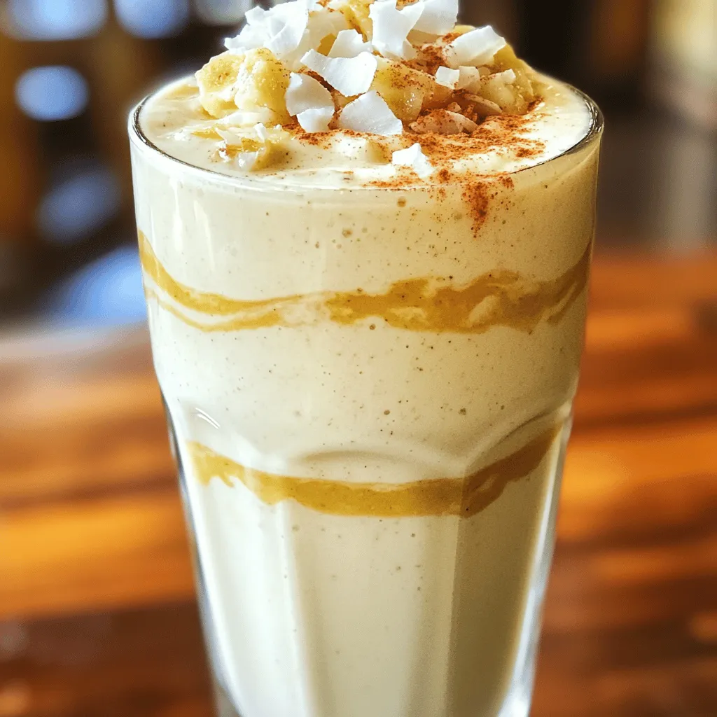 - 1 cup coconut milk (chilled) - 1/2 cup dates, pitted and chopped - 1 ripe banana - 1 tablespoon almond butter - 1 teaspoon vanilla extract - 1/2 teaspoon ground cinnamon - Ice cubes (optional) - Fresh coconut flakes (for garnish) The Coconut Date Shake starts with simple, healthy ingredients. Each one brings flavor and nutrition. Coconut milk adds a creamy texture and tropical taste. It is dairy-free and rich in good fats. Dates offer natural sweetness. They also pack fiber and nutrients. A ripe banana gives the shake a smooth, thick feel. It adds potassium, which is great for your heart. Almond butter boosts the shake with protein and healthy fats. Vanilla extract enhances the flavor. It makes the shake smell amazing too. Ground cinnamon adds warmth and spice. It can help with blood sugar levels. If you like your shake colder, add ice cubes. Fresh coconut flakes on top give a nice crunch and look. - Calories per serving: Approximately 250 - Macronutrient breakdown: 10g protein, 35g carbs, 12g fat - Health benefits of key ingredients: - Coconut milk: Good for hydration and heart health. - Dates: High in fiber; helps with digestion. - Banana: Great for energy and muscle function. - Almond butter: Supports heart health and keeps you full. - Cinnamon: May lower blood sugar and reduce inflammation. This shake is not just tasty; it's also good for you! You can find the full recipe above. - Step 1: Blending the ingredients Start by gathering all your ingredients. In a blender, combine the coconut milk, chopped dates, ripe banana, almond butter, vanilla extract, and ground cinnamon. Blend on high speed until the mix is smooth and creamy. This step is key for a delightful texture. - Step 2: Adjusting the texture and sweetness After blending, taste the shake. If it needs sweetness, add more dates or a bit of honey. For a thicker shake, toss in a handful of ice cubes and blend again. This makes your drink cold and refreshing, perfect for a warm day. - Step 3: Serving the shake Pour the shake into tall glasses. Top with fresh coconut flakes for a lovely look and added flavor. Serve right away to enjoy the freshness. - Choosing ripe bananas Select bananas that are fully ripe. They should be yellow with some brown spots. Ripe bananas add natural sweetness and creaminess to your shake. - Importance of chilled coconut milk Use chilled coconut milk for the best taste. It keeps your shake cold and refreshing. If your coconut milk is not cold, put it in the fridge for a while before use. - Blending for optimal creaminess Blend your shake until it is fully smooth. This ensures a creamy texture. If needed, stop the blender and scrape down the sides to mix everything well. To serve your Coconut Date Shake, use tall glasses. The shake looks great in clear glass. You can enjoy it alone or with snacks. This shake pairs well with fresh fruit or granola bars. The sweet taste complements salty snacks too. Try some rice cakes or nuts on the side. If you want to prepare this shake ahead, store leftovers in the fridge. Use a sealed container to keep it fresh. You can also prepare your ingredients in advance. Chop the dates and banana, and store them in the fridge. This will save you time when you're ready to blend. For the best taste, drink the shake within two days. For the full recipe, check the earlier section. {{image_2}} You can make your Coconut Date Shake even better with a few simple changes. One fun option is to add cocoa powder for a chocolate twist. Just mix in one tablespoon of cocoa powder when blending. This gives your shake a rich, chocolate flavor that you will love. Another idea is to try different nut butters. You can swap almond butter for peanut or cashew butter. Each nut butter brings its own taste and creaminess. It’s a great way to switch things up! If you're looking for vegan options, this shake is already vegan-friendly! Just make sure to use a plant-based milk like coconut milk. For a low-sugar variety, use fewer dates or try a sugar substitute. You can also add more banana for natural sweetness. This keeps the shake tasty without too much sugar. With these variations, you can enjoy a Coconut Date Shake that fits your taste and diet! For the full recipe, check the main section. To keep your coconut date shake fresh, use a glass jar or a plastic container. Glass jars work best since they do not hold odors. Make sure the container has a tight lid. This helps keep air out. You can store your shake in the fridge for up to two days. After that, the flavor and texture may change. If you want to save the shake for later, freezing is a great option. Pour the shake into ice cube trays or freezer-safe bags. Leave space at the top of the bag for expansion. When you want to enjoy it, take out the cubes or bags. To thaw, place them in the fridge overnight. If you use a bag, run it under warm water for a few minutes. You can blend the thawed shake again for a smooth texture. Enjoy your coconut date shake anytime! Can I use regular milk instead of coconut milk? Yes, you can use regular milk. However, coconut milk gives a rich flavor. It also adds a nice creaminess. If you want a dairy-free option, stick with coconut milk. How can I make the shake more filling? To make your shake more filling, add more fruits or nuts. A scoop of protein powder can help too. You might try adding oats for extra fiber. Is this recipe suitable for kids? Yes, this shake is great for kids. It has natural sweetness from dates and banana. Plus, it packs in nutrients. Just be mindful of any nut allergies. Troubleshooting common issues If your shake is too thin, add more banana or dates. Blend it longer for a smoother texture. If it tastes too sweet, add a pinch of salt. This helps balance flavors. Substituting ingredients effectively You can swap almond butter for peanut butter if you want. If you don’t have dates, try using honey or maple syrup. Just adjust the amount based on your taste. Check out the Full Recipe for more ideas! This blog post shared a simple, tasty shake recipe using coconut milk and fruits. You learned about the ingredients, their health benefits, and the step-by-step preparation. We discussed tips for the best taste and how to store or freeze leftovers. You can even customize the shake to fit your taste. Experiment with flavors and find what you love. Make this shake a healthy go-to in your kitchen!