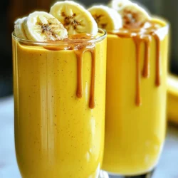 - 2 ripe bananas, frozen - 2 tablespoons smooth peanut butter - 1 cup almond milk (or milk of choice) - 1 tablespoon honey or maple syrup (optional) - 1/2 teaspoon vanilla extract - 1/4 teaspoon ground cinnamon - 1/4 cup Greek yogurt (for added creaminess) - Ice cubes (optional, for thickness) I love making this smoothie because it is quick and easy. You only need a few simple items. The key ingredient is ripe, frozen bananas. They give the smoothie a sweet and creamy base. Make sure to peel and slice them before freezing for easy blending. Smooth peanut butter adds richness. It pairs well with bananas. You can use any nut butter if you like. Just keep the ratio the same. I often choose almond milk for a lighter feel, but you can use any milk you prefer. If you want extra sweetness, add honey or maple syrup. This is optional, so taste first. Vanilla extract and ground cinnamon add nice flavor notes. They make the smoothie feel special and cozy. Greek yogurt makes the treat creamy and boosts protein. You can skip it for a vegan option. Finally, ice cubes can thicken it up if you like a colder drink. Mix all these ingredients, and you have a delicious smoothie. Check out the Full Recipe for detailed steps on how to blend everything together. - Step 1: Prepare the Bananas Start with two ripe bananas. Peel them and break them into chunks. Frozen bananas work best. They make the smoothie thick and cold. - Step 2: Add Ingredients to Blender Place the banana chunks in a blender. Next, add two tablespoons of smooth peanut butter. Then, include a quarter cup of Greek yogurt. This will make your smoothie creamy. - Step 3: Blend Until Smooth Pour in one cup of almond milk. If you like it sweet, add one tablespoon of honey or maple syrup. Don’t forget half a teaspoon of vanilla extract and a quarter teaspoon of ground cinnamon. Now, blend everything on high speed until it is smooth and creamy. - Step 4: Adjust Consistency and Taste Check the thickness of your smoothie. If you want it thicker, add ice cubes and blend again. Taste the smoothie and adjust sweetness if needed. Add more honey or syrup if you like it sweeter. Now you have a delicious Peanut Butter Banana Smoothie ready to enjoy! For the complete recipe details, check the Full Recipe section. - Achieving the Perfect Consistency To make a smooth smoothie, blend on high speed. Start with frozen bananas for a thick base. If it's too thick, add more almond milk. Blend again until you reach your desired texture. - Making it Creamier with Yogurt Adding Greek yogurt makes your smoothie creamier. It gives a rich flavor and adds protein. Use 1/4 cup as suggested in the recipe. This simple step creates a more satisfying drink. - Flavor Boosters and Sweetness Adjustments If you want a sweeter taste, add honey or maple syrup. You can also try other sweeteners like agave or stevia. Taste as you blend and adjust to your liking. - Beautifying Your Smoothie Presentation matters! Pour your smoothie into clear glasses. This lets the vibrant color shine through. Sprinkle ground cinnamon on top for a nice look. Add banana slices or a drizzle of peanut butter for extra flair. - Serving Suggestions Serve your smoothie chilled for the best taste. You can also garnish with nuts or seeds. This adds crunch and makes it more appealing. Enjoy it as a quick breakfast or a refreshing snack. {{image_2}} Vegan Peanut Butter Banana Smoothie If you're vegan, you can still enjoy this smoothie. Just swap almond milk for any plant-based milk. Use maple syrup for sweetness. This change keeps the flavors rich without dairy. High-Protein Options Want more protein? Add a scoop of your favorite protein powder to the mix. You can also use Greek yogurt, which adds creaminess and protein. This makes the smoothie a great post-workout snack. Nut-Free Alternatives If you need a nut-free option, use sunflower seed butter instead of peanut butter. It gives a similar flavor and is just as delicious. You can still use almond milk or switch to oat milk for a nut-free choice. Adding Greens (Spinach or Kale) Want to sneak in some veggies? Toss in a handful of spinach or kale. These greens blend well and add nutrients without changing the taste much. It’s a great way to boost your smoothie's health factor. Enhancing with Other Fruits Feel free to mix in other fruits. Berries like strawberries or blueberries pair well with bananas. You can also try mango or pineapple for a tropical twist. This adds flavor and makes your smoothie even more fun! Try these variations next time you whip up your Peanut Butter Banana Smoothie. For the full recipe, check out the details above! If you have leftover smoothie, refrigeration is best for short-term storage. Pour the smoothie into a jar or a glass. Seal it tightly with a lid. Store it in the fridge for up to 24 hours. The smoothie may separate after sitting. Just shake it well before drinking. For longer storage, freezing is an option. Pour the smoothie into ice cube trays or freezer bags. This way, you can save portions for future use. Smoothies can last in the freezer for about 2 to 3 months. When ready to enjoy, let it thaw in the fridge overnight or blend it frozen for a thick treat. Choose containers that seal well to keep the smoothie fresh. Glass jars are great. They do not absorb flavors. They also do not stain. Plastic containers with tight lids work well too. If you're freezing, use freezer-safe bags or trays. These are easy to store and take up less space. Can I use fresh bananas instead of frozen? Yes, you can use fresh bananas. But frozen bananas make the smoothie colder and creamier. If you use fresh, add some ice cubes for thickness. How to make a lower-calorie version? To cut calories, use unsweetened almond milk and skip the honey or syrup. You can also use less peanut butter or low-calorie peanut butter. What is the nutritional information for this smoothie? This smoothie has about 300 calories per serving. It includes protein, healthy fats, and fiber from bananas and peanut butter. The Greek yogurt adds extra protein and creaminess. How can I make this smoothie more filling? Add a scoop of protein powder or some oats. Both options will boost the fiber and protein content, making the smoothie more satisfying. Is it okay to use flavored peanut butter? Yes, flavored peanut butter adds a nice twist. Try chocolate or cinnamon flavors for a fun change. Just be aware that these may increase sugar content. How long does the smoothie last in the fridge? The smoothie is best when fresh. However, it can last up to 24 hours in the fridge. Just give it a good shake or stir before drinking. This blog post detailed how to make a Peanut Butter Banana Smoothie. You learned about key ingredients, easy steps for making it, and creative variations. These tips help you create a tasty drink. You can adjust flavors and make it fit your diet. Remember, storing leftovers properly ensures freshness. Now, you’re ready to blend your smoothie with confidence and enjoy a delicious treat!