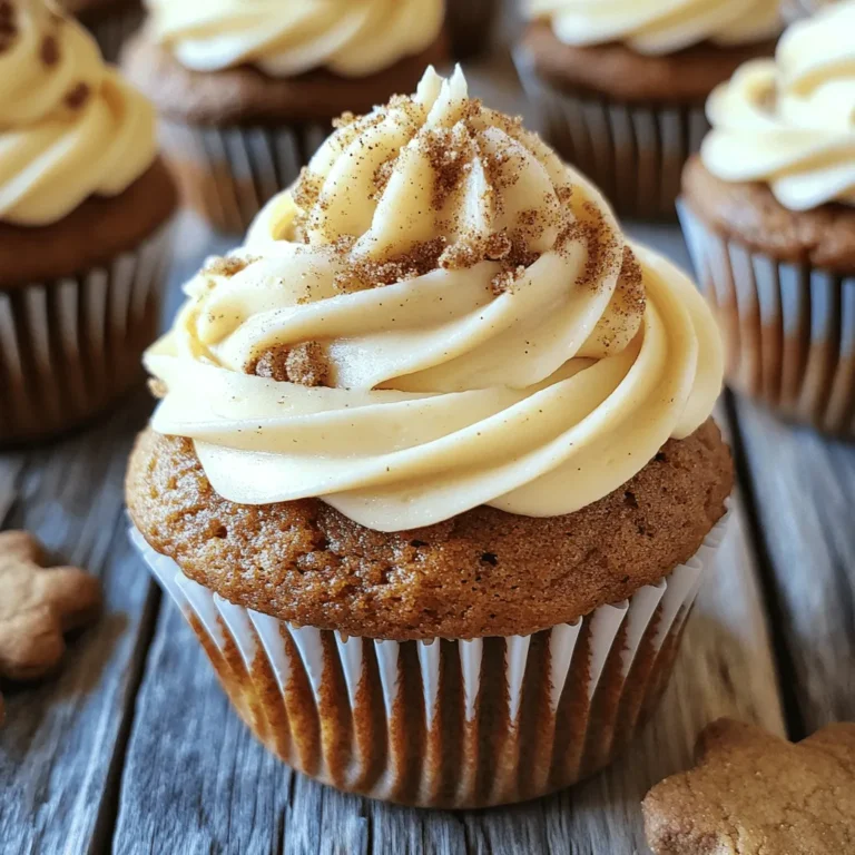 - 1 ½ cups all-purpose flour - 1 teaspoon baking powder - 1 teaspoon baking soda - ½ teaspoon salt - 2 teaspoons ground ginger - 2 teaspoons ground cinnamon - ½ teaspoon ground nutmeg - ½ cup unsalted butter, softened - 1 cup brown sugar - 2 large eggs - 1 teaspoon vanilla extract - ½ cup buttermilk - ½ cup brewed coffee, cooled When making Gingerbread Latte Cupcakes, I always start with fresh ingredients. They add the best flavor and texture. The all-purpose flour gives the cupcakes a nice base. Baking powder and baking soda ensure they rise well. The salt balances the sweetness. Spices are key for the gingerbread flavor. Ground ginger, cinnamon, and nutmeg bring warmth and cheer. I like to use high-quality ground spices for the best taste. Softened butter makes the batter creamy and rich. Brown sugar adds moisture and a hint of caramel flavor. Eggs help bind everything together. Vanilla extract adds a sweet note, while buttermilk keeps the cupcakes soft. Lastly, brewed coffee brings depth to the taste, tying the gingerbread and latte flavors together. - Cream cheese frosting - Crushed gingerbread cookies For the frosting, I recommend cream cheese. It pairs well with the spices. It adds a tangy note that balances the sweetness of the cupcakes. Top each cupcake with a sprinkle of crushed gingerbread cookies. They add a fun crunch and enhance the festive look. If you want the full process, check out the Full Recipe. You’ll find all the steps to create these delightful treats. Enjoy your baking! 1. Preheat the oven: Start by setting your oven to 350°F (175°C). This helps the cupcakes bake evenly. 2. Prepare the muffin pan: Line a muffin pan with cupcake liners. This keeps the cupcakes from sticking and makes cleanup easier. 1. Combine dry ingredients: In a medium bowl, whisk together the flour, baking powder, baking soda, salt, ginger, cinnamon, and nutmeg. Mix until well combined. This step adds flavor and helps the cupcakes rise. 2. Cream butter and sugar: In a large bowl, cream the softened butter and brown sugar together until light and fluffy. This takes about 2-3 minutes. A good cream makes your cupcakes tender. 1. Add eggs and vanilla: Add the eggs one at a time, mixing well after each addition. Then stir in the vanilla extract. This gives your cupcakes a rich flavor. 2. Alternate dry ingredients and buttermilk: Gradually add the dry mixture and buttermilk to the butter mixture. Start and end with the dry ingredients, mixing until just combined. This keeps the batter light. 1. Fold in cooled coffee: Gently fold in the cooled brewed coffee into the batter. This adds a lovely coffee flavor to your cupcakes. 2. Fill cupcake liners and bake: Spoon the batter into the prepared cupcake liners, filling each about two-thirds full. Bake in the preheated oven for 18-20 minutes. Check with a toothpick; it should come out clean. 1. Cool in the pan and on a wire rack: Let the cupcakes cool in the pan for about 5 minutes. Then transfer them to a wire rack to cool completely. This helps them stay moist and fluffy. For the full recipe, check the detailed instructions on how to make these delightful treats. To make fluffy cupcakes, use room temperature ingredients. Start with your eggs and butter. When they mix with sugar, they create air. This air makes your cupcakes light. Another key is not to overmix. Mix just until your batter is combined. Overmixing makes your cupcakes dense. Frosting your cupcakes can be fun! Use a piping bag for a pretty swirl. If you don’t have one, a zip-lock bag works, too. For a smooth finish, make sure your frosting is soft. If it’s too thick, add a splash of milk. This helps it spread easily on top of your cupcakes. Want more spice? Try adding a pinch of ground cloves or allspice. These spices boost the warm flavors in your cupcakes. For coffee, use a rich brew. Dark roasts add depth. If you prefer something lighter, a medium roast works well, too. For the full recipe, check the details above! {{image_2}} You can switch up the frosting for your Gingerbread Latte Cupcakes. Cream cheese frosting is a classic choice. It adds a rich flavor that pairs well with gingerbread. You can also try a maple frosting for a nice twist. Maple adds sweetness and warmth. If you want vegan options, use coconut cream instead of butter. Blend it until smooth and add powdered sugar. You can make a simple vanilla vegan frosting too. Just mix vegan butter with vanilla and sugar. If you need gluten-free cupcakes, swap all-purpose flour for almond or oat flour. Both work well and add a nice flavor. You can also use a gluten-free blend, which gives a similar texture. For those who are dairy-free, replace buttermilk with almond milk. Add a splash of lemon juice to mimic the tang of buttermilk. This keeps your cupcakes moist and tasty without dairy. Want to make mocha cupcakes? Fold in some chocolate chips into the batter. This adds a deep chocolate flavor that complements the coffee notes. You can also play with spices. Try adding a pinch of cardamom or allspice for an extra kick. These spices add depth and warmth, perfect for the holidays. Experiment and see which flavors you love best! Store your baked Gingerbread Latte Cupcakes at room temperature. Keep them in an airtight container. This helps keep them moist. They can last for about three days this way. If you want to keep them fresh longer, place a piece of bread in the container. The bread adds moisture and helps the cupcakes stay soft. For long-term storage, you can freeze the cupcakes. First, let them cool completely. Then, wrap each cupcake in plastic wrap. Place the wrapped cupcakes in a freezer-safe bag or container. They can stay in the freezer for up to three months. When you’re ready to eat them, take out what you need. Thaw them in the fridge overnight. For a quicker method, leave them at room temperature for 1-2 hours. Avoid using a microwave, as it can make them dry. To check if your cupcakes are fresh, look for signs of spoilage. If they smell off or look moldy, throw them away. A simple way to test them is by touching the cupcake. If it feels hard or dry, it may not taste good. Enjoy your Gingerbread Latte Cupcakes while they are fresh for the best flavor! Making these cupcakes is fun and simple! First, gather all your ingredients. Then, preheat your oven to 350°F (175°C). Line a muffin pan with cupcake liners. In a medium bowl, mix the flour, baking powder, baking soda, salt, and spices. In another bowl, cream softened butter and brown sugar until fluffy. Add eggs and vanilla. Alternate mixing in the dry ingredients and buttermilk. Finally, fold in brewed coffee. Fill the cupcake liners and bake for 18-20 minutes. Let them cool before frosting. Yes, you can use instant coffee! Instant coffee gives you a strong flavor. Just mix two teaspoons of instant coffee with half a cup of hot water. This is a good substitute for brewed coffee. However, brewed coffee often adds a smoother taste. I recommend sticking with brewed coffee for the best flavor in your cupcakes. You can add a lot of fun touches! Use cream cheese frosting and sprinkle crushed gingerbread cookies on top. Add colorful holiday sprinkles for a festive look. Decorating with tiny candy canes or chocolate shavings can also be fun. Serve these cupcakes on a pretty platter for a holiday feel. Yes, you can make vegan adaptations! Use plant-based butter instead of regular butter. Replace eggs with flax eggs or applesauce. Use almond milk or soy milk in place of buttermilk. Ensure your coffee is also vegan. These swaps will keep the flavor while making them vegan-friendly. Pair these cupcakes with a warm cup of coffee or tea. For a holiday treat, serve with hot chocolate. You can also enjoy them with a scoop of vanilla ice cream. These pairings enhance the cozy flavors of the cupcakes. Yes, you can find the Full Recipe for Gingerbread Latte Cupcakes. Follow the detailed instructions for perfect results! In this post, we explored how to make delicious Gingerbread Latte Cupcakes. You learned about the key ingredients needed, along with step-by-step instructions. We also shared tips for perfecting your bake and ideas for variations to try. Remember, you can customize these cupcakes with different frostings and flavors. Feel free to experiment while baking. Enjoy your time in the kitchen, and share your creations with friends and family!