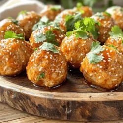 - 1 lb ground chicken - 1/2 cup breadcrumbs - 1/4 cup grated Parmesan cheese - 1/4 cup green onions, finely chopped - 1 egg, beaten - 2 cloves garlic, minced - 1/2 teaspoon ginger powder - 1/4 teaspoon black pepper - Salt to taste - 1/2 cup sweet chili sauce - 1 tablespoon soy sauce - 1 tablespoon sesame oil - Sesame seeds for garnish - Fresh cilantro for garnish The right ingredients make all the difference. I love using ground chicken for these meatballs. It is lean and flavorful. Breadcrumbs help bind the meatballs and add a nice texture. Grated Parmesan cheese gives a rich taste. Green onions add a fresh crunch. I always use fresh garlic and ginger powder for depth. Black pepper and salt bring out all the flavors. Sweet chili sauce adds a sweet and spicy kick. Soy sauce enhances the umami, while sesame oil gives it a nutty aroma. Lastly, sesame seeds and fresh cilantro make the dish pop with color. - Mixing bowl - Baking tray - Parchment paper - Small saucepan - Measuring cups and spoons Having the right tools makes cooking easier. A mixing bowl is essential for combining all the ingredients. A baking tray lined with parchment paper helps with clean-up. Use a small saucepan for making the glaze. Measuring cups and spoons ensure you get the right amounts every time. For the full recipe, check out the linked section. - Preheat your oven to 400°F (200°C). - Line the baking tray with parchment paper. - Combine all ingredients in a mixing bowl. - Use the following ingredients: - 1 lb ground chicken - 1/2 cup breadcrumbs - 1/4 cup grated Parmesan cheese - 1/4 cup green onions, finely chopped - 1 egg, beaten - 2 cloves garlic, minced - 1/2 teaspoon ginger powder - 1/4 teaspoon black pepper - Salt to taste - 1/2 cup sweet chili sauce - 1 tablespoon soy sauce - 1 tablespoon sesame oil Mix thoroughly for flavor integration. You want every bite to taste amazing. - Shape the mixture into meatballs. Aim for about 1 inch in diameter. - Place them on the prepared baking tray. Leave space between each one. - Bake for 20-25 minutes until golden brown. You want them cooked through and firm. For the full recipe, refer to the earlier sections. Enjoy your cooking! To make great meatballs, use cold ingredients. Cold meat and eggs help keep the texture firm. This makes the meatballs hold their shape better when cooking. Be careful not to overmix the meatball mixture. Mixing too much can make them tough. Stir just until the ingredients blend, and you will get a nice, tender meatball. Adjust the sweetness and heat of the sauce based on your taste. If you want it sweeter, add more sweet chili sauce. For more heat, a dash of hot sauce works well. Simmer the glaze to deepen its flavor. This step helps blend the tastes and gives a rich, savory taste that makes the meatballs shine. Garnish your meatballs with sesame seeds and fresh cilantro. This adds color and flavor to your dish. For serving, consider placing the meatballs on a platter with toothpicks for easy grabbing at parties. You can also serve them over rice or noodles for a hearty family dinner. For the full recipe, check the complete list above. {{image_2}} You can easily switch up the protein in these meatballs. If you prefer turkey, it works great. Ground turkey keeps the dish light and lean. You can also use ground pork for a richer flavor. For those who want a meat-free option, try using lentils or chickpeas. Both options give a nice texture. Just mash or blend them with spices to form a base. You can add some grated vegetables for extra nutrition and flavor. If you love spice, try adding more heat to the sweet chili sauce. A splash of sriracha or red pepper flakes can do wonders. You can also mix in some lime juice for a zesty kick. Want to make your own glaze? It’s simple! Just combine honey, soy sauce, and a little vinegar. Simmer it until it thickens. This homemade glaze adds a unique twist to your meatballs. These meatballs taste amazing with rice or noodles. Serve them over fluffy jasmine rice for a tasty meal. If you like, toss them with noodles and vegetables for a quick stir-fry. They also shine as appetizers. Place them on a platter with toothpicks for easy serving at parties. Guests will love the sweet and spicy flavor. You can even drizzle extra sauce on top for a pretty finish. For the full recipe, check out the Sweet Chili Chicken Meatballs section above. After you enjoy your sweet chili chicken meatballs, let them cool down. This step is key for safety. Place the meatballs in an airtight container. This helps keep them fresh for later. Make sure to store them in the fridge. They can last for about three to four days this way. To reheat the meatballs, use your oven. Set it to 350°F (175°C) for best results. Place the meatballs on a baking sheet. Cover them with foil to keep moisture in. Heat them for about 15 minutes. This method keeps them juicy and tasty. You can also use a microwave. Heat them in short bursts of 30 seconds. Check often to avoid overcooking. You can freeze the meatballs for longer storage. Freeze them before or after baking. If you freeze them raw, shape them into balls and place them on a tray. Once frozen, transfer them to a bag. If baked, let them cool first. Then, store them in a freezer-safe container. To thaw, move them to the fridge overnight. Reheat them the same way as above for the best taste. To make Sweet Chili Chicken Meatballs, follow these key steps: 1. Preheat the oven to 400°F (200°C). 2. Mix the meatball ingredients in a large bowl. This includes ground chicken, breadcrumbs, and Parmesan cheese, along with green onions, beaten egg, garlic, ginger powder, black pepper, and salt. 3. Shape the mixture into small meatballs, about one inch in size. 4. Bake the meatballs for 20 to 25 minutes. They should be golden brown and cooked through. 5. Prepare the sweet chili glaze by mixing sweet chili sauce, soy sauce, and sesame oil in a small saucepan. Heat it gently. 6. Coat the meatballs in the glaze after baking. Toss them gently to ensure they are well-covered. This method gives you juicy meatballs with rich flavor. For the full recipe, refer to the recipe section. Yes, you can use other types of meat. Ground turkey works well and has a similar taste. Pork also makes a tasty option, adding a bit of richness. If you want a vegetarian choice, use plant-based ground meat or finely chopped mushrooms. Remember, each meat changes the flavor slightly. Ground turkey will be lighter, while pork will add more fat. Sweet Chili Chicken Meatballs pair well with several side dishes. Here are some popular ideas: - Rice: White, brown, or jasmine rice complement the meatballs nicely. - Noodles: Try serving them over rice noodles for a fun twist. - Vegetables: Steamed broccoli or stir-fried veggies add color and nutrition. - Salad: A fresh salad can balance the rich flavors of the dish. - Dipping sauce: Serve extra sweet chili sauce on the side for those who enjoy more heat. In this blog post, we explored how to make Sweet Chili Chicken Meatballs. You learned about essential ingredients, smart kitchen tools, and simple step-by-step instructions. I shared tips for perfecting meatballs and ways to present your dish. Don't forget the variations and storage tips to keep your meatballs fresh. This recipe is fun and easy to adapt. Enjoy creating your version and share it with family and friends. Remember, your cooking journey is all about trying new things and having fun!