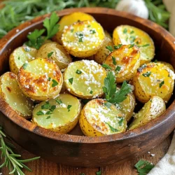 - 2 pounds baby potatoes, halved - 3 tablespoons olive oil - 4 cloves garlic, minced - 1 cup freshly grated Parmesan cheese These main ingredients form the heart of the dish. The baby potatoes are small and tender, making them perfect for roasting. Olive oil helps create a crispy outer layer. Garlic adds a wonderful aroma and flavor. Parmesan cheese brings a rich, savory taste that pairs well with the potatoes. - 1 tablespoon fresh rosemary, chopped (or 1 teaspoon dried) - 1 teaspoon paprika - Salt and pepper to taste - Fresh parsley for garnish The seasoning and garnish elevate the dish. Fresh rosemary adds a hint of earthiness, while paprika gives a warm color. Salt and pepper balance the flavors. Fresh parsley brightens the dish and adds a pop of color. Together, these ingredients create a delightful blend that makes every bite memorable. For the full recipe, check the main article. 1. Preheating the oven: Start by setting your oven to 425°F (220°C). This high heat helps the potatoes get crispy. 2. Mixing the ingredients: In a large bowl, combine the halved baby potatoes with 3 tablespoons of olive oil. Make sure each potato gets a good coating of oil. Then, add 4 cloves of minced garlic, 1 cup of freshly grated Parmesan cheese, 1 tablespoon of chopped fresh rosemary, and 1 teaspoon of paprika. Season with salt and pepper to taste. Mix everything well until the potatoes are fully coated with the tasty mixture. 3. Spreading on the baking sheet: Line a baking sheet with parchment paper for easy cleanup. Spread the seasoned potatoes in a single layer. This helps them cook evenly and get nice and crisp. 4. Baking time and flipping tips: Roast the potatoes in the oven for 25-30 minutes. About halfway through, take them out and flip the potatoes. This ensures all sides get golden brown and crispy. 5. Cooling and garnishing before serving: Once they are done, remove the potatoes from the oven. Let them cool slightly. This keeps them from being too hot to handle. Before serving, sprinkle fresh parsley on top for a pop of color and flavor. You can find the Full Recipe for these tasty potatoes in the earlier sections. Enjoy your delicious side dish! To get the best crispy potatoes, space them well on the baking sheet. If they touch, they will steam instead of crisp. Keep them in a single layer. This allows hot air to circulate around each piece. I recommend an oven temperature of 425°F (220°C). This high heat helps achieve that golden brown finish we love. You can boost the flavor with extra spices and herbs. Try adding thyme or oregano for a fresh twist. If you enjoy heat, add a pinch of cayenne pepper. For a smoky flavor, swap paprika for smoked paprika. These simple changes can make your dish even more exciting. Presenting your crispy potatoes well makes them even more appealing. Serve them in a rustic wooden bowl. This adds charm to your dish. Garnish with fresh parsley and a sprinkle of Parmesan for extra flair. Placing a few sprigs of rosemary around the bowl gives a lovely look and aroma. Make your meal not only tasty but also beautiful! {{image_2}} You can switch the Parmesan cheese for other types. Try aged cheddar for a strong taste. Feta adds a salty kick that pairs well. Goat cheese gives a creamy texture and tang. Each cheese changes the flavor, so feel free to experiment! Mix in other veggies for extra color and taste. Carrots or bell peppers add sweetness. Broccoli or Brussels sprouts bring a nice crunch. Just chop them to a similar size as the potatoes. This way, everything cooks evenly and tastes great. Want to spice things up? You can add red pepper flakes for heat. Smoked paprika gives a smoky flavor. Italian seasoning adds a mix of herbs. Just adjust the amount to your taste. These changes keep the dish exciting and new. For the full recipe, check out the [Full Recipe]. After you enjoy your Parmesan Garlic Roasted Potatoes, store any leftovers in the fridge. Place them in an airtight container. This keeps them fresh and tasty. They can last about 3 to 4 days. If you want to enjoy them later, make sure to let them cool down first. This helps keep the moisture in check. To reheat, I suggest using an oven or an air fryer. These methods help keep the potatoes crispy. Preheat your oven to 350°F (175°C). Spread the potatoes on a baking sheet. Heat them for about 10 to 15 minutes. If you use an air fryer, set it to 350°F (175°C) and heat for about 5 to 7 minutes. Check them often to avoid burning. Yes, you can freeze Parmesan Garlic Roasted Potatoes! However, the texture may change. If you plan to freeze them, let them cool completely. Then, place them in a freezer-safe bag. Remove as much air as possible before sealing. They can last up to 2 months in the freezer. When you are ready to eat them, thaw in the fridge overnight before reheating. Parmesan Garlic Roasted Potatoes stay fresh for about three to five days in the fridge. Store them in an airtight container to keep them tasty. Yes, you can make these potatoes ahead of time. Cook them as directed, then let them cool. Once cooled, place them in the fridge. When you are ready to eat, simply reheat them in the oven for a few minutes. This keeps them crispy and warm. These roasted potatoes go well with many main dishes. Try serving them with grilled chicken, steak, or fish. They also pair nicely with a fresh salad or steamed vegetables. You can even serve them alongside a hearty soup for a cozy meal. For more ideas, check out the Full Recipe. Parmesan Garlic Roasted Potatoes are easy and delicious. We covered the key ingredients, like baby potatoes, garlic, and Parmesan cheese. You learned how to prepare, roast, and garnish them for the best results. I shared tips for crispy texture, flavor variations, and creative presentations. These potatoes shine as a side dish or snack. Enjoy trying this recipe and making it your own! With the right spices and techniques, you will impress everyone at your table. Happy cooking!