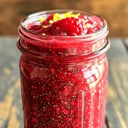 - 2 cups fresh raspberries - 1 tablespoon lemon zest - 2 tablespoons fresh lemon juice - 2 tablespoons honey or maple syrup - 3 tablespoons chia seeds - A pinch of salt To make Raspberry Lemon Chia Jam, start with fresh raspberries. They bring bright flavor and color. Lemon zest adds a zesty kick, while lemon juice brightens the entire mix. Sweeten your jam with honey or maple syrup. This will balance the tartness of the raspberries. Chia seeds are the magic ingredient. They thicken the jam and pack in healthy omega-3s. Just a pinch of salt rounds out the flavors. - Additional sweeteners - Flavorful extracts - Fresh herbs for garnish Feel free to adjust the sweetness. You can add more honey or maple syrup if needed. For a twist, consider adding vanilla or almond extract. Fresh herbs like mint or basil can add a unique touch as a garnish. Get creative! The goal is to make your jam truly yours while keeping it healthy. For the full recipe, check the details provided above. To start, gather your fresh raspberries, lemon zest, lemon juice, and sweetener. Place them in a medium saucepan. I love using honey, but maple syrup works too. Heat the mixture over medium heat. Stir occasionally for about 5-7 minutes. You will see the raspberries break down as they cook. The mixture should become syrupy and fragrant. Next, remove the saucepan from the heat. Stir in the chia seeds and a pinch of salt. The chia seeds are key. They will absorb liquid and help thicken the jam. Allow the mixture to cool for about 10-15 minutes. This cooling time is important for the perfect jam consistency. After cooling, take a taste. Adjust the sweetness if needed by adding more honey or maple syrup. Once you are happy with the flavor, transfer the jam to a clean jar. Seal it well and refrigerate. You can enjoy this jam for up to two weeks. The chia seeds will continue to thicken the jam as it chills. For the full recipe, check out the section above. To get the best texture in your jam, watch the cooking temperature. Medium heat works well. If it’s too high, the jam may burn. Stir the mix often to help it cook evenly. After cooking, let the jam cool for about 10-15 minutes. The chia seeds will absorb liquid and thicken the mix. This cooling time is key for the right consistency. When measuring honey or maple syrup, use a liquid measuring cup. This helps you see the amount clearly. Taste the jam before it cools down. If it needs more sweetness, you can add a bit more honey or syrup. Mix well and taste again. You want it just right for your taste buds. Make your jam look pretty in a jar. You can tie a ribbon around the jar or add a cute label. For serving, spread it on toast for breakfast. It also tastes great on yogurt or pancakes. You can even use it as a topping for desserts. The bright color and flavor will impress anyone! {{image_2}} You can mix and match flavors for your Raspberry Lemon Chia Jam. Try adding a berry mix. Use strawberries or blueberries to create a vibrant blend. This mix gives a sweet and tangy taste. It brightens up your breakfast. Alternatively, add a citrus twist. Zest some orange or lime into the jam. This adds a fresh layer of flavor that wakes up your taste buds. Want to make your jam even healthier? You can add superfoods like cinnamon or turmeric. These spices not only add flavor but also boost nutrition. Cinnamon can help with blood sugar. Turmeric has anti-inflammatory benefits. You can also use lower-calorie sweeteners. Try using stevia or monk fruit. These options keep the jam sweet without extra calories. If you follow a vegan diet, you can swap honey for maple syrup. This keeps the jam plant-based and still tasty. Also, this recipe is gluten-free. You don’t need to worry about gluten in chia seeds. This makes it a perfect treat for everyone. Enjoy this jam on toast, yogurt, or even in desserts. For the full recipe, check out the [Full Recipe]. To keep your raspberry lemon chia jam fresh, seal it tightly in a jar. Use a clean spoon each time you scoop out jam. This helps prevent bacteria from growing. The ideal temperature for your refrigerator is around 34°F to 40°F. This cooler range keeps your jam tasty and safe to eat. If you want to store the jam longer, freezing is a great choice. Use an airtight container or freezer-safe jar to prevent freezer burn. Leave some space at the top for expansion. To thaw, move the jar to the fridge for several hours or overnight. You can also run the jar under cool water for a quick thaw. In the fridge, your jam lasts about two weeks. Look for signs of spoilage like mold or an off smell. If you see any changes, it’s best to toss it. Keeping your jam sealed and stored properly helps it stay fresh longer. For more details on how to make this delicious jam, check the Full Recipe. Raspberry Lemon Chia Jam lasts up to two weeks in the fridge. Store it in a clean jar. Make sure the jar is sealed well to keep it fresh. After two weeks, check for any signs of spoilage. If it smells off or looks different, it's best to toss it. Yes, you can use frozen raspberries! Just let them thaw first. Frozen raspberries work well and save time. They may have more water, so cook them a little longer. This helps to get the right jam texture. Chia seeds add fiber, protein, and healthy fats. They are great for digestion and can help keep you full. They also contain omega-3 fatty acids, which are good for heart health. Plus, they help thicken the jam without using pectin. Absolutely! You can lower the sweetener to fit your taste. Start with less honey or maple syrup and taste as you go. The natural sweetness from the raspberries and lemon will still shine through. To make this jam without added sugar, skip the sweeteners altogether. Use ripe, sweet raspberries for natural sweetness. You can also add a bit of mashed banana for extra flavor and sweetness. This keeps the jam tasty and healthy. For the full recipe, check out the instructions above. This blog shared how to make Raspberry Lemon Chia Jam. I covered ingredients, cooking steps, and helpful tips. You learned about mixing flavors and health boosts too. Remember to store it right for best taste. Experimenting with this recipe can lead to yummy variations. Enjoy your jam on toast or in yogurt. Making it your way makes it special. I hope you feel inspired to create.
