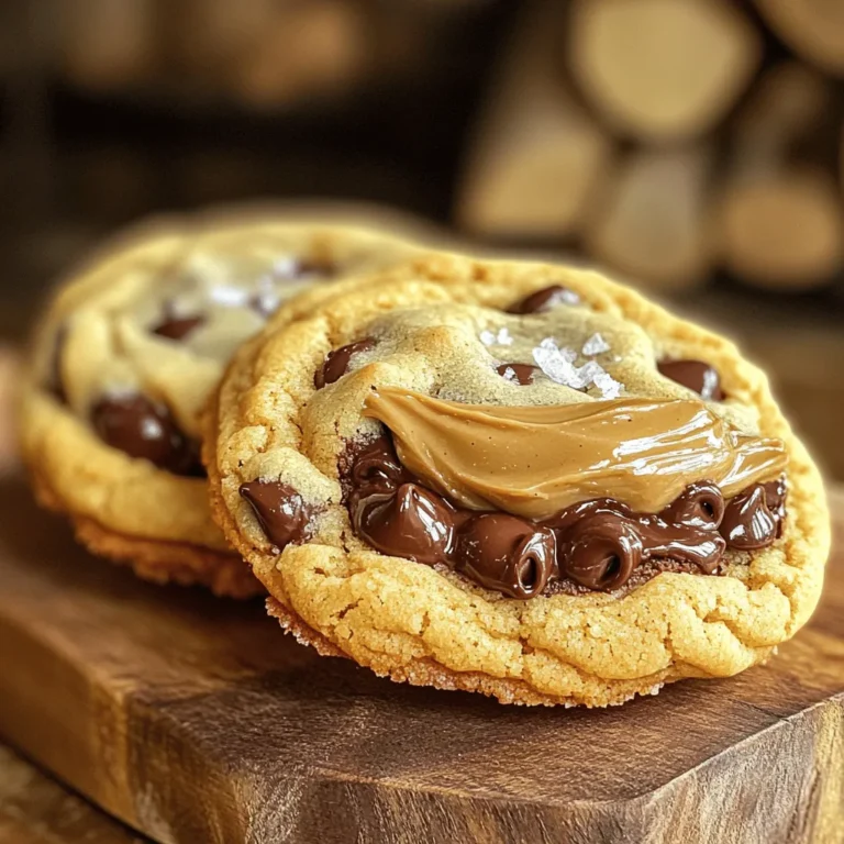To make Biscoff stuffed chocolate chip cookies, you need these simple ingredients: - 1 cup all-purpose flour - 1/2 teaspoon baking soda - 1/4 teaspoon salt - 1/2 cup unsalted butter, softened - 1/2 cup brown sugar, packed - 1/4 cup granulated sugar - 1 teaspoon vanilla extract - 1 large egg - 1 cup chocolate chips (semi-sweet or milk chocolate) - 1/2 cup Biscoff spread - Sea salt, for sprinkling Each ingredient plays a key role in making these cookies delicious. The flour gives the cookies structure. Baking soda helps them rise, making them fluffy. Salt brings out the sweet flavors. Butter adds a rich taste and a soft texture. Brown sugar adds moisture and a hint of caramel flavor. Granulated sugar gives the cookies a nice crunch. Vanilla extract adds warmth and depth. The egg binds the dough and keeps it moist. Chocolate chips provide bursts of sweetness in every bite. Biscoff spread brings a unique flavor that makes these cookies special. Finally, a sprinkle of sea salt enhances all the flavors. With these ingredients, you are ready to create a delightful treat that everyone will love. First, set your oven to 350°F (175°C). This is the perfect temperature for baking. While the oven heats, grab two baking sheets. Line them with parchment paper. This helps prevent sticking and makes cleanup easy. In a medium bowl, whisk together 1 cup of all-purpose flour, 1/2 teaspoon of baking soda, and 1/4 teaspoon of salt. Mixing these dry ingredients is key for even flavor. Set this bowl aside for now. In a large bowl, cream together 1/2 cup of softened unsalted butter, 1/2 cup of packed brown sugar, and 1/4 cup of granulated sugar. Use a hand mixer or a wooden spoon. Mix until the mixture looks light and fluffy. This should take about 2-3 minutes. This step adds air and makes cookies soft. Next, beat in 1 large egg and 1 teaspoon of vanilla extract. Make sure to mix until everything is well combined. This helps to add richness and flavor to your cookies. Now it’s time to combine the dry and wet ingredients. Gradually mix the dry ingredients into the wet ingredients. Stir gently until just combined. Be careful not to overmix. Overmixing can make your cookies tough. Gently fold in 1 cup of chocolate chips. Use a spatula or a wooden spoon for this step. Then, take about 2 tablespoons of cookie dough. Flatten it slightly in your hand. Place a small ball of Biscoff spread (about 1/2 teaspoon) in the center. Encase the Biscoff with the dough and roll it back into a ball. Place these dough balls on the prepared baking sheets, leaving about 2 inches between each one. Bake the cookies in your preheated oven for 10-12 minutes. Look for lightly golden edges. The centers may seem a bit underbaked, but they will set as they cool. Once baked, let the cookies cool on the baking sheets for about 5 minutes. This helps them firm up. After that, transfer them to wire racks to cool completely. Enjoy the warm, gooey center when you take a bite! To get that perfect Biscoff center, use chilled Biscoff spread. This makes it easier to form small balls. Roll about half a teaspoon of the spread into a ball, like making a marble. This size allows the filling to stay inside the cookie. When you wrap the dough around the Biscoff ball, make sure it’s fully covered. Pinch the edges tightly. This helps the filling stay inside as it bakes. For soft cookies, use room temperature butter. This helps mix better with sugars. Cream the butter and sugars until fluffy. This adds air, making cookies light. Keep an eye on the baking time. Bake for about 10-12 minutes. The edges should be golden, but the centers can look soft. They will firm up as they cool, so don’t overbake them. Warm cookies taste the best. Serve them on a rustic wooden board. Add a small bowl of extra Biscoff spread for dipping. Consider a drizzle of melted chocolate on top for a special touch. This will enhance the flavor and look great on your table. {{image_2}} You can change up your Biscoff stuffed chocolate chip cookies by adding nuts. Chopped walnuts or pecans work great. They add a nice crunch. You can also try using different spreads. Nut butters or caramel can be fun options. Each choice gives your cookies a new twist. If you want to make these cookies vegan, swap the egg for a flax egg. Mix one tablespoon of flaxseed meal with three tablespoons of water. Let it sit for five minutes. For gluten-free cookies, use a gluten-free flour blend instead of all-purpose flour. Both options keep the cookies tasty and satisfying. Try using dark chocolate chips for a richer taste. White chocolate adds a sweet touch that pairs well with Biscoff. You can mix different types of chocolate too. This makes each bite exciting. Experiment with what you have on hand, and discover your favorite combo! You can store your Biscoff stuffed cookies easily. Keep them in an airtight container at room temperature. This helps keep them soft. If you want to keep them longer, refrigerate them. Make sure to wrap them well to avoid drying out. These cookies last about a week at room temperature. In the fridge, they can last up to two weeks. Always check for any signs of spoilage before eating. Freezing is a great option for these cookies. First, let them cool completely. Then, wrap each cookie in plastic wrap. Place them in a freezer bag or container. They can stay frozen for up to three months. To enjoy, thaw them in the fridge or at room temperature. You can even reheat them in the oven for that fresh-baked taste. Yes, you can use other spreads. Nutella, peanut butter, or cookie butter work well. Just keep in mind that each spread has its unique taste. This can change the flavor of your cookies. Test a small batch first if you want to be sure. Look for golden edges and slightly soft centers. The cookies will continue to cook after you take them out. If they feel firm when cooled, they are perfect. You want a balance between soft and chewy. If your dough is sticky, add a little more flour. Start with one tablespoon at a time. Mix well before adding more. You can also chill the dough for about 30 minutes. This helps firm it up and makes it easier to handle. Yes, you can prepare the dough in advance. Shape the cookie balls and freeze them. When you're ready, bake straight from the freezer. Just add a minute or two to the baking time. This makes fresh cookies easy anytime! These Biscoff stuffed cookies are a treat you can make with simple steps. We covered the ingredients, mixing methods, and tips to bake soft cookies. Enjoy creative variations to fit your taste like nuts or gluten-free options. Store them well for lasting flavor. With this guide, you can create delicious cookies to share or savor. Happy baking!
