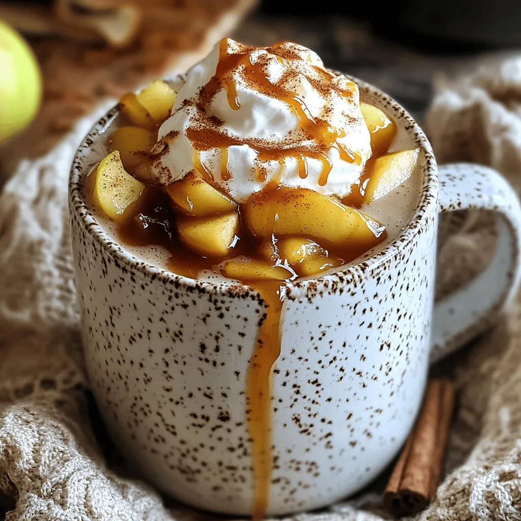 To make a perfect Caramel Apple Chai Latte, gather these ingredients: - 2 cups almond milk (or any milk of choice) - 1 chai tea bag - 1 tablespoon caramel sauce (plus extra for drizzling) - 1 medium apple, peeled and finely chopped - 1 teaspoon cinnamon - 1 tablespoon honey (or maple syrup for a vegan option) - 1/2 teaspoon vanilla extract - Whipped cream (optional) - Pinch of nutmeg You can switch ingredients for more variety. Use any milk, such as oat or coconut. If you want a dairy-free option, almond or soy milk works great. You can also swap caramel sauce with chocolate syrup for a different twist. For sweetness, maple syrup is a good choice if you prefer vegan options. Choose fresh apples for the best flavor. Look for firm apples with smooth skin. For milk, select a brand with no additives or preservatives. When buying chai tea, look for full-leaf options as they have rich flavor. If using honey, pick high-quality, raw honey for its natural taste. Always check the expiration dates on your ingredients to ensure freshness. 1. Start by heating 2 cups of almond milk in a small saucepan. Keep it on medium heat. 2. When the milk is steaming, add 1 chai tea bag. Let it steep for 5 minutes. This step helps the chai flavor come out strong. 3. While the tea steeps, take a second small pan. Sauté 1 medium apple, peeled and chopped, with 1/2 teaspoon of cinnamon. Cook this for about 3 to 4 minutes until the apple softens. Then, set it aside. 4. After 5 minutes, remove the chai tea bag from the milk. Stir in 1 tablespoon of caramel sauce, 1 tablespoon of honey (or maple syrup), and 1/2 teaspoon of vanilla extract. Mix well until everything blends. 5. Pour the chai mixture into a large cup or mug. 6. Add the sautéed apples on top of your latte. Sprinkle some extra cinnamon and a pinch of nutmeg to enhance the flavor. 7. If you like, add whipped cream on top. Drizzle some extra caramel sauce for a sweet touch. 8. Serve the latte hot and enjoy the cozy flavors of fall. For the best chai latte, keep these tips in mind: - Heat the milk slowly. This way, it warms up without boiling. - Let the chai steep fully. This ensures you get all the rich flavors. - Sauté the apples gently. This helps them soften while keeping some crunch. - Use fresh spices like cinnamon and nutmeg for a strong aroma. To make your caramel apple chai latte look great: - Use clear mugs to show off the layers. - Top with a generous dollop of whipped cream for a creamy texture. - Add a drizzle of caramel sauce on top for a sweet finish. - Garnish with a sprinkle of cinnamon or a slice of apple for a pop of color. Enjoy serving this drink at gatherings or cozy nights in! To make the best Caramel Apple Chai Latte, use fresh ingredients. Start with good quality chai tea. This tea gives the drink its warm spice. Use almond milk or your favorite milk. Heat the milk slowly. Don’t let it boil, or it can curdle. Steep the tea bag for five minutes. This helps the flavors bloom. Stir in the caramel sauce well. This adds sweetness and creaminess. Top it off with whipped cream if you like. Finish with a drizzle of caramel for a pretty touch. One mistake is using cold milk. Cold milk won't create the rich flavor you want. Another pitfall is overcooking the apples. Cook them just enough to soften. If you skip the cinnamon or nutmeg, the drink won't have that cozy fall vibe. Don’t forget to remove the tea bag after steeping. Leaving it too long makes the drink bitter. To boost the flavor, add more spices. Try a pinch of ginger or cloves for extra warmth. You can also switch honey for maple syrup. Maple syrup gives a unique twist. For a creamier texture, blend the milk before adding it to the tea. If you want a fun twist, top it with crushed nuts or caramel popcorn. This adds texture and makes it even more delightful! {{image_2}} To make a vegan version of the Caramel Apple Chai Latte, swap out the honey for maple syrup. This simple change keeps the sweetness while staying plant-based. Also, skip the whipped cream or use a vegan version made from coconut or almond milk. These swaps make it creamy and delicious without any animal products. You can use any milk you like for this latte. Almond milk adds a nice nutty flavor. Oat milk makes it creamy and thick, perfect for lattes. Soy milk is also a great choice, as it froths well. If you prefer dairy, whole milk or 2% milk works just fine. Each type of milk will give your drink a unique taste. Pumpkin spice is a fun fall twist to add. Just mix in a teaspoon of pumpkin puree and some pumpkin spice. You can also try a touch of maple syrup for extra sweetness. For winter, add a dash of peppermint extract. These seasonal flavors create a festive vibe in your Caramel Apple Chai Latte. Don't be afraid to experiment and find your favorite! Storing leftover ingredients is easy. For almond milk, keep it in the fridge in a sealed container. Use it within a week for the best taste. Store chopped apples in an airtight container with a bit of lemon juice to prevent browning. This keeps them fresh for about two days. To keep your ingredients fresh, check dates often. Buy milk with the latest expiration date. For apples, choose firm ones without bruises. Store them in a cool, dark place or in the fridge. Caramel sauce lasts long in the pantry. Just ensure the lid is tight. To reheat your Caramel Apple Chai Latte, pour it into a pot. Warm it over low heat. Stir gently to avoid burning. If you use a microwave, heat it in short bursts. Stir in between to warm evenly. Add whipped cream and caramel again for a fresh taste. Yes, you can use regular tea instead of chai. However, chai has special spices that give it a unique taste. Regular tea will change the flavor, making it less spicy and warm. If you want a similar taste, look for a spiced tea. You might miss the rich flavor that chai provides. To make this drink dairy-free, use almond milk or any plant-based milk. Almond milk is creamy and works well. Other options include oat milk or coconut milk. Just swap the regular milk for your choice. This way, you can enjoy the caramel apple chai latte without dairy. You can find a Caramel Apple Chai Latte at some coffee shops in the fall. Many coffee chains offer seasonal drinks, and they may have this latte. If you want to enjoy it at home, follow the recipe above. Making it at home is fun and lets you control the flavors. In this blog post, I shared how to make the perfect Caramel Apple Chai Latte. We covered the best ingredients, step-by-step instructions, and valuable tips to avoid common mistakes. You learned about variations, including vegan options and seasonal flavors. Remember, quality ingredients make all the difference. Enjoy experimenting with flavors and techniques. Make this drink your own! Whether you savor it warm or chilled, your homemade latte will impress everyone.