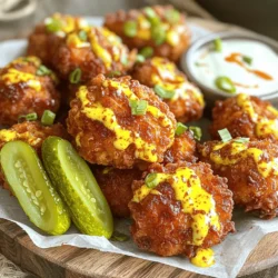 To make Air Fryer Nashville Hot Chicken Nuggets, you will need: - 1 lb chicken breast, cut into bite-sized pieces - 1 cup buttermilk - 1 teaspoon hot sauce (like Frank's RedHot) - 1 cup all-purpose flour - 1 teaspoon paprika - 1 teaspoon garlic powder - 1 teaspoon onion powder - 1 teaspoon cayenne pepper - Salt and pepper to taste - 2 tablespoons coconut oil, melted (for basting) - 1 tablespoon brown sugar (for the hot sauce mixture) - 1 tablespoon additional hot sauce (for the hot sauce mixture) If you need alternatives, here are some great options: - For chicken breast, you can use chicken thighs. They stay juicy. - Instead of buttermilk, mix milk with a bit of vinegar. Let it sit for 5 minutes. - You can swap all-purpose flour with almond flour for a gluten-free version. - If you don't have cayenne pepper, use crushed red pepper flakes for heat. Quality matters in cooking! Use fresh chicken for the best taste. Look for buttermilk that is creamy and not too watery. Fresh spices, like paprika and garlic powder, will make your nuggets pop with flavor. Check that your hot sauce has a good balance of heat and flavor. This ensures your Nashville hot chicken nuggets will be a crunchy treat everyone loves! To start, grab a bowl and mix 1 cup of buttermilk with 1 teaspoon of hot sauce. This gives the chicken a nice kick. Cut 1 pound of chicken breast into bite-sized pieces. Add the chicken to the bowl and stir well. Make sure each piece is covered. Cover the bowl and place it in the fridge for at least 1 hour. For even better flavor, marinate overnight. The longer, the better! In another bowl, combine 1 cup of all-purpose flour with 1 teaspoon of paprika, 1 teaspoon of garlic powder, 1 teaspoon of onion powder, and 1 teaspoon of cayenne pepper. Add salt and pepper to taste. Mix this well. This blend will give your chicken nuggets a tasty crust. First, preheat your air fryer to 400°F (200°C) for about 5 minutes. While it heats, take each chicken piece from the buttermilk mixture. Let any extra liquid drip off. Then, coat it in the flour mixture. Make sure it’s well-covered. Shake off any extra flour before placing the nuggets on a plate. Next, lightly spray or brush your air fryer basket with oil. Arrange the chicken nuggets in a single layer. You may have to cook them in batches. Spray the tops with a bit of cooking spray to help them crisp up. Cook the nuggets at 400°F (200°C) for 10 to 12 minutes. Flip them halfway through for even cooking. They should turn golden brown and be fully cooked. When they are done, take them out and prepare the hot sauce mixture. In a small bowl, whisk together 2 tablespoons of melted coconut oil, 1 tablespoon of brown sugar, and 1 tablespoon of extra hot sauce. Once the chicken nuggets are out, toss them in this hot sauce mix until they are well-coated. Enjoy your crunchy, spicy treat! To get that perfect crunch, start with the right coating. Use a mix of flour and spices. Make sure each nugget is well-coated. Shake off any extra flour before cooking. This helps keep the texture light. Also, spray the nuggets with a little oil before air frying. This step is key for crispiness. Nashville hot chicken is known for its heat. If you like it spicy, add more cayenne pepper to the flour mix. For a milder version, reduce the cayenne. You can also mix in smoked paprika for a unique flavor. Experiment with different hot sauces in the marinade too. Each sauce has its own heat level and flavor profile. Dipping sauces can take your nuggets to the next level. Here are some great pairings: - Ranch dressing - Blue cheese dressing - Honey mustard - BBQ sauce - Extra hot sauce These sauces balance the heat and add more taste. Serve them on the side for a fun treat. {{image_2}} You can make these nuggets in the oven if you want. Preheat your oven to 425°F (220°C). Line a baking sheet with parchment paper for easy cleanup. After coating the chicken, place the nuggets on the sheet in a single layer. Spray them lightly with cooking spray. Bake for about 20-25 minutes, flipping halfway through. This method gives you a slightly different texture but keeps them tasty. Want to make these nuggets gluten-free? Swap the all-purpose flour with a gluten-free blend. Many great options are available at stores. Also, check your hot sauce to ensure it’s gluten-free. This way, everyone can enjoy the crunchy goodness without worry. Feel free to customize your nuggets! You can add unique spices for a twist. Try these options: - Smoked paprika for a richer flavor - Cumin for a warm, earthy note - Chili powder for extra heat These spices can enhance the taste and make your nuggets stand out. Don't be afraid to experiment! After enjoying your Air Fryer Nashville Hot Chicken Nuggets, you may have some leftovers. To keep them fresh, place the nuggets in an airtight container. This step helps lock in moisture and flavor. Store them in the fridge for up to three days. If they sit longer, they may lose their crunch and taste. To enjoy your nuggets again, reheating is key. The best way is to use the air fryer. Set it to 375°F (190°C) and cook for about 5-7 minutes. This method brings back the crispy texture. You can also use an oven. Preheat to 375°F (190°C) and bake for 10-12 minutes. Flip them halfway to heat evenly. Avoid the microwave, as it can make them soggy. If you want to save some nuggets for later, freezing works well. Place the cooled nuggets on a baking sheet in a single layer. Freeze them for about an hour. Once solid, transfer them to a freezer bag. This keeps them fresh for up to three months. When you're ready to eat, reheat directly from frozen using the air fryer or oven. - How to maintain flavor and texture: - For flavor, add a touch of hot sauce to the marinade before freezing. - For texture, ensure they are fully cooled before freezing to prevent ice crystals. - Always reheat to a high temperature for that perfect crunch. Yes, you can use frozen chicken. Thaw it first in the fridge. This will help the chicken absorb the buttermilk and hot sauce mix. Once thawed, follow the same steps for marinating and cooking. The nuggets will still turn out crispy and tasty. To adjust the spice level, change the cayenne pepper. For less heat, use less cayenne. You can also add more hot sauce to the buttermilk for extra kick. For mild nuggets, skip the cayenne entirely. You can always serve extra hot sauce on the side for those who like it hot. Nashville hot chicken nuggets go great with many sides. Here are some ideas: - Coleslaw: Its cool crunch balances the heat. - Mac and cheese: Creamy cheese pairs well with spicy chicken. - French fries: Crispy fries are a classic match. - Pickles: Their tangy crunch adds a nice contrast. - Drinks: Sweet tea or lemonade cools the spice and refreshes. These sides will make your meal more fun and tasty! This blog post covered all you need for making Nashville hot chicken nuggets. We explored ingredients, cooking steps, and helpful tips for great taste. Remember, quality counts in both ingredients and cooking methods. Try different spices and sauces to find your perfect flavor. Store leftovers properly to keep them tasty. With these easy steps, you’ll impress everyone with your cooking. Enjoy your delicious, homemade chicken nuggets!