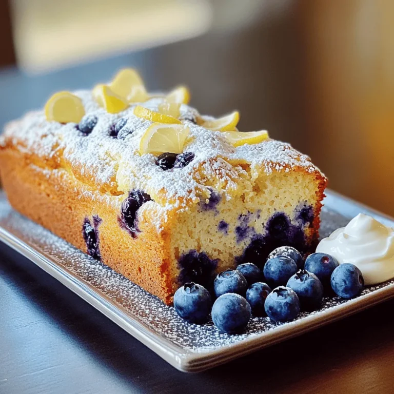 - 1 ½ cups all-purpose flour - 1 teaspoon baking soda - ½ teaspoon baking powder - ¼ teaspoon salt - ½ cup granulated sugar - 1 cup plain yogurt (Greek or regular) - 2 large eggs - ¼ cup vegetable oil - Zest of 1 lemon - 2 tablespoons fresh lemon juice - 1 cup fresh blueberries (or frozen) Gather these ingredients before you start. Each plays a key role in flavor and texture. The all-purpose flour gives the loaf structure. Baking soda and baking powder help it rise. Salt enhances the taste. Granulated sugar adds sweetness. Yogurt makes the loaf moist and soft. Eggs bind the mix together. Vegetable oil keeps it light and fluffy. Lemon zest and juice bring a bright, fresh flavor. Blueberries add sweetness and juicy bursts. You can use fresh or frozen blueberries, depending on what's available. With these ingredients ready, you're all set to bake a delicious blueberry lemon yogurt loaf! - Preheat the oven to 350°F (175°C). - Grease or line a 9x5 inch loaf pan. This step is important. Preheating the oven helps the loaf bake evenly. Greasing the pan or using parchment paper will make removing the loaf easier. - Combine 1 ½ cups all-purpose flour, 1 teaspoon baking soda, ½ teaspoon baking powder, and ¼ teaspoon salt. In a medium bowl, whisk these dry ingredients well. This ensures your loaf will rise properly and have a nice texture. - Whisk together ½ cup granulated sugar, 1 cup plain yogurt, 2 large eggs, ¼ cup vegetable oil, the zest of 1 lemon, and 2 tablespoons fresh lemon juice. Use a large bowl for this mix. Make sure everything blends smoothly. The yogurt adds moisture and flavor, while lemon brightens the taste. - Gradually mix the dry ingredients into the wet ingredients. - Fold in 1 cup of blueberries. Add the dry mix slowly to the wet mix. Stir gently to combine. Be careful not to overmix. This can make your loaf dense. When adding blueberries, fold them in carefully to keep them whole. - Pour the batter into the prepared pan. - Bake for 50-60 minutes and check with a toothpick. Spread the batter evenly in the pan. The toothpick test is key. Insert it in the center; if it comes out clean, your loaf is ready. To make a great Blueberry Lemon Yogurt Loaf, do not overmix the batter. Overmixing can make the loaf dense and tough. Mix just until you no longer see dry flour. This helps create a light and fluffy texture. If using frozen blueberries, rinse them first. Then, toss them in a bit of flour. This keeps the berries from sinking to the bottom. It also helps them stay whole during baking. You can add more flavor with toppings. Try a sprinkle of chopped nuts or coconut. You can also add a drizzle of honey. This makes each slice more exciting. Serving with yogurt works well. A dollop of yogurt adds creaminess. A light dusting of powdered sugar on top gives it a nice touch, too. If your loaf is too dense, it may be from overmixing. Next time, mix gently and watch your time. If you bake it too long, it can also become dry. Baking times may change based on your oven. Check your loaf at 50 minutes. If it needs more time, bake in 5-minute increments. Each oven is different, so keep a close eye! {{image_2}} You can change the fruit in this loaf. Instead of blueberries, try raspberries or blackberries. These berries add a nice tartness and color. You might also want to add some chopped nuts, like walnuts or pecans. Nuts give a crunchy texture that is fun to eat. Using flavored yogurt can boost the taste. For example, lemon or vanilla yogurt works well. If you want a dairy-free option, choose almond or coconut yogurt. These swaps keep the loaf moist and tasty. If you want a healthier loaf, reduce the sugar by half. The lemon and blueberries still add sweetness. For a natural sweetener, use honey or maple syrup. Both options give a rich flavor and keep the loaf soft. To keep your Blueberry Lemon Yogurt Loaf fresh, wrap it tightly in plastic wrap. This helps keep moisture inside. You can also store it in an airtight container. Keep it at room temperature for up to three days. If you want to save it longer, place it in the fridge. The cold air will keep it fresh for about a week. For short-term storage, avoid cutting the loaf until you're ready to eat. This keeps the inner part moist. If you notice any dryness, spread a little yogurt on a slice to add moisture. Freezing is a great option if you want to save some slices for later. To freeze, first let the loaf cool completely. Then, slice it into pieces. Wrap each slice in plastic wrap, then place them in a freezer bag. This way, you can take out just what you need. To thaw, you have two simple methods. You can leave the slices in the fridge overnight. This keeps the texture nice. Or, if you're in a hurry, use the microwave on low for about 15 seconds. After storage, the best way to serve your loaf is simple. Just slice it and enjoy! A dollop of yogurt on the side adds creaminess. You can also sprinkle fresh blueberries on top for extra flavor. Pair your loaf with a warm cup of tea or coffee. The bright lemon flavor matches well with a variety of drinks. It's a perfect treat for breakfast or a snack! Yes, you can use frozen blueberries in this loaf. When using frozen berries, do not thaw them first. This keeps them from getting mushy. Just fold them in while frozen. They may turn the batter a bit blue, but the taste will still be great. You might also want to add a little extra flour to the mix. This helps absorb extra moisture from the frozen berries. To make this recipe gluten-free, swap all-purpose flour for a gluten-free blend. Look for a blend that includes xanthan gum. This will help bind the loaf. You can also use almond flour or coconut flour. Just be aware that these will change the texture slightly. Almond flour makes it denser, while coconut flour absorbs more moisture. Adjust the liquid in the recipe if needed. A perfectly baked loaf has a golden-brown top. You can also press gently on the top; it should spring back. Another sign is the sides pulling away from the pan. If you want to check doneness without a toothpick, use a knife. Insert it into the center; it should come out clean or with just a few crumbs. This loaf lasts about 2 to 3 days at room temperature. Store it in an airtight container to keep it fresh. If you see any mold or it feels dry, it's best to toss it. For longer storage, consider freezing it. Just wrap it well in plastic wrap and foil. This way, it can last up to 3 months! This blog post guides you through baking a delicious blueberry loaf. You learned about the simple ingredients and step-by-step instructions. I shared tips to make a perfect loaf and offered variations for different tastes. In the end, baking is fun and rewarding. Enjoy this easy recipe with family and friends. Happy baking!