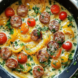 To make Minute Creamy Cajun Sausage Skillet, gather these ingredients: - 12 ounces smoked sausage, sliced (try chicken or turkey for a lighter dish) - 1 tablespoon olive oil - 1 medium onion, chopped - 3 cloves garlic, minced - 1 bell pepper, diced (any color) - 1 cup cherry tomatoes, halved - 1 cup heavy cream - 1 teaspoon Cajun seasoning - 1/2 teaspoon smoked paprika - Salt and pepper to taste - 3 cups cooked penne pasta - 1/4 cup fresh parsley, chopped (for garnish) - Grated Parmesan cheese (for serving) You can swap some ingredients if needed: - Sausage: Use any type of sausage. Chicken or turkey keeps it light. - Cream: For a lighter version, use half-and-half or coconut cream. - Pasta: Any pasta works. Try gluten-free or whole wheat for a healthier choice. - Vegetables: Add zucchini or spinach for extra color and nutrition. - Spices: If you like it spicy, add cayenne pepper or a dash of hot sauce. Fresh ingredients make a huge difference in flavor: - Sausage: Choose sausages with no fillers. Look for natural ingredients. - Vegetables: Pick fresh, firm vegetables. Avoid any that are soft or bruised. - Tomatoes: Look for bright, plump cherry tomatoes. They should smell sweet. - Cream: Use heavy cream for richness. Check the date for freshness. - Parsley: Fresh parsley should look vibrant and green. Avoid wilted leaves. Using quality ingredients leads to a tastier dish. Your Cajun skillet will shine with fresh, flavorful components! Start by gathering all your ingredients. This makes cooking smoother and fun. You will need: - 12 ounces smoked sausage, sliced - 1 tablespoon olive oil - 1 medium onion, chopped - 3 cloves garlic, minced - 1 bell pepper, diced - 1 cup cherry tomatoes, halved - 1 cup heavy cream - 1 teaspoon Cajun seasoning - 1/2 teaspoon smoked paprika - Salt and pepper to taste - 3 cups cooked penne pasta - 1/4 cup fresh parsley, chopped - Grated Parmesan cheese Chop the onion, garlic, and bell pepper. Slice the sausage and halve the cherry tomatoes. Set them aside. This prep helps the dish come together fast. Heat your large skillet over medium heat. Pour in the olive oil. Once hot, add the sliced sausage. Cook it until it turns brown, about 4-5 minutes. Stir often to get even color. Next, toss in the chopped onion, minced garlic, and bell pepper. Sauté these for 3-4 minutes. You want the veggies soft but not mushy. Then, add the cherry tomatoes. Cook for another 2-3 minutes until they start to burst. This adds a sweet touch to your dish. Now it’s time to make it creamy! Pour in the heavy cream. Add the Cajun seasoning, smoked paprika, salt, and pepper. Mix everything well. Bring it to a gentle simmer. The sauce should thicken just a bit. This creamy base is what makes the dish special. It’s almost done! Take your cooked penne pasta and add it to the skillet. Stir to coat the pasta evenly in the sauce. Heat everything through for about 2 minutes. This helps the pasta soak up all the flavors. Once heated, remove the skillet from the heat. Sprinkle fresh parsley on top and adjust the seasoning if needed. Serve hot with grated Parmesan cheese. Enjoy your Cajun goodness! To get the best flavor from your sausage, slice it into even pieces. This helps it cook evenly. Heat your skillet before adding the sausage. Cooking it for about 4-5 minutes gives it a nice brown color. This adds great taste to your dish. You can use chicken or turkey sausage for a lighter meal. A creamy sauce should be smooth and rich. To prevent it from becoming grainy, avoid boiling the heavy cream too rapidly. Always stir gently while adding the cream. This keeps the sauce silky. Mixing in the Cajun seasoning slowly also helps blend the flavors. Serve your Cajun sausage skillet hot for the best taste. Sprinkle fresh parsley on top for color and flavor. Grated Parmesan cheese adds a nice touch, too. For a complete meal, pair it with a fresh salad or crusty bread. This makes each bite more enjoyable! {{image_2}} You can switch out the smoked sausage for chicken or turkey sausage. This change cuts down on fat and calories while keeping flavor. You can also use light cream instead of heavy cream. It makes the dish lighter but still creamy. Fresh veggies are a great addition, too. Think spinach or zucchini for extra nutrients. If you like it spicy, add more Cajun seasoning. You can also try crushed red pepper flakes for a kick. For a milder dish, use less seasoning at first. You can always add more as you go. This way, you control the heat to fit your taste. Penne pasta works great, but feel free to try other options. Fusilli or farfalle can add fun shapes and textures. If you want a grain, quinoa or brown rice can work too. Both give a nutty flavor and can make this dish gluten-free. To keep your creamy Cajun sausage dish fresh, store leftovers in a sealed container. Place it in the fridge within two hours of cooking. It will stay good for up to three days. If you want to enjoy it later, let it cool completely before sealing. This helps keep the dish from getting soggy. When it's time to enjoy your leftovers, reheating is simple. Heat a skillet over medium heat. Add the leftover dish and a splash of water or cream to help it stay creamy. Stir often until it's hot throughout. You can also use a microwave. Place it in a microwave-safe bowl, cover it with a lid, and heat in short bursts. Stir in between to ensure even heating. If you want to store the dish for longer, freezing is a great option. First, let the dish cool completely. Then, place it in a freezer-safe container or bag. Make sure to remove as much air as possible. Label it with the date. You can freeze it for up to three months. When ready to eat, thaw it overnight in the fridge. Reheat it on the stove or in the microwave as mentioned. Yes, you can use different types of sausage. I often use smoked sausage, but chicken or turkey sausage works well too. These options are healthier and still give great flavor. Feel free to experiment with spicy sausage for an extra kick. Each type of sausage adds its own taste to the dish. Try to choose one that you enjoy! To make this dish dairy-free, swap heavy cream for a dairy-free alternative. Coconut cream or cashew cream are good choices. These options keep the dish creamy without using dairy. Make sure to check the labels for added sugars or preservatives. This way, you can enjoy the creamy texture without dairy! You can serve Cajun sausage skillet with various sides. A simple green salad pairs nicely. Rice is another great option to soak up the creamy sauce. You could also serve it with crusty bread for dipping. If you want more veggies, try steamed broccoli or green beans. Each option adds a nice balance to the meal! This blog post covered all you need for a great Cajun sausage skillet. I shared key ingredients and their swaps, plus tips for picking fresh ones. You learned step-by-step how to prep, cook, and pair flavors for a creamy sauce. I also included tips to avoid common mistakes and variations for a personal touch. Remember, you can customize your dish to fit your tastes. Now go ahead and try this recipe. You’ll impress your family or friends with your cooking skills!