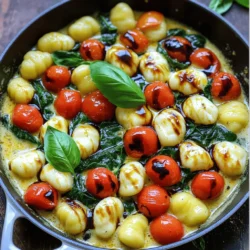 - 1 lb potato gnocchi - 2 tablespoons olive oil - 3 cloves garlic, minced - 1 cup cherry tomatoes, halved - 1 cup fresh mozzarella balls, halved - 2 cups fresh spinach - 1 cup heavy cream - 1/2 teaspoon Italian seasoning - Salt and pepper to taste - Fresh basil leaves for garnish - Balsamic glaze for drizzling To make this dish, you will need: - A large skillet - A wooden spoon or spatula - A measuring cup and spoons - A knife and cutting board These tools help you cook and serve the dish easily. A good skillet gives even heat. A sharp knife makes cutting veggies quick. If you don’t have gnocchi, use pasta like fusilli or penne. For a lighter option, try cauliflower gnocchi. You can swap cherry tomatoes with diced tomatoes or sun-dried tomatoes. If you need a dairy-free option, use coconut cream or almond milk instead of heavy cream. For a fresh twist, add arugula instead of spinach. 1. Start by heating 2 tablespoons of olive oil in a large skillet over medium heat. 2. Mince 3 cloves of garlic and add them to the hot oil. Sauté for about 1 minute, until you smell the garlic. 3. Cut 1 cup of cherry tomatoes in half. Add the tomatoes to the skillet and cook them for 5-7 minutes. Stir them now and then until they get soft and blister. 4. Now, add 1 pound of potato gnocchi to the skillet. Cook them as the package says, usually about 3-5 minutes. They are done when they float to the top. 5. Add 2 cups of fresh spinach. Stir it in until it wilts, which takes about 2-3 minutes. 6. Pour in 1 cup of heavy cream. Mix it well with the other ingredients. Add 1/2 teaspoon of Italian seasoning, and season it with salt and pepper. Cook for another 2-3 minutes. This will help the sauce thicken a bit. 7. Gently fold in 1 cup of halved fresh mozzarella balls. Remove the skillet from heat as soon as the cheese starts to melt. 8. Plate the creamy gnocchi and garnish it with fresh basil leaves. Drizzle some balsamic glaze on top for a nice finish. I recommend taking pictures at each step. This way, you can see how the dish changes as you cook. You can also find videos online that show similar recipes. Watching someone else can help you feel more confident. - Prep Time: 10 minutes - Cooking Time: 15 minutes - Total Time: 25 minutes - Servings: 4 By breaking down the time, you can plan your meal better. Each step flows into the next, making this dish fun and quick to prepare. To cook gnocchi well, start with a large pot of salted water. Boil the water before adding the gnocchi. This step helps the gnocchi float when they are ready. Cook them until they float to the top, usually about 3-5 minutes. Don’t overcrowd the pot, as it can make the gnocchi stick together. After cooking, drain them gently. You can also sauté them in olive oil for a nice texture. To boost flavor, use fresh ingredients. Fresh basil and ripe cherry tomatoes make a big difference. Adding garlic at the start gives a great base flavor. Don't skip the balsamic glaze; it adds a sweet touch. You can also sprinkle some grated Parmesan cheese on top for extra taste. A pinch of red pepper flakes can give a spicy kick. One common mistake is overcooking the gnocchi. This can make them mushy. Always keep an eye on them once they float. Another mistake is not seasoning enough. Taste your dish while cooking and adjust salt and pepper as needed. Lastly, avoid adding too much cream at once. Gradually stir it in to achieve the perfect creamy texture. {{image_2}} You can make this dish even better with some fresh vegetables. Try adding zucchini or bell peppers. These add color and crunch. You might also like to toss in some artichoke hearts for a fun twist. These additions keep it light and tasty while staying vegetarian. If you want some extra protein, consider adding chicken or shrimp. Cook the chicken in the skillet before the garlic. Use bite-sized pieces for quick cooking. For shrimp, add them after the tomatoes. They only need a few minutes until they turn pink. Both options elevate the dish and make it more filling. Switching the sauce can change the whole meal. Pesto adds a fresh, herby flavor that brightens the dish. For a richer taste, use Alfredo sauce instead of heavy cream. You can even mix both for a creamy and zesty blend. Each sauce brings out unique flavors, so feel free to experiment! To store leftovers, let the dish cool down first. Place the creamy caprese gnocchi in an airtight container. This keeps the flavors fresh. Store it in the refrigerator for up to three days. If you want to keep it longer, freezing is a good option. When you're ready to eat, it’s time to reheat. You can use a skillet or microwave. For a skillet, warm it over low heat. Stir occasionally until it's hot. In the microwave, use a microwave-safe bowl. Heat in short bursts, stirring in between, until warm. Adding a splash of cream can help keep it creamy. Freezing gnocchi can be easy. If you have extra uncooked gnocchi, you can freeze them. Place them on a baking sheet in one layer. Freeze until solid, then transfer to a bag. For cooked gnocchi, freeze them in a single layer first. Then, put them in a bag. Use them within three months for the best taste. Gnocchi is a small pasta made from potatoes. It can also include flour and eggs. This soft pasta is light and fluffy. The best gnocchi has a tender bite. You can find it in many stores. Yes, you can prepare parts of this dish ahead of time. Cook the gnocchi and store it in the fridge. You can also mix the sauce without adding the cheese. Just reheat it when you are ready to eat. Gnocchi cooks quickly. It usually takes about 3-5 minutes. They are done when they float to the top. If they sink, give them a bit more time. Test one to be sure! This dish pairs well with a fresh salad. A simple green salad with vinaigrette is great. You can also serve it with garlic bread. For a special touch, add a glass of white wine. You now have a complete guide to making gnocchi. We covered the ingredients and tools you need, along with step-by-step cooking instructions. I included tips to improve your dish and variations to try. Plus, I shared smart ways to store or reheat leftovers. Remember, cooking is fun! Don't be afraid to make this dish your own. Enjoy your delicious homemade gnocchi!