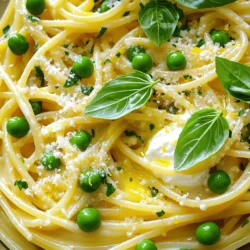 To make this delicious lemon ricotta pasta with peas, you will need: - 12 oz spaghetti or your choice of pasta - 1 cup ricotta cheese - Zest of 1 lemon - 1/4 cup fresh lemon juice - 1 cup fresh or frozen peas - 2 tablespoons olive oil - 2 cloves garlic, minced - 1/2 teaspoon red pepper flakes (optional) - Salt and pepper, to taste - 1/2 cup freshly grated Parmesan cheese - Fresh basil or parsley for garnish You can customize your dish in fun ways by adding: - Cooked chicken or shrimp for protein - Fresh spinach or arugula for extra greens - A squeeze of lime for a twist on flavor - Other herbs like tarragon or dill for variety Gather these tools to make your cooking easy: - Large pot for boiling pasta - Large skillet for sautéing - Mixing bowl for the ricotta sauce - Measuring cups and spoons - Wooden spoon or spatula for mixing - Grater for Parmesan cheese With these ingredients and tools, you're all set to create a creamy, flavorful lemon ricotta pasta with peas that will impress everyone at the table! Start by boiling a large pot of salted water. Add your pasta to the pot. Cook it according to the package instructions until it is al dente. This means it should be firm but not hard. Before draining, save 1 cup of pasta water. This water has starch that helps make the sauce creamy. In a large skillet, heat 2 tablespoons of olive oil over medium heat. Add 2 minced garlic cloves and red pepper flakes if you like some spice. Sauté for about 1 minute until the garlic smells good. Then, add 1 cup of peas. Cook for 2-3 minutes until the peas are warm. In a mixing bowl, combine 1 cup of ricotta cheese, the zest of 1 lemon, and 1/4 cup of fresh lemon juice. Add salt and pepper to taste. If the mixture is thick, stir in a bit of the reserved pasta water. This will help make the sauce smoother and creamier. Once the pasta is drained, add it to the skillet with the peas and garlic. Pour the ricotta sauce over the pasta. Gently toss everything together until the pasta is coated. If it looks dry, add more reserved pasta water until you reach the desired creaminess. Remove the skillet from heat and mix in 1/2 cup of freshly grated Parmesan cheese. Taste the pasta and add more salt or pepper if needed. Serve the dish warm. You can garnish it with fresh basil or parsley and sprinkle some extra Parmesan on top for a nice touch. Enjoy your meal! Cooking pasta well is key. I always use a large pot with salted water. The salt helps add flavor. Bring the water to a rolling boil before adding your pasta. Stir the pasta often. This keeps it from sticking. Cook it until it's al dente, which means it should be firm but not hard. Save a cup of the pasta water. This water helps make the sauce smooth. Fresh herbs can take this dish to the next level. I love using basil or parsley for a fresh touch. Chop them finely and sprinkle them on top right before serving. You can also mix them into the sauce for a stronger flavor. This adds color and makes the dish even more appealing. If you like a bit of spice, try adding some red pepper flakes. They can give your pasta a nice kick. The ricotta cheese gives this pasta its creamy base. If you want it creamier, add more ricotta. If it seems too thick, stir in some of the reserved pasta water. This water has starch, which helps the sauce cling to the pasta. Keep mixing until you get the texture you like. You can also add more lemon juice for a zesty taste. Just remember to taste as you go. This way, you can adjust the flavors to your liking. {{image_2}} You can add protein to your Lemon Ricotta Pasta for a heartier meal. Chicken and shrimp are great choices. For chicken, grill or sauté it in a pan. Cut it into bite-sized pieces and mix it in with the pasta. If you use shrimp, sauté it in the same pan with garlic. Add the shrimp once it turns pink. This adds flavor and makes the dish more filling. If you want a vegetarian twist, try adding spinach. Fresh spinach wilts down nicely and adds color. Add it to the skillet when you cook the peas. Cook until it wilts, then combine it with the pasta. You can also use other veggies like zucchini or asparagus. Just sauté them until tender before mixing with the pasta. For a gluten-free option, choose gluten-free pasta. Many brands offer great pasta that tastes similar to regular pasta. You can find options made from rice, quinoa, or chickpeas. Cook it just like regular pasta, following the package instructions. This way, everyone can enjoy this creamy and delicious dish! To keep your Lemon Ricotta Pasta with Peas fresh, place it in an airtight container. Use a clean spoon to scoop it out. This helps avoid bacteria. Store it in the fridge for up to three days. If you notice any off smells or changes in texture, it’s best to throw it away. When you’re ready to enjoy the leftovers, reheat gently. Use a pan on low heat and add a splash of water or olive oil. This helps revive the creamy sauce. Stir often to avoid burning. You can also use the microwave. Heat in short bursts of 30 seconds, stirring in between, until warmed through. Freezing your Lemon Ricotta Pasta with Peas is a great option! Let the dish cool completely first. Then, portion it into freezer-safe bags or containers. Squeeze out excess air before sealing. Label the bags with the date. You can freeze it for up to three months. When ready to eat, thaw it in the fridge overnight before reheating. I recommend spaghetti for this dish. It holds the creamy sauce very well. You can also use fettuccine or penne. Each type brings a unique texture. Just ensure you cook it until al dente for the best bite. Yes, you can make this dish ahead of time. I suggest cooking the pasta and sauce separately. Store them in airtight containers in the fridge. When you’re ready to eat, combine them in a skillet. Heat gently and add some reserved pasta water to bring it back to life. If you need a ricotta substitute, try cottage cheese. Blend it until smooth for a creamier texture. You can also use Greek yogurt for a tangy flavor. Both options work well in this recipe. To check for al dente pasta, taste it a minute or two before the package says. It should be firm but not hard. If there’s a slight bite, it’s ready to drain. Perfectly cooked pasta enhances every dish, especially this creamy one. This blog post offers a clear guide on making a delicious pasta dish. We covered key ingredients, cooking techniques, and useful kitchen tools. You learned how to sauté peas and garlic for flavor, and how to mix everything for a creamy sauce. Remember, you can tweak the recipe to fit your taste. Try adding proteins or herbs for extra flavor. Enjoying your dish fresh or stored for later is easy with proper tips. Let your creativity shine as you cook!