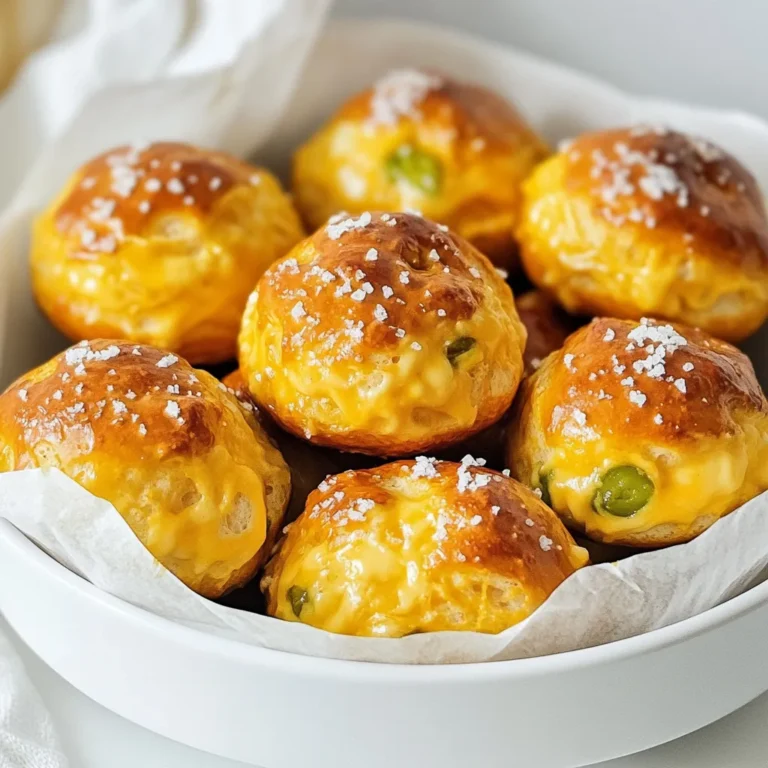 - 1 ½ cups warm water - 1 packet active dry yeast - 1 tablespoon granulated sugar - 4 cups all-purpose flour - 1 teaspoon salt - 1 teaspoon baking soda - 1 cup sharp cheddar cheese, shredded - 2-3 jalapeños, finely chopped - 1 large egg (for egg wash) - Coarse sea salt (for sprinkling) To make Air Fryer Jalapeno Cheddar Pretzel Bites, gather your ingredients first. Fresh ingredients are key for great taste. You need warm water to activate the yeast. Aim for a temperature between 110°F and 115°F. The packet of active dry yeast helps your dough rise. The granulated sugar feeds the yeast, making it frothy. All-purpose flour forms the base of the dough. It gives the pretzel bites that perfect chewiness. Salt adds flavor. Baking soda is crucial for that classic pretzel taste. Sharp cheddar cheese gives a rich, cheesy flavor. Jalapeños add heat and flavor. Adjust the number based on your spice preference. You’ll also need an egg for the wash. This gives the pretzel bites a shiny finish. Finally, coarse sea salt adds a nice crunch on top. These ingredients come together to create a delightful snack that’s warm and cheesy. Start by combining 1 ½ cups of warm water (110°F to 115°F), 1 packet of active dry yeast, and 1 tablespoon of granulated sugar in a large bowl. Stir gently to mix. Let it sit for about 5 minutes. This step is key. You want the mixture to get frothy. This shows that the yeast is alive and ready to work. Once your yeast is activated, add 4 cups of all-purpose flour and 1 teaspoon of salt to the yeast mixture. Mix until a dough begins to form. Transfer the dough to a floured surface and knead it for about 5 minutes. You’re looking for a smooth and elastic texture. If it feels too sticky, add a bit more flour. Now, it’s time to make these bites special. Flatten the dough slightly. Add 1 cup of shredded sharp cheddar cheese and 2-3 finely chopped jalapeños. Knead the dough again until the cheese and jalapeños are evenly mixed throughout. This adds flavor and a little kick! Place the dough in a lightly oiled bowl. Cover it with a kitchen towel. Set it in a warm spot. Let it rise for about 1 hour or until it doubles in size. This rising time is crucial. It makes the pretzel bites light and fluffy. After the dough has risen, punch it down gently. Divide the dough into 12 equal pieces. Roll each piece into a rope about 6 inches long. Cut these ropes into bite-sized pieces. This is where you create the fun shapes for your pretzel bites. In a large pot, bring 10 cups of water to a boil. Add 1 teaspoon of baking soda to the water. This boiling process is important. It gives the pretzel bites that classic chewy texture and brown color. Preheat your air fryer to 375°F (190°C). Brush each pretzel bite with a beaten egg and sprinkle with coarse sea salt. Place the bites in a single layer in the air fryer basket. You may need to work in batches. Cook for about 8-10 minutes. Halfway through, shake the basket for even cooking. Enjoy the aroma as they cook! To get the right texture, knead your dough well. Kneading helps develop gluten. This makes the dough smooth and stretchy. Aim for about five minutes of kneading. You can tell it's ready when it feels soft and springs back. Proofing is just as key. Let the dough rise in a warm spot. A good place is near a sunny window. Cover it with a towel to keep it warm. Wait until it doubles in size. This can take about one hour. You can customize your pretzel bites easily. For more cheese flavor, add extra sharp cheddar. If you love spice, toss in more jalapeños. Start with one jalapeño and taste the dough. You can always add more if you want heat. If you prefer a milder taste, use fewer jalapeños. You can also mix in other cheeses. Pepper jack adds a nice kick. Mozzarella gives a creamy texture without heat. To cook your pretzel bites evenly, shake the air fryer basket halfway through. This helps every side get that golden brown color. Check for doneness by looking for a rich golden hue. If they look pale, they need more time. After cooking, let them cool for a few minutes. This makes them easier to handle and enhances the flavor. Enjoy with your favorite dip for a tasty treat! {{image_2}} You can switch up the cheese for fun flavors. Try using pepper jack for a spicy kick. Mozzarella adds a mild, creamy texture. Other cheeses like gouda or fontina also work well. Mix and match to find your favorite. Want more heat? Add spices like cayenne pepper or chili powder. You can also use different peppers, such as serrano or habanero. Adjust the amount based on your spice level. This way, each bite can be just how you like it. If you need a gluten-free choice, use gluten-free all-purpose flour. Brands like Bob's Red Mill or King Arthur Flour have good options. Make sure the baking soda is also gluten-free. This way, everyone can enjoy these tasty bites! To keep your pretzel bites fresh, let them cool first. Place leftovers in an airtight container. You can store them in the fridge for up to 3 days. For longer storage, place them in the freezer. Wrap each pretzel bite in plastic wrap before freezing. This helps prevent freezer burn. To reheat pretzel bites, use your air fryer. Preheat it to 350°F (175°C). Place the bites in the basket for about 5 minutes. You can also use the oven. Preheat to 350°F (175°C) and bake for 8-10 minutes. This makes them warm and slightly crispy again. When stored properly, pretzel bites last for 3 days in the fridge. In the freezer, they can last for up to 3 months. Just remember to wrap them well to keep them tasty. Enjoy your pretzel bites fresh or reheated! Yes, you can make the dough ahead. After kneading, place it in a bowl and cover it. Store it in the fridge for up to 24 hours. When ready to use, let it come to room temperature before shaping. Look for a rich golden color on the bites. They should feel puffy and firm to the touch. If they are still soft or pale, give them a few more minutes in the air fryer. Yes, you can use a regular oven. Preheat it to 425°F (220°C). Place the bites on a baking sheet lined with parchment paper. Bake for about 12-15 minutes, or until golden brown. These pretzel bites can be spicy, depending on the jalapeños you use. Adjust the amount of jalapeños to control the heat level. You can also remove the seeds for milder bites. Serve your pretzel bites with a variety of dips. Mustard, cheese sauce, or ranch dressing work great. For a twist, try spicy aioli or a tangy salsa. You now have a clear guide to making tasty cheese and jalapeño pretzel bites. I covered all the steps, from mixing the dough to air frying the bites. You have tips for perfect texture, flavor variations, and storage. Enjoy customizing this recipe to your taste. These bites will be a hit at any gathering. Prepare for the compliments! With practice, you can master this fun snack. Dive in and make your kitchen smell amazing!