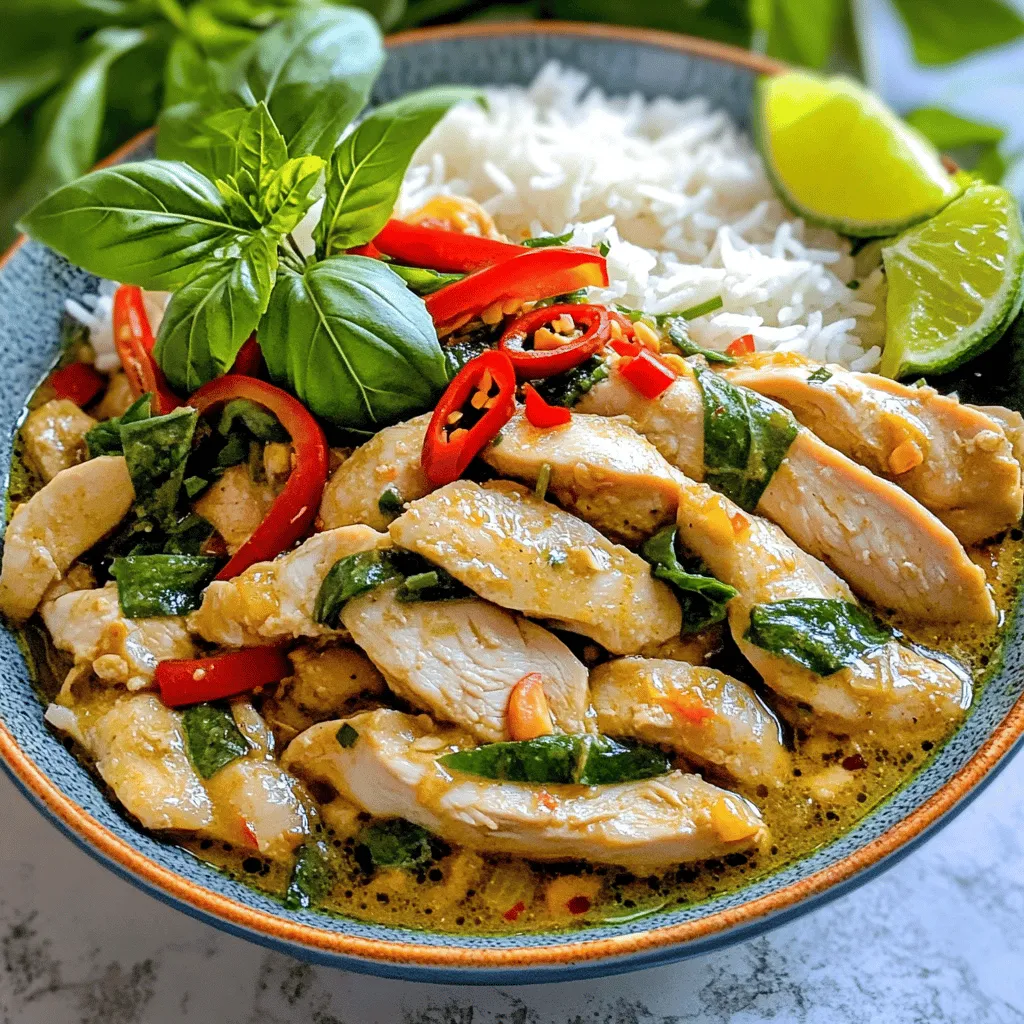 To make Spicy Thai Basil Chicken, gather these key ingredients: - 1 lb chicken breast, thinly sliced - 2 tablespoons vegetable oil - 4 cloves garlic, minced - 2-3 Thai bird's eye chilies, sliced (adjust for spice level) - 1 red bell pepper, sliced - 1 cup Thai basil leaves (fresh) - 2 tablespoons soy sauce - 1 tablespoon oyster sauce (optional) - 1 tablespoon fish sauce - 1 teaspoon sugar - 1 teaspoon ground white pepper - Cooked jasmine rice for serving These ingredients create a vibrant and tasty dish. The chicken breast provides protein, while Thai bird's eye chilies give it a spicy kick. Garlic adds depth, and the red bell pepper brings a sweet crunch. Fresh Thai basil leaves add an aromatic flavor that makes this meal truly special. Soy sauce, oyster sauce, and fish sauce create a rich umami base. Sugar softens the heat, and ground white pepper adds a subtle warmth to the mix. Serving it over jasmine rice makes a perfect meal. Feel free to adjust the spice by adding more or fewer chilies. Each ingredient plays a vital role in this quick dinner. Enjoy the process of cooking and savor the flavors! Start by slicing the chicken breast. Cut it into thin pieces, about 1/4 inch thick. Thin slices cook quickly and evenly. This makes sure your chicken is tender and juicy. 1. Heat the Oil: In a large skillet or wok, pour in the vegetable oil. Turn the heat to medium-high and let it get hot but not smoking. 2. Cook Garlic and Chilies: Add minced garlic and sliced chilies. Sauté them for about 30 seconds. You want to smell the garlic and see it turn golden. 3. Add Chicken: Now, increase the heat to high. Toss in the sliced chicken and stir-fry for 3-4 minutes. Cook until the chicken turns white and is no longer pink. 4. Incorporate Vegetables: Add the sliced red bell pepper. Stir-fry for another 1-2 minutes. This keeps the peppers a bit crisp. 1. Sauce It Up: Pour in soy sauce, fish sauce, and sugar. Add ground white pepper too. Stir everything well to coat the chicken and veggies. Let it cook for another 1-2 minutes. 2. Add Basil: Remove the skillet from the heat. Fold in fresh Thai basil leaves. Stir just until the basil wilts. 3. Serve: Plate the spicy Thai basil chicken over cooked jasmine rice. You can garnish with extra basil or chili slices if you like. Enjoy your meal! To get the right spice level, start with 2-3 Thai bird's eye chilies. If you want more heat, add extra chilies. For a milder taste, use fewer chilies. Balancing flavors is key. Combine soy sauce, oyster sauce, and fish sauce. Each sauce adds depth and richness. A touch of sugar helps balance the heat. Taste as you go to find your perfect mix. Stir-frying is all about high heat and quick cooking. Use a large skillet or wok for best results. Heat the oil until hot but not smoking. This helps the garlic and chilies release their flavor. When adding chicken, make sure it's in a single layer. This ensures even cooking. Keep your veggies crisp by adding them later in the cooking process. Stir-fry them until they are just tender, but still have a crunch. For a beautiful presentation, serve the dish in a bowl. Top it with a sprig of fresh basil. You can add lime wedges on the side. Lime adds a bright and fresh flavor. This dish pairs well with cooked jasmine rice, which soaks up the sauce nicely. Enjoy your meal! {{image_2}} You can switch the chicken for beef, pork, or tofu. Each option brings a new taste. Thinly slice beef or pork, just like the chicken. For tofu, use firm or extra-firm. Press it to remove water, then cut it into cubes. This way, the protein soaks up all the delicious sauces. To make a plant-based version, use mushrooms and tofu. Mushrooms add a nice umami flavor. Sauté them until soft before adding tofu. This combo keeps the dish satisfying and full of taste. Toss in some fresh veggies like bell peppers for extra color and crunch. Not everyone enjoys spicy food, and that's okay! To make it milder, use fewer Thai bird's eye chilies. You can also remove the seeds to lower the heat. Adding more sugar can balance the spice too. Taste as you go to find the right level for you and your guests. To keep your Spicy Thai Basil Chicken fresh, follow these steps: - Cool the dish to room temperature. - Place it in an airtight container. - Store it in the fridge for up to three days. - If you want to keep it longer, freeze it for up to three months. When freezing, use freezer-safe bags to prevent freezer burn. To reheat your meal, do this: - For the microwave, place the chicken in a bowl. - Add a splash of water to keep it moist. - Heat on medium for two to three minutes, stirring halfway. For the stove, heat a pan over medium-low. Add the chicken and a little water, stirring until hot. For safe consumption: - Refrigerated leftovers last up to three days. - Frozen leftovers can be eaten within three months. Always check for signs of spoilage before eating. If it smells off or looks strange, throw it out. If you cannot find Thai basil, you can try regular basil. It has a sweet taste but lacks the distinct flavor of Thai basil. You can also use mint for a fresh touch. Another option is holy basil, which has a peppery taste. Each substitute will change the dish's flavor, so choose based on your taste. Yes, you can prepare this dish ahead. Cook the chicken and store it in the fridge. Keep the sauce separate to prevent sogginess. You can also chop the veggies ahead of time. When ready to eat, just heat everything together. This saves time and makes dinner quick! This dish can be gluten-free with some changes. Use gluten-free soy sauce instead of regular soy sauce. Check the fish sauce as some brands may contain gluten. Avoid oyster sauce if it is not gluten-free. With these swaps, you can enjoy this tasty meal without worry. This guide shows you how to make Spicy Thai Basil Chicken. It covers key ingredients, step-by-step cooking, and helpful tips. Now you can adjust the spice level or swap proteins with ease. Remember, storing leftovers safely extends their shelf life. Experiment with flavors and enjoy this dish time and again. Your kitchen is a canvas, so let your creativity shine!