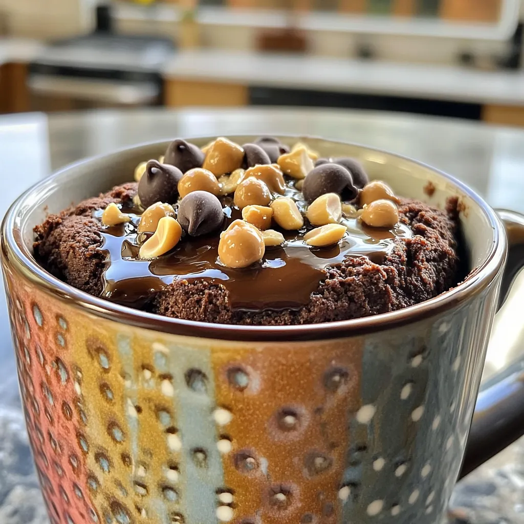 To make a high-protein chocolate peanut butter mug cake, you need these key ingredients: - 4 tablespoons almond flour - 2 tablespoons unsweetened cocoa powder - 1 scoop of chocolate protein powder - 1/2 teaspoon baking powder - 1 tablespoon peanut butter - 3 tablespoons unsweetened almond milk (or any milk of choice) - 1 tablespoon maple syrup (or honey) - 1/4 teaspoon vanilla extract - A pinch of salt These ingredients will create a rich and satisfying cake that packs a protein punch. To make your mug cake even more special, consider these toppings: - Chocolate chips - Crushed peanuts - Greek yogurt - Whipped cream Adding these toppings can enhance the texture and flavor of your cake. If you need to swap out some ingredients, here are some great options: - Use coconut flour instead of almond flour for a different flavor. - Substitute peanut butter with almond butter for a nut-free version. - Try honey instead of maple syrup for a touch of sweetness. - Use dairy milk if you don’t have almond milk. These substitutions keep the cake delicious while catering to your needs. To make your High-Protein Chocolate Peanut Butter Mug Cake, start with the right tools. Grab a microwave-safe mug. You’ll need the following ingredients: - 4 tablespoons almond flour - 2 tablespoons unsweetened cocoa powder - 1 scoop of chocolate protein powder - 1/2 teaspoon baking powder - 1 tablespoon peanut butter - 3 tablespoons unsweetened almond milk - 1 tablespoon maple syrup - 1/4 teaspoon vanilla extract - A pinch of salt First, mix the almond flour, cocoa powder, chocolate protein powder, baking powder, and salt in your mug. Stir well to break up any lumps. This step is key to a smooth cake. Next, add in the peanut butter, almond milk, maple syrup, and vanilla extract. Use a fork or small whisk to blend everything until smooth. If you want a sweeter touch, fold in some chocolate chips. Now, it’s time to cook your mug cake. Place the mug in the microwave and set the timer for 1 minute and 30 seconds. But keep an eye on it! At the 1-minute mark, check to see how it looks. The cake should rise and look set. It should feel moist in the center. If it’s not quite done, give it a few more seconds. Microwaves can vary, so adjust the time as needed. To check if your cake is done, look for these signs: - The top should look firm - There shouldn’t be any wet batter on the surface - A toothpick should come out clean or with a few moist crumbs Let your cake cool for a minute before digging in. This helps the flavors settle. For extra flair, sprinkle some crushed peanuts and chocolate chips on top. Enjoy your tasty treat! To get the best texture, mix dry and wet ingredients well. Each ingredient needs to blend smoothly. I like to use a fork for this. It helps break up lumps in the almond flour. The cake should feel thick but smooth. If it’s too runny, add a bit more almond flour. If it’s too thick, add a bit more almond milk. The right balance makes a fluffy cake. You can make this mug cake even better with simple tweaks. Try adding a dash of cinnamon for warmth. A pinch of sea salt enhances sweet flavors too. You can also add chocolate chips for extra richness. If you love nuts, fold in crushed peanuts. They add crunch and flavor. A dollop of Greek yogurt on top gives a creamy finish. Also, drizzle some honey or maple syrup on top for extra sweetness. One big mistake is not mixing well. If you skip this, the cake can have lumps. Another common error is overcooking. Microwaves vary, so check at one minute. The cake should rise and look set but still soft inside. Don’t forget to let it cool for a minute. This waiting time helps the cake finish cooking. Lastly, be careful with toppings. Too many can make the cake soggy. Keep it simple for the best results. {{image_2}} You can change the taste of your mug cake. Try using different nut butters like almond or cashew. You can also swap cocoa powder for carob powder. This gives a unique twist. Adding spices like cinnamon or nutmeg can add warmth. For a minty flavor, mix in a drop of peppermint extract. You can even fold in fruits like mashed banana or berries for freshness. If you want a gluten-free version, almond flour works great. For a lower-calorie option, use less peanut butter or a lower-calorie sweetener. You can also make it dairy-free by using almond milk or coconut milk. If you need it egg-free, this recipe is already eggless! Just be sure to check your protein powder for allergens. You can switch almond flour for coconut flour, but use less. Coconut flour absorbs more liquid. Instead of maple syrup, try agave syrup or stevia. If you want it richer, use full-fat coconut milk. For a protein boost, add Greek yogurt to the mix. Mix and match to create your perfect mug cake! To store your mug cake, let it cool first. Cover it tightly with plastic wrap or place it in an airtight container. This keeps it fresh for up to two days. If you want to keep it longer, freeze it instead. When you're ready to enjoy your leftover mug cake, heat it in the microwave. Start with 15 to 20 seconds on high. Check if it’s warm enough. If not, heat it for another 10 seconds. Be careful not to overcook it. For freezing, wrap the mug cake tightly in plastic wrap. Place it in a freezer-safe bag or container. It can stay in the freezer for up to a month. To eat, thaw it in the fridge overnight. Then, reheat as mentioned. This way, you can enjoy your high-protein treat anytime! Yes, you can use other protein powders. Whey, casein, or plant-based options work well. Each type may change the taste and texture slightly. If you use a different flavor, adjust the cocoa powder for balance. To make this mug cake vegan, use plant-based protein powder. Swap the maple syrup for agave nectar. Instead of almond milk, any non-dairy milk like soy or oat will work. Lastly, use a vegan peanut butter without added sugar. I love enjoying this mug cake warm. It tastes great plain or topped. Try adding Greek yogurt, whipped cream, or even ice cream. For crunch, sprinkle crushed peanuts or chocolate chips on top. Enjoy right from the mug or flip it onto a plate for a fun twist! We explored the key ingredients and cooking steps for your mug cake. We discussed tips for texture and flavor, plus how to avoid common mistakes. Variations offer options for any diet, and knowing how to store leftovers ensures you enjoy your treat later. Now you can create a perfect mug cake that fits your taste. Have fun baking and enjoy every delicious bite!