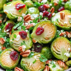 - Brussels Sprouts - Olive Oil - Maple Syrup - Dijon Mustard - Apple Cider Vinegar Brussels sprouts are the star of this salad. Choose fresh, bright sprouts for the best flavor. I recommend trimming and halving them to help them roast evenly. Olive oil adds richness and helps the sprouts brown nicely. Maple syrup gives a sweet touch that balances the mustard's tang. Dijon mustard adds a zesty flavor, while apple cider vinegar brings a hint of acidity. - Dried Cranberries - Pecans - Feta Cheese - Fresh Parsley You can add dried cranberries for a chewy, sweet burst. Pecans add a crunchy texture that pairs well with the sprouts. If you like cheese, feta brings a creamy and salty note. Fresh parsley adds a pop of color and brightness to the salad. - Salt - Pepper Seasoning is key. A good pinch of salt enhances the flavors. Freshly cracked pepper adds warmth and depth. Adjust these to suit your taste. This mix of ingredients creates a fresh and tasty salad. Each bite offers a lovely blend of sweet, savory, and tangy flavors. 1. First, preheat your oven to 400°F (200°C). This step warms up the oven for roasting. 2. Next, trim the Brussels sprouts by cutting off the tough ends. Halve them to help them cook evenly. 1. In a large bowl, toss the halved Brussels sprouts with 1/4 cup of olive oil, salt, and pepper. This gives them flavor. 2. Spread the Brussels sprouts on a baking sheet. Make sure they are in a single layer. 3. Roast them in the oven for about 20-25 minutes. Flip them halfway through to cook evenly. They should be tender and golden brown. 1. While the Brussels sprouts roast, grab a small bowl. 2. Combine 3 tablespoons of pure maple syrup, 1 tablespoon of Dijon mustard, and 1 tablespoon of apple cider vinegar. 3. Whisk these ingredients together. Add a pinch of salt and pepper to taste. This dressing is both sweet and tangy. 1. Once the Brussels sprouts are out of the oven, let them cool for about 5 minutes. 2. In a large salad bowl, add the warm Brussels sprouts. 3. Pour the maple Dijon dressing over the sprouts. Toss everything to combine well. 4. Add in 1/2 cup of dried cranberries and 1/2 cup of chopped pecans. Toss again gently. 5. If you like, sprinkle 1/4 cup of crumbled feta cheese on top. Garnish with fresh parsley. Enjoy your fresh and tasty salad! To get that sweet, caramelized flavor in your Brussels sprouts, roasting is key. Start by preheating your oven to 400°F (200°C). This temperature helps the sprouts brown nicely. Spread the halved sprouts on a baking sheet. Make sure they have space. Crowding them can lead to steaming, not roasting. Roast for 20-25 minutes. Flip them halfway through for even cooking. You'll know they are done when they are tender and golden brown. While the maple Dijon dressing is a star, you can play with it! Try adding fresh herbs like thyme or rosemary for a new twist. You could also sprinkle in some garlic powder for a kick. If you want a different sweetener, honey works well too. Just remember to adjust the amount. Each sweetener can change the flavor profile slightly but adds its own charm. This salad shines on its own but pairs well with many dishes. Serve it alongside grilled chicken or salmon for a hearty meal. It also fits great in a potluck spread or a holiday feast. The bright flavors make it a hit at gatherings. You can also enjoy it as a light lunch. Just add a slice of crusty bread for a complete meal. {{image_2}} You can change this salad based on the seasons. In spring, add fresh peas or radishes for a crisp bite. In fall, swap in roasted sweet potatoes for extra sweetness. Some great toppings to try are: - Sliced apples - Pomegranate seeds - Grated carrots These changes keep the salad fresh and fun all year round! If you need a vegan salad, skip the feta cheese. Use a plant-based dressing or add some avocado for creaminess. For gluten-free options, check that your Dijon mustard is gluten-free. To lower calories, cut down on the maple syrup or use less oil. You can also replace pecans with sunflower seeds for a lighter touch. Want to spice things up? Add some chili flakes or a dash of hot sauce to the dressing. You can also mix in different nuts like walnuts or almonds for a unique crunch. For a fruity twist, toss in some chopped apples or pears to balance the flavors. These tweaks make your Maple Dijon Brussels Sprout Salad even more exciting! To store leftovers, place the salad in an airtight container. This keeps it fresh and prevents any strong odors from mixing. The salad lasts in the fridge for about 3 days. Keep in mind that the longer it sits, the softer the Brussels sprouts become. I do not recommend freezing this salad. The texture of the Brussels sprouts and the crunchiness of the pecans will not hold up well. If you want to save some for later, store the dressing separately. This way, you can add it fresh before serving. Reheating isn’t needed for this salad, but if you prefer warm Brussels sprouts, use the oven or a skillet. Heat them gently to keep the taste and texture intact. Avoid microwaving, as it can make them soggy. For best results, serve the salad right after mixing it! Brussels sprouts are packed with nutrients. They are rich in vitamins C and K. They also contain fiber, which helps digestion. Eating Brussels sprouts may lower the risk of heart disease. They have antioxidants that fight free radicals in the body. These veggies are low in calories, making them great for weight control. You get a lot of nutrition with few calories. Yes, you can make this salad ahead of time. Roasting the Brussels sprouts is best done fresh. You can prepare the dressing a day early and store it in the fridge. Just remember to add the dressing right before serving. This keeps the salad crisp and tasty. You can also pre-chop the nuts and cranberries for quick assembly. If you need to skip feta cheese, there are good options. Try goat cheese for a creamy touch. You can also use vegan cheese if you're avoiding dairy. For a nutty flavor, consider nutritional yeast. Crumbled tofu works well for a vegan option too. Just choose what fits your taste! Customizing the dressing is easy and fun. You can add minced garlic for extra flavor. A squeeze of lemon juice gives a fresh twist. If you like spice, a dash of hot sauce adds heat. Fresh herbs like thyme or basil can also enhance the taste. Get creative and make it your own! This blog shared how to make a tasty Brussels sprouts salad. We discussed essential and optional ingredients, like olive oil and dried cranberries. I guided you through clear steps, from preparation to roasting. We explored tips for perfecting your dish and suggested variations for different diets. I hope you feel inspired to try this salad. It's simple, healthy, and full of flavor. Enjoy making it your own!