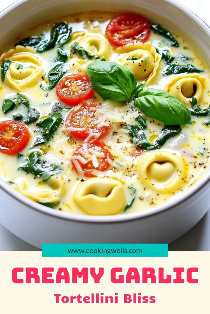 Warm up with a comforting bowl of One-Pot Creamy Garlic Tortellini Soup! This easy recipe combines garlic, cheese tortellini, and fresh veggies for a rich, flavorful dish ready in just 25 minutes. Perfect for a cozy dinner or a quick weeknight meal. Don't miss out on creating this delicious soup—click through for step-by-step instructions and enjoy every spoonful! #TortelliniSoup #ComfortFood #EasyRecipes #OnePotMeals