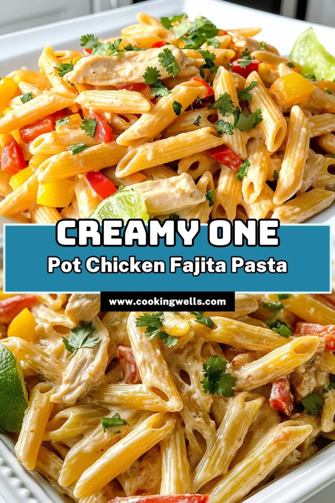Indulge in the deliciousness of One Pot Creamy Chicken Fajita Pasta! This easy recipe combines vibrant bell peppers, tender chicken, and creamy goodness all in one pot. Perfect for a quick weeknight dinner, it takes just 30 minutes to create a flavorful meal that will delight your family. Ready to whip up this tasty dish? Click to discover the full recipe and impress your loved ones tonight! #OnePotPasta #CreamyFajita #EasyDinner #ChickenRecipes
