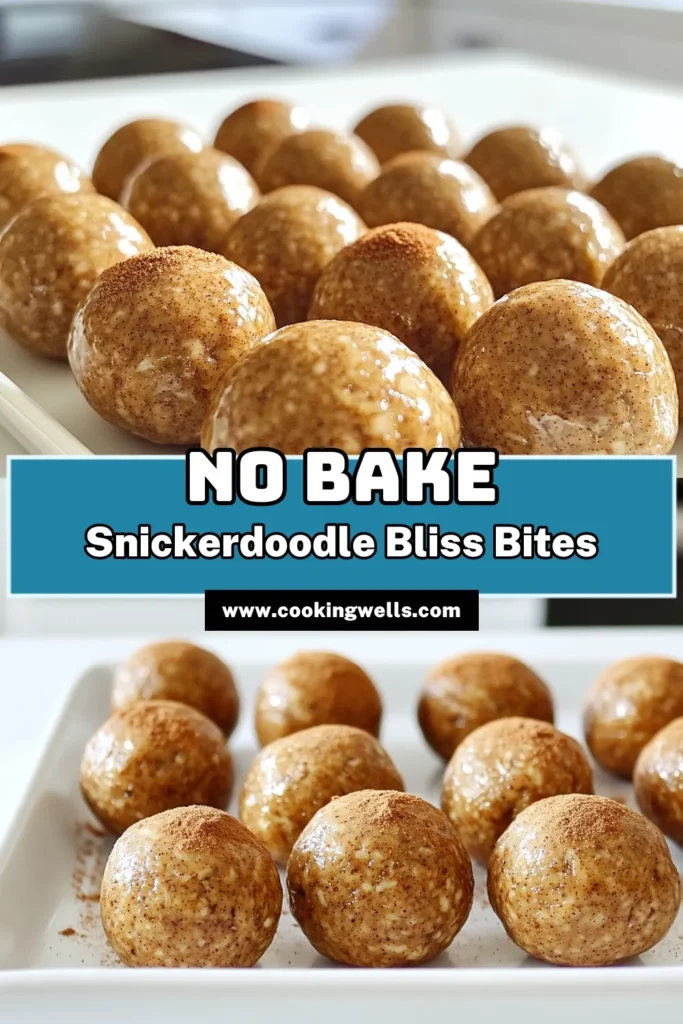 Looking for a delicious and healthy snack? Try these No-Bake Snickerdoodle Energy Balls! Made with rolled oats, almond butter, and a hint of cinnamon, these tasty bites are perfect for fueling your day. They're easy to make and only take 10 minutes to prepare! Click through for the full recipe and enjoy guilt-free snacking. #NoBakeRecipes #HealthySnacks #EnergyBalls #SnickerdoodleDelight