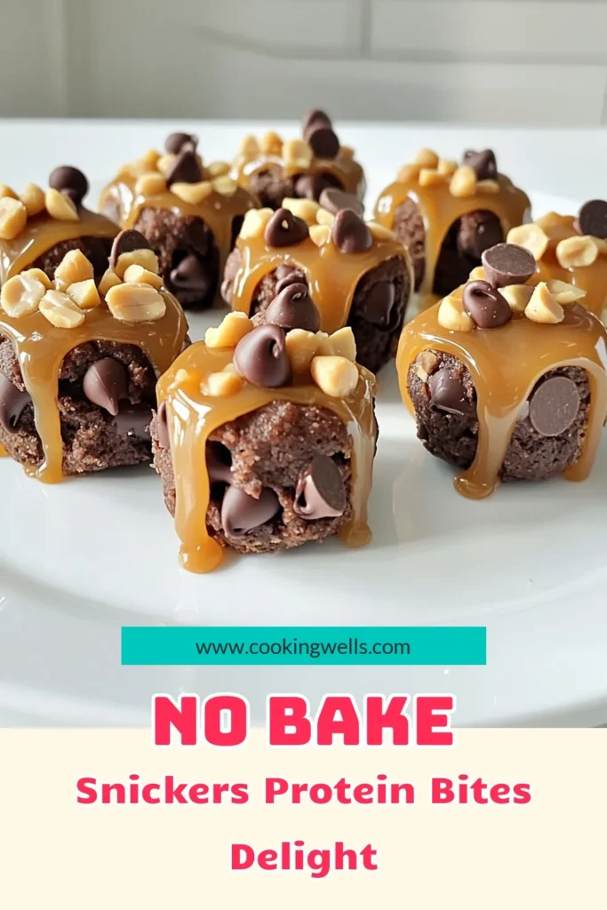 Satisfy your sweet tooth while staying healthy with these No Bake Snickers Protein Bites! Made with peanut butter, honey, oats, and a mix of chocolate and caramel, these delicious treats are perfect for a quick energy boost. Discover how easy it is to whip up a batch in just 15 minutes and enjoy them throughout the week. Click through for the full recipe and indulge guilt-free! #NoBakeRecipes #ProteinBites #HealthySnacks #SnackIdeas