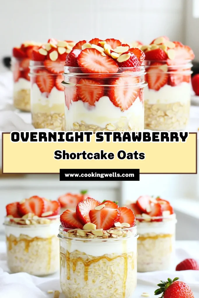 Indulge in the deliciousness of Strawberry Shortcake Overnight Oats! This easy recipe combines rolled oats, creamy Greek yogurt, and fresh strawberries for a nutritious breakfast that’s ready to go. Perfect for busy mornings, just mix the ingredients, refrigerate overnight, and wake up to a sweet treat. Click through for the full recipe and enjoy a healthy start to your day! #OvernightOats #BreakfastRecipes #HealthyEating #StrawberryShortcake