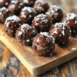 - 1 cup rolled oats - 1/2 cup creamy almond butter or peanut butter - 1/4 cup honey or maple syrup - 1/4 cup cocoa powder - 1/3 cup dark chocolate chips - 1/4 cup mini chocolate chips - 1/4 cup shredded coconut (unsweetened) - 1 teaspoon vanilla extract - Pinch of salt Measuring accurately helps your energy bites turn out great. Use dry measuring cups for oats and cocoa powder. For sticky items like nut butter and honey, use a liquid measuring cup. Spray the cup with cooking oil first. This makes it easier to pour. Use a kitchen scale for precision if you have one. It helps you get the right amounts, especially for small quantities. You can swap out ingredients to suit your tastes. If you don't like almond butter, use peanut butter. For a vegan option, use maple syrup instead of honey. You can also use agave syrup for sweetness. If you don’t have dark chocolate chips, try semi-sweet or milk chocolate chips. For a nut-free option, use sun butter instead of nut butter. Feel free to get creative with these bites! Start by gathering all your ingredients. You will need rolled oats, almond butter, honey, cocoa powder, dark chocolate chips, mini chocolate chips, shredded coconut, vanilla extract, and a pinch of salt. Measure out each ingredient carefully. This helps your energy bites taste the best. In a large bowl, combine 1 cup of rolled oats, 1/4 cup of cocoa powder, and a pinch of salt. Stir this mixture well. In another bowl, mix 1/2 cup of almond butter, 1/4 cup of honey, and 1 teaspoon of vanilla extract. Make sure this mixture is smooth and creamy. Pour the wet mix into the dry mix. Stir until everything blends well. Next, fold in 1/3 cup of dark chocolate chips, 1/4 cup of mini chocolate chips, and 1/4 cup of shredded coconut. Ensure even distribution of all these yummy flavors. Now it's time to roll your mixture into bites. Scoop small portions and roll them into balls about 1 inch in size. Place these bites on a baking sheet lined with parchment paper. After rolling all the bites, refrigerate them for at least 30 minutes. This step helps them firm up. Enjoy your energy bites right away or store them in an airtight container in the fridge for up to one week. Mixing is key for tasty energy bites. I always start with dry ingredients. Combine rolled oats, cocoa powder, and salt in a big bowl. Stir well until they blend nicely. Next, I mix wet ingredients in another bowl. I use creamy almond butter, honey, and vanilla extract. Stir until it’s smooth. Then, I pour the wet mix into the dry mix. This helps keep the texture just right. Stir until every bit is combined. Don't rush this step; it makes a big difference. These bites are perfect for snacks or treats. I love serving them at parties. You can place them on a nice platter for guests. They’re great for lunch boxes too. Just grab a few and go! You can also pair them with fruits like bananas or apples. If you want a drink, a glass of milk works well. These bites are not just tasty; they are filling too. To make these energy bites even better, try adding nuts. Chopped almonds or walnuts add a nice crunch. I also enjoy a sprinkle of cinnamon for warmth. If you like a bit of heat, add a pinch of cayenne pepper. For extra sweetness, use more honey or maple syrup. You can switch up the chocolate chips too. Try using white chocolate or milk chocolate. Each change brings a new twist to the recipe, keeping it fun! {{image_2}} You can easily swap out some ingredients for a new taste. If you don't have almond butter, peanut butter works great. You can also try sunflower seed butter for a nut-free option. Instead of honey, use maple syrup for a vegan choice. For the oats, quick oats can replace rolled oats, but the texture might change a bit. Want to change the flavor? Add a teaspoon of cinnamon for warmth. You can use different types of chocolate, like white chocolate chips, for a sweeter bite. If you love spice, try adding a pinch of cayenne pepper. This will give your bites a fun kick. You can also include dried fruits like raisins or cranberries for a fruity touch. If you're looking for healthier choices, use less sweetener. You can cut the honey or maple syrup to 2 tablespoons. If you're gluten-free, make sure your oats are certified gluten-free. For a higher protein option, add protein powder to the mix. Just reduce the oats slightly to keep the ratio right. These easy swaps let you enjoy energy bites while meeting your dietary needs. You can keep your Triple Chocolate Energy Bites in the fridge. Place them in an airtight container. They stay fresh for about one week. This way, you have a tasty snack ready to grab. If you want to save them longer, freeze the energy bites. First, let them chill in the fridge for 30 minutes. Then, place them in a freezer bag. Make sure to squeeze out the air to prevent freezer burn. They can last up to three months in the freezer. Use glass or plastic containers with tight lids. This helps keep moisture out. If you freeze them, use freezer bags or safe containers. Label each bag with a date. This helps you track how long they have been stored. Yes, you can use different nut butters. Almond butter works well, but so does peanut butter. Cashew butter will also give a nice flavor. Just pick your favorite! These energy bites last about one week in the fridge. Store them in an airtight container. If you want them to last longer, you can freeze them. Yes, for nut allergies, try sunflower seed butter. It has a similar texture and taste. You can also skip the chocolate chips for a simpler option. Yes, you can make these vegan easily. Just swap honey for maple syrup. Choose dairy-free chocolate chips to keep it vegan-friendly. You can add many fun ingredients! Try chia seeds for extra fiber. Dried fruits like cranberries or raisins add sweetness. You could even mix in protein powder for a boost. This post detailed key ingredients and how to mix them for energy bites. We discussed measuring tips, substitutions, and storage options. Remember, experimenting with flavors can make your bites unique. Use this guide to make energy bites that fit your needs. Explore swaps and modifications to get the most from your recipe. Keep these energy bites in the right containers, and enjoy them for weeks. Use the FAQ section to solve common questions as you bake. Enjoy your delicious, healthy treats!