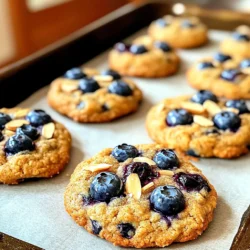 - 1 cup almond flour - 1/2 cup rolled oats - 1/4 cup coconut sugar - 1/2 teaspoon baking soda - 1/4 teaspoon salt - 1/2 teaspoon cinnamon - 1/4 cup unsweetened applesauce - 1/4 cup almond butter - 1 teaspoon vanilla extract - 3/4 cup fresh blueberries (or frozen, thawed) - 1/4 cup slivered almonds (plus extra for topping) Each ingredient plays a role in making these cookies tasty and nutritious. Almond flour gives a nice texture and a nutty flavor. Rolled oats add fiber and help keep you full. Coconut sugar is a natural sweetener that brings a touch of caramel flavor. Baking soda helps the cookies rise while salt and cinnamon enhance the taste. Applesauce keeps the cookies moist and adds sweetness without extra sugar. Almond butter offers healthy fats and protein, making these cookies a good choice for breakfast. Vanilla extract adds a warm, sweet aroma. Blueberries are juicy and provide antioxidants, while slivered almonds give a nice crunch. - Calories per cookie: About 100 calories - Macronutrient breakdown: - Carbohydrates: 12g - Protein: 3g - Fat: 4g The main ingredients bring several health benefits. Almond flour is gluten-free and rich in vitamin E. Rolled oats help lower cholesterol and improve heart health. Blueberries are known for their high antioxidant content. Almond butter provides protein and healthy fats, which can help keep you energized throughout the day. First, preheat your oven to 350°F (175°C). This helps the cookies bake evenly. Next, line a baking sheet with parchment paper. This makes cleanup easy and keeps cookies from sticking. Now, let’s mix the dry ingredients. In a large bowl, combine: - 1 cup almond flour - 1/2 cup rolled oats - 1/4 cup coconut sugar - 1/2 teaspoon baking soda - 1/4 teaspoon salt - 1/2 teaspoon cinnamon Stir these together until they blend well. This is key for even flavor. Next, we’ll combine the wet ingredients. In another bowl, whisk together: - 1/4 cup unsweetened applesauce - 1/4 cup almond butter - 1 teaspoon vanilla extract Whisk until the mix is smooth. This will add moisture and flavor to your cookies. Now, pour the wet mix into the dry ingredients. Stir until just combined. Be careful not to overmix. This keeps your cookies soft. Finally, gently fold in: - 3/4 cup fresh blueberries (or frozen, thawed) - 1/4 cup slivered almonds Fold slowly to avoid breaking the blueberries. For shaping, use a tablespoon or cookie scoop. Form cookie dough balls and place them on the prepared baking sheet. Space them about 2 inches apart. This gives them room to spread. Next, flatten each cookie slightly with your fingers. Then, sprinkle a few extra slivered almonds on top for a nice touch. Now, it’s time to bake! Place the baking sheet in the oven and bake for 12-15 minutes. Look for golden-brown edges. Once done, remove the cookies from the oven. Let them cool on the baking sheet for 5 minutes. This helps them set. Then, transfer them to a wire rack to cool completely. Enjoy your delicious Blueberry Almond Breakfast Cookies! - Preventing overmixing: Mix your wet and dry ingredients until just combined. Overmixing makes cookies tough. A gentle touch leads to soft, chewy cookies. - Keeping blueberries intact: Fold in the blueberries gently. This keeps them whole and juicy. Broken blueberries create a mushy texture. - Achieving the ideal texture: Use almond flour for a soft base. The oats add chewiness. Aim for a cookie that’s golden-brown at the edges but soft in the middle. - Best mixing bowls: Use a large, sturdy bowl. A glass or stainless steel bowl works well. This helps you mix without spills. - Cookie scoop vs. tablespoon: A cookie scoop gives you uniform sizes. This ensures even baking. If you don’t have one, a tablespoon works too. - Essential baking sheet features: Choose a heavy-duty baking sheet. Parchment paper helps prevent sticking. This saves you cleanup time and keeps cookies intact. {{image_2}} You might want to make some changes to fit your needs. Here are a few ideas: - Gluten-free options: Use gluten-free rolled oats instead of regular oats. This keeps the cookie safe for those with gluten allergies. Almond flour is already gluten-free, so it works perfectly. - Alternative sweeteners: If you want a different sweetness, try honey or maple syrup. Adjust the wet ingredients slightly if you use these. - Additional mix-ins: You can add more texture by including nuts or seeds. Chia seeds, walnuts, or pumpkin seeds all work well with these cookies. To make your cookies even tastier, consider these options: - Adding spices or extracts: A pinch of nutmeg or some almond extract can boost the flavor. Just a little can make a big difference. - Using different fruits: You can swap blueberries for other fruits. Raspberries or chopped apples can add new flavors and textures. - Vegan modification suggestions: Replace almond butter with a seed butter like sunflower seed butter. Use a flax egg instead of applesauce for a vegan twist. Experimenting with these variations can keep your breakfast cookies exciting and fun! Store your Blueberry Almond Breakfast Cookies in an airtight container. This keeps them fresh. If you want to keep them at room temperature, they last about five days. For longer storage, place them in the fridge. They can stay fresh for up to two weeks in the fridge. To freeze cookies, let them cool completely first. Then, wrap each cookie in plastic wrap. Place them in a freezer-safe bag. They can last up to three months in the freezer. When you want to eat them, just take out what you need. For freshness, check for any signs of moisture or changes in smell. This helps ensure you enjoy tasty cookies every time. Reheat your cookies to bring back that fresh-baked taste. The best method is using an oven. Preheat it to 300°F (150°C). Place the cookies on a baking sheet. Heat them for about 5 minutes. This warms them through and keeps them soft. You can also use the microwave. Heat each cookie for about 10-15 seconds. Don’t overdo it, or they will get dry. Enjoy your warm cookies, and feel the deliciousness! Yes, you can use frozen blueberries in these cookies. However, they may change the texture. Frozen blueberries often have more moisture. This can make your cookies a bit wetter. When using frozen blueberries, let them thaw and drain excess juice. This will help keep your cookies from becoming too soggy. You still get the same burst of flavor, just with a slightly different texture. To make these cookies vegan, swap out some ingredients. Use flaxseed meal mixed with water instead of applesauce. For each egg, mix 1 tablespoon of flaxseed meal with 2.5 tablespoons of water. You can also replace almond butter with a nut-free butter. Choose coconut oil instead of butter. These swaps keep the cookies tasty and plant-based. Yes, you can easily make a larger batch. Just double or triple the ingredients based on your needs. When you do this, keep an eye on the baking time. Larger batches may need a bit more time in the oven. Check for doneness by looking for golden-brown edges. If you make many cookies, use multiple baking sheets. This helps them bake evenly. In this article, we explored how to make Blueberry Almond Breakfast Cookies. You learned the key ingredients and their health benefits. We covered step-by-step instructions, tips for perfect cookies, and storage ideas. These cookies are simple, tasty, and healthy. Feel free to get creative with variations. Enjoy baking! Your kitchen is now ready for delicious cookies anytime.
