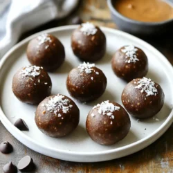 - 1 cup rolled oats - 1/2 cup natural almond butter - 1/3 cup honey or maple syrup - 1 tablespoon instant espresso powder - 1/4 cup unsweetened cocoa powder - 1/4 cup dark chocolate chips - 1/4 cup shredded coconut (optional) - Pinch of sea salt - 1 teaspoon vanilla extract These ingredients make a tasty and healthy snack. Each one plays a key role in flavor and texture. Let’s break them down. Rolled Oats: They are the base of the energy balls. Oats provide fiber and help keep you full. Natural Almond Butter: This nutty spread adds creaminess and healthy fats. It also helps bind the mix together. Honey or Maple Syrup: Both serve as sweeteners. They add moisture and sweetness. You can swap them depending on your taste. Instant Espresso Powder: This powder gives the energy balls a rich coffee flavor. It also adds a nice kick of caffeine. Unsweetened Cocoa Powder: This is where the chocolate flavor comes from. It adds depth without added sugar. Dark Chocolate Chips: These chips add sweetness and a bit of crunch. They make the snack feel indulgent. Shredded Coconut: This is optional but adds a chewy texture. It also brings a tropical taste. Sea Salt: Just a pinch of salt enhances all the flavors. It balances the sweetness perfectly. Vanilla Extract: This adds warmth and depth to the flavor. It rounds out the taste beautifully. Gather these ingredients and you’re ready to make a delicious snack that’s both fun and healthy! {{ingredient_image_1}} Start by grabbing a large mixing bowl. In this bowl, combine the rolled oats, instant espresso powder, unsweetened cocoa powder, and a pinch of sea salt. Mix these ingredients well. This step is key. You want the espresso powder to spread evenly throughout. Next, add the natural almond butter, honey or maple syrup, and vanilla extract to the dry mix. Stir everything together until a thick, sticky dough forms. This dough should be firm but not dry. If it feels too crumbly, add a bit more almond butter. The dough should hold together nicely. Now it's time to form the energy balls. Use your hands to scoop out tablespoon-sized portions of the dough. Roll each portion into a ball shape. Place the balls on a parchment-lined baking sheet. Once all the mixture is rolled, refrigerate the balls for at least 30 minutes. This helps them firm up and allows the flavors to blend. After chilling, your energy balls are ready to eat! Enjoy this healthy snack any time during the day. To ensure your mixture holds together, start with the right balance of wet and dry ingredients. Use a good amount of almond butter and honey. If the dough feels too dry, add a touch more honey or almond butter. If it’s too sticky, sprinkle in more oats. Mix until everything bonds well. Refrigerate the balls for at least 30 minutes. This helps them firm up nicely. You can twist the flavors in fun ways. Try swapping almond butter with peanut or sun butter. For a fruity kick, mix in dried fruits like cranberries or apricots. If you love crunch, add chopped nuts or seeds. You could even sprinkle in some cinnamon for warmth. Be creative and make these energy balls your own! For a beautiful display, arrange the energy balls on a rustic wooden board. Dust them lightly with cocoa powder for a touch of flair. You can also serve them with a small pot of almond butter on the side for dipping. This adds a nice visual and taste element. Make your healthy snack not just tasty but also appealing! Pro Tips Use Fresh Espresso Powder: Ensure your instant espresso powder is fresh for the best flavor. Old powder can lose its potency and the energy balls may lack that rich coffee taste. Experiment with Nut Butters: While almond butter is delicious, feel free to substitute with other nut butters like peanut or cashew for a different flavor profile. Chill for Better Texture: Refrigerating the energy balls not only helps them firm up but also enhances the flavors. Don’t skip this step! Customize Your Add-ins: Get creative with add-ins! Consider adding chopped nuts, seeds, or dried fruits to tailor the energy balls to your taste. {{image_2}} If you want a nut-free snack, swap almond butter for sun butter or pumpkin seed butter. These options keep the creamy texture and add unique flavors. You can also use tahini, which is made from sesame seeds. It brings a rich taste and works well with chocolate and espresso. To make these energy balls vegan, replace honey with maple syrup or agave nectar. Both sweeteners provide the right stickiness and sweetness. This change ensures everyone can enjoy these tasty treats while keeping it plant-based. You can easily boost the flavor of your energy balls. Try adding a teaspoon of cinnamon for warmth or a splash of vanilla extract for sweetness. You can also mix in a little cayenne pepper for a spicy kick. Adding these spices can make your snack even more exciting! To keep your Chocolate Espresso Energy Balls fresh, store them in the fridge. Place them in an airtight container. This helps maintain their taste and texture. Enjoy them for up to a week. The cool air will keep them firm and tasty. If you want to keep the energy balls longer, freezing is a great option. First, lay them on a baking sheet. Make sure they do not touch each other. Freeze them for about 1-2 hours until solid. Then, transfer them to a freezer-safe bag. Remove as much air as possible before sealing. This method helps prevent freezer burn. When stored properly, these energy balls last for about three months in the freezer. In the fridge, they last about a week. Always check for any changes in smell or texture before eating. Following these tips will help you enjoy your snacks longer. Chocolate espresso energy balls are tasty snacks packed with healthy ingredients. They blend rolled oats, almond butter, and espresso for a caffeine boost. Each ball offers protein, fiber, and healthy fats. They help you feel full and energized. With dark chocolate chips, they satisfy your sweet tooth without guilt. These bites are great for a quick snack or post-workout fuel. Yes, you can swap honey for maple syrup or agave nectar. Both options work well and add sweetness. If you prefer, you can also use a sugar substitute like stevia. Just keep in mind that the flavor might change slightly. Adjust the amount based on your taste preference. Each option keeps the energy balls delicious and healthy. To make chocolate espresso energy balls gluten-free, use certified gluten-free oats. Many oats on the market contain gluten due to cross-contamination. Always check the label to ensure they meet gluten-free standards. The other ingredients like almond butter, cocoa powder, and chocolate chips are naturally gluten-free. Enjoy these guilt-free treats without worry! In this post, we explored delicious Chocolate Espresso Energy Balls. We covered essential ingredients like oats, almond butter, and cocoa powder. We also provided step-by-step instructions to help you create your energy balls easily. Tips on texture, flavor variations, and storage ensure your treats stay fresh. Remember, you can customize your energy balls to suit your taste. With simple swaps for a nut-free or vegan version, everyone can enjoy them. Get ready to fuel your day with these tasty snacks!