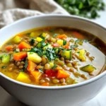 - 1 cup green lentils, rinsed - 1 tablespoon olive oil - 1 onion, diced - 2 cloves garlic, minced - 2 carrots, diced - 2 celery stalks, diced - 1 red bell pepper, chopped - 1 zucchini, diced - 1 can (14 oz) diced tomatoes, with juices - 4 cups vegetable broth - 2 teaspoons ground cumin - 1 teaspoon smoked paprika - 1 teaspoon dried oregano - 1 teaspoon salt - 1/2 teaspoon black pepper - 2 cups spinach or kale, chopped Green lentils are the star of this soup. They have a nice texture and hold up well. Fresh vegetables add flavor and nutrition. I love using onions, garlic, carrots, celery, and zucchini. Each brings its own taste and color to the dish. Spices like cumin and smoked paprika give this soup a warm, rich flavor. Don't forget the salt and black pepper to enhance the taste. - Fresh parsley, for garnish - Juice of 1 lemon Garnishes can make your dish shine. Fresh parsley adds a pop of green and freshness. A squeeze of lemon juice brightens the whole soup. It adds a zesty finish that makes every bite exciting. - Lentil alternatives: Try red lentils or black lentils. - Vegetable replacements: Swap in your favorite veggies like sweet potatoes or green beans. If you can't find green lentils, other types work too. Red lentils cook faster but can be mushy. For vegetables, pick what you love or have on hand. This soup is flexible and perfect for using up what you have. {{ingredient_image_1}} - Prepping the vegetables Start by washing and cutting your veggies. Chop one onion, two carrots, and two celery stalks. Dice one red bell pepper and one zucchini. These fresh ingredients add great flavor. - Rinsing the lentils Take one cup of green lentils and rinse them under cold water. This step removes dirt and makes the lentils clean. Set them aside for later use. - Sautéing the base ingredients In a large pot, heat one tablespoon of olive oil over medium heat. Add the diced onion and cook for about 3-4 minutes until soft. Then stir in two minced garlic cloves, the carrots, celery, and red bell pepper. Let this cook for 5 more minutes while stirring occasionally. This creates a tasty base for the soup. - Simmering the soup Next, mix in your rinsed lentils, diced tomatoes with juice, and four cups of vegetable broth. Add two teaspoons of ground cumin, one teaspoon of smoked paprika, one teaspoon of dried oregano, one teaspoon of salt, and half a teaspoon of black pepper. Bring everything to a boil, then reduce the heat to low. Cover the pot and let it simmer for 30-35 minutes until the lentils are tender. - Adding greens During the last 5 minutes of cooking, stir in two cups of chopped spinach or kale. This adds color and nutrients to your soup. - Seasoning adjustments After cooking, remove the pot from heat and squeeze in the juice of one lemon. This gives a nice brightness to the soup. Taste and adjust the seasoning if needed. Let it sit for a few minutes before serving. - Ensuring tender lentils: Rinse lentils well before cooking. This helps remove dirt and debris. Use fresh water and soak them for about 30 minutes. This can cut down cooking time. Simmer lentils gently. Boiling them too hard can make them mushy. - Balancing flavors: Taste your soup as you cook. Add salt and spices gradually. This lets you control the flavor. A splash of lemon juice at the end brightens the taste. Fresh herbs like parsley add a nice touch too. - Accompaniments for the soup: Pair your soup with a fresh salad. A simple green salad works great. You can also serve it with roasted veggies for extra flavor. - Best bread pairings: Crusty bread is perfect for dipping. Try sourdough or whole grain baguettes. These add texture and taste to your meal. - Making ahead of time: This soup tastes even better the next day. Make a big batch and enjoy it later. Store it in the fridge for up to three days. - Storing leftovers: Cool the soup before storing. Use airtight containers to keep it fresh. You can also freeze portions for later. Just make sure to label them with the date. Pro Tips Soak Your Lentils: Soaking lentils for a few hours before cooking can reduce cooking time and improve their texture. Add Depth of Flavor: Consider adding a bay leaf while simmering the soup for an extra layer of flavor, removing it before serving. Customize Your Greens: Feel free to substitute spinach or kale with other greens like Swiss chard or collard greens based on your preference. Enhance with Fresh Herbs: Adding fresh herbs like basil or cilantro just before serving can brighten the flavors of the soup. {{image_2}} You can make this Mediterranean lentil soup even heartier by adding protein. Consider using: - Cooked chicken for a meaty bite - Crumbled feta cheese for a tangy flavor - Canned chickpeas for extra fiber Adding extra veggies also boosts nutrition. You can include: - Sweet potatoes for sweetness - Kale for added greens - Mushrooms for a rich texture Adjust spices to suit your taste. A pinch of cayenne pepper adds heat. You can also: - Swap smoked paprika for regular paprika for a milder taste - Use curry powder for a different flavor profile Herbs can enhance the soup's aroma. Try adding: - Fresh basil for a sweet touch - Thyme for earthiness - Cilantro for a fresh kick You can use a slow cooker for this soup. Just follow these steps: 1. Sauté onions and garlic in a pan. 2. Transfer them to the slow cooker. 3. Add all other ingredients. 4. Cook on low for 6-8 hours or high for 3-4 hours. If you prefer an Instant Pot, here's how: 1. Use the sauté function for onions and garlic. 2. Add all ingredients to the pot. 3. Seal the lid and cook on high pressure for 15 minutes. 4. Allow the pressure to release naturally before serving. Store leftover soup in an airtight container. It keeps well in the fridge. The soup stays fresh for about 4 to 5 days. Make sure it cools down before you put it in the fridge. This step helps avoid extra moisture that can make it spoil faster. To freeze leftovers, ladle the soup into freezer-safe containers. Leave some space at the top for expansion. You can also freeze in single-serving bags. This makes it easy to grab a quick meal. The soup can last in the freezer for up to 3 months. When you’re ready to eat, thaw it in the fridge overnight. For reheating, use a pot on low heat. Stir the soup often to heat it evenly. You can also microwave it in a bowl. Add a splash of water or broth to keep it from drying out. Avoid reheating it too long, as that can make the lentils mushy. Enjoy your warm soup with fresh bread or a salad! Lentils are small but mighty. They pack a lot of nutrition into every bite. They are high in protein and fiber. This means they help you feel full and satisfied. One cup of cooked lentils has about 18 grams of protein and 15 grams of fiber. Lentils also contain many vitamins and minerals. They are rich in iron, which helps carry oxygen in your blood. They also have folate, which supports cell growth. Plus, they are low in fat, making them a heart-healthy choice. The fresh vegetables in this soup add more health benefits. For example, carrots are high in beta-carotene. This helps keep your eyes healthy. Spinach adds iron and vitamin K. Together, these ingredients create a hearty meal full of nutrients. Yes, you can easily make this soup vegan! The recipe is already plant-based. All the ingredients are free from animal products. If you want to swap ingredients, you can use vegetable broth instead of chicken broth. You can also add more veggies, like mushrooms or sweet potatoes, for extra flavor. Just make sure to stick with plant-based ingredients to keep it vegan. If you want a thicker soup, there are a few easy ways to do it. One option is to blend part of the soup. Use a blender or an immersion blender. This will make it creamy without adding extra calories. Another option is to add more lentils. You can cook them longer until they break down. This will naturally thicken the soup. You can also add a starch, like mashed potatoes or a bit of flour mixed with water. Just stir it in and let it cook for a few more minutes. These options will help you get the perfect consistency for your soup. You now have all you need to make a great lentil soup. We covered the key ingredients like green lentils and fresh veggies. I shared step-by-step instructions to help you through cooking. Also, I offered valuable tips for serving and storage. Lentils bring health benefits and flavor too. Remember, you can always tweak the recipe to fit your taste. Enjoy exploring the many variations and make this recipe your own. Happy cooking!